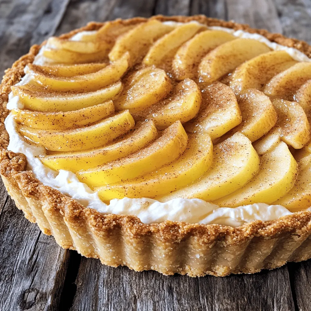This snickerdoodle cream cheese apple pie combines sweet apples, creamy filling, and a spiced crust. It’s a fun twist on classic apple pie. You can find the full recipe below. - For the Crust: - 2 ½ cups all-purpose flour - 1 teaspoon ground cinnamon - ½ teaspoon baking powder - 1 teaspoon salt - 1 cup unsalted butter, cold and cubed - ½ cup granulated sugar - 1 large egg - For the Filling: - 4 medium apples (preferably Granny Smith or Honeycrisp), peeled, cored, and sliced - ½ cup packed brown sugar - 1 teaspoon ground cinnamon - 1 tablespoon fresh lemon juice - For the Cream Cheese Layer: - 8 ounces cream cheese, softened to room temperature - ½ cup granulated sugar - 1 teaspoon pure vanilla extract - 1 large egg - For the Topping: - ¼ cup granulated sugar - 1 tablespoon ground cinnamon - Large mixing bowl - Pastry cutter or fingertips - Rolling pin - 9-inch pie pan - Medium mixing bowl - Whisk or electric mixer - Measuring cups and spoons - Plastic wrap - Baking sheet This list makes sure you have all you need to create this delightful pie. Each ingredient plays a big role in making the flavors shine. Happy baking! To start, gather your ingredients for the crust. In a big bowl, whisk together 2 ½ cups of all-purpose flour, 1 teaspoon of ground cinnamon, ½ teaspoon of baking powder, and 1 teaspoon of salt. Mix well. Next, add 1 cup of cold, cubed unsalted butter. Use a pastry cutter or your fingers to work the butter into the dry mix until it looks like coarse crumbs. Then, stir in ½ cup of granulated sugar and 1 large egg. Mix until a soft dough forms. Shape this dough into a ball, wrap it in plastic, and chill it for at least 30 minutes. While the crust chills, prepare the apple filling. In a medium bowl, combine 4 sliced medium apples with ½ cup of brown sugar, 1 teaspoon of ground cinnamon, and 1 tablespoon of fresh lemon juice. Toss gently to coat all the apple slices. Let this mixture sit for 10-15 minutes. This helps the apples release some juices, making your filling juicy and flavorful. Now, make the cream cheese layer. In a separate bowl, beat 8 ounces of softened cream cheese with ½ cup of granulated sugar, 1 teaspoon of pure vanilla extract, and 1 large egg. Mix until it’s smooth and creamy, with no lumps. This layer adds a rich, tangy flavor to your pie. Preheat your oven to 350°F (175°C). Roll out about 2/3 of your chilled pie crust on a floured surface until it’s about 1/8-inch thick. Transfer this dough to a 9-inch pie pan, pressing it down to fit. Spread the cream cheese mixture evenly over the bottom of the crust. Then, layer the spiced apple filling on top. Make sure it’s evenly distributed. Roll out the remaining dough. You can cut it into strips for a lattice top or fully cover the filling. If covering, cut slits in the crust for steam to escape. Trim and crimp the edges. In a small bowl, mix ¼ cup of granulated sugar and 1 tablespoon of ground cinnamon. Sprinkle this mixture over the top crust. Bake the pie in the preheated oven for 45-50 minutes. The crust should be golden brown and the filling bubbling. After baking, let the pie cool for at least 30 minutes before slicing and serving. For the full recipe, don't forget to check out the complete guide! To make a great pie crust, keep your butter cold. Cold butter helps create a flaky texture. Use your hands or a pastry cutter to mix in the butter. Make sure not to overwork the dough; it should just come together. Chill the dough for at least 30 minutes. This step is key. It relaxes the gluten and prevents shrinkage. For the filling, I suggest using Granny Smith or Honeycrisp apples. Granny Smith gives a nice tartness, while Honeycrisp adds sweetness. You can also mix both for a balanced flavor. Peel, core, and slice the apples evenly for the best texture. This makes sure every bite has a good mix of apple and cream cheese. If you want a creamier layer, add an extra ounce of cream cheese. This gives more richness. You can also adjust the sugar based on your taste. If you like it less sweet, cut the sugar by a tablespoon. Mix well until there are no lumps. This ensures a smooth texture that pairs perfectly with the apples. Feel free to check the Full Recipe for more detailed steps! {{image_4}} If you need a gluten-free crust, use a mix of gluten-free flour. Look for a blend that includes xanthan gum. You can also try almond flour or coconut flour for a nutty flavor. Just remember, the texture may change a bit. Want to jazz up your pie? Consider adding chopped nuts, like pecans or walnuts, for crunch. You can also drizzle caramel sauce over the apples for a sweet twist. For a richer taste, mix in some butterscotch chips or chocolate chips. During fall, try making a pumpkin spice version of this pie. Add pumpkin puree to the cream cheese layer. Mix in pumpkin pie spice with the apples for a cozy flavor. You can even toss in some cranberries for a tart kick. For the full recipe, check out the Snickerdoodle Cream Cheese Apple Pie 🥧. To keep your snickerdoodle cream cheese apple pie fresh, first let it cool. Then, cover it tightly with plastic wrap or aluminum foil. This helps keep moisture in and prevents it from drying out. Store the pie in the fridge for up to 4 days. If you want to enjoy it later, freezing is a great option. To freeze the pie, let it cool completely. Wrap it in plastic wrap, then in aluminum foil. This double layer helps protect the pie from freezer burn. You can freeze it for up to 3 months. When you're ready to eat it, just thaw it in the fridge overnight before reheating. To reheat your pie, preheat your oven to 350°F (175°C). Remove any plastic wrap and cover the pie loosely with aluminum foil. Bake it for about 15-20 minutes, or until it's warm throughout. If you like a crisp crust, remove the foil for the last 5 minutes of baking. Enjoy your pie warm for the best taste! Yes, you can use store-bought crust. It saves time and effort. Look for a pie crust that is ready to roll out. It should fit a 9-inch pie pan. Just make sure to follow the package instructions for baking. To prevent the crust from burning, cover the edges with foil. This shields them from direct heat. Start checking your pie about 5 to 10 minutes before the end of baking time. If the crust looks golden, remove it from the oven. You can use mascarpone or Greek yogurt as a substitute. Mascarpone gives a rich and creamy texture. Greek yogurt adds a tangy flavor. Both options work well in the cream cheese layer. The pie will last about 3 to 5 days in the fridge. Store it in an airtight container. This keeps the filling fresh and prevents the crust from getting soggy. For longer storage, consider freezing it. Check the Full Recipe for more storage tips. This article covered how to make a delicious pie from scratch. We went through the ingredients, tools, and step-by-step instructions. I shared tips for a perfect crust and filling. You learned about fun variations and proper storage. Now, you have all you need to create a tasty pie. Enjoy the process and share your results with family and friends. Happy baking!