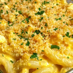 - 1 medium head of cauliflower, cut into small florets - 2 cups whole wheat macaroni - 1 ½ cups shredded sharp cheddar cheese, divided - ½ cup cream cheese, softened to room temperature - 1 cup milk (or your preferred milk alternative) - 1 teaspoon garlic powder - 1 teaspoon onion powder - ½ teaspoon smoked paprika - Salt and black pepper, to taste - ½ cup panko breadcrumbs - 2 tablespoons extra virgin olive oil - Fresh parsley, chopped (for garnish) In this recipe, I love using cauliflower as a base for the sauce. It gives a nice creamy texture. The whole wheat macaroni adds a hearty touch. You can adjust the cheese types if you want. I often use sharp cheddar to enhance flavor. The cream cheese makes the sauce rich and smooth. For the spices, garlic powder and onion powder bring depth. Smoked paprika adds a hint of warmth. Don't forget to season with salt and pepper. This will bring all the flavors together. The panko breadcrumbs give a crunchy topping. They contrast well with the creamy dish. Drizzling olive oil on the breadcrumbs helps them crisp up in the oven. Finally, fresh parsley not only brightens up the dish but also adds color. By gathering these ingredients, you set the stage for a delicious meal. For the full details on how to prepare this creamy comfort dish, check the Full Recipe. - Preheat the oven to 375°F (190°C). - Grease a 9x13 inch baking dish with olive oil or cooking spray. - Boil salted water in a large pot. - Cook the macaroni until al dente, about 8 minutes. - Drain the pasta and set it aside. - Bring water to a boil in a steamer pot. - Add the cauliflower florets and steam until tender, about 5-7 minutes. - Transfer the steamed cauliflower to a blender or food processor. - Add cream cheese, milk, garlic powder, onion powder, smoked paprika, and half the cheese to the blender. - Blend until smooth and creamy. - If too thick, add a splash more milk. - Season with salt and black pepper to taste. - In a large bowl, combine the drained macaroni with the creamy cauliflower sauce. - Stir well to coat every piece of pasta. - Pour the macaroni and cauliflower mixture into the prepared baking dish. - Spread it out evenly. - Sprinkle the remaining shredded cheddar cheese on top. - In a small bowl, mix panko breadcrumbs with olive oil. - Sprinkle the breadcrumb mixture over the cheese for crunch. - Bake in the preheated oven for 25-30 minutes until golden brown. You can find the Full Recipe in the previous sections for complete details and tips. Enjoy your delicious cauliflower mac and cheese! To make your sauce creamy, start with the right base. You can use a mix of cream cheese and milk. If the sauce is too thick, add more milk slowly. This helps keep the blend smooth. You can also try vegetable broth for added flavor. Blend until it’s just right. Spice things up with herbs and seasonings. Adding garlic, thyme, or even basil can make a big difference. Use different cheeses to change the flavor. Gruyère or mozzarella can add fun twists. Experiment with smoked paprika or chili powder for a kick. Mix and match until you find your favorite. Serving your dish well makes it more tempting. Use individual bowls for a fun touch. Top each bowl with extra cheese or a sprig of parsley. This adds color and freshness. You can also serve it with a light salad to brighten the meal. For the full recipe, check out the details above. {{image_4}} You can easily make this dish vegan. Start by swapping dairy for plant-based alternatives. Use cashew cream or vegan cheese instead of cream cheese. For milk, almond or oat milk works well. Choose a vegan cheese that melts nicely. This way, you still enjoy that creamy texture without dairy. If you need a gluten-free meal, that is simple too. Just choose gluten-free pasta varieties. Many brands now offer great options made from rice or corn. These pasta types hold up well in baking. They blend perfectly with the creamy cauliflower sauce, giving you a delightful dish. Feel free to get creative with add-ins and mix-ins. You can add cooked chicken for protein or toss in steamed broccoli for extra veggies. Peas or spinach also make great choices. These additions not only boost nutrition but also make the dish more colorful and fun. Try different combinations to find your favorite twist on this classic recipe. To store leftovers of your Cauliflower Mac and Cheese, let it cool first. Place it in an airtight container. This will keep it fresh. Store it in the fridge for up to three days. When you want to eat it again, simply take it out. For the best taste, use the oven to reheat. Preheat it to 350°F (175°C). Place the mac and cheese in a baking dish. Cover it with foil to keep it moist. Heat for about 15 minutes, then check if it's warm. If not, give it more time. You can also use the microwave. Heat in short bursts of 30 seconds, stirring in between. This helps it heat evenly without drying out. If you want to freeze Cauliflower Mac and Cheese, let it cool completely. Use a freezer-safe container or wrap it tightly in plastic wrap. It can stay in the freezer for up to three months. When ready to eat, thaw it in the fridge overnight. Reheat as mentioned above for best results. Enjoy your creamy comfort dish even later! For the Full Recipe, check the earlier sections. Yes, you can make this dish ahead of time. Prepare the mac and cheese, then store it in the fridge. Cover it tightly with plastic wrap or aluminum foil. This can keep for up to three days. When ready to bake, let it sit at room temperature for 30 minutes. Then, bake it as usual. To make the sauce thicker, add more cream cheese or cheese. You can also cook it longer on the stove to reduce it. If it’s too thick, add a little milk to thin it out. Stir well until you reach the right consistency. You can try broccoli or butternut squash instead of cauliflower. Both will give a nice flavor and texture. If you want a lighter option, use zucchini. Just adjust the cooking time since these veggies may cook faster. Yes, this recipe is great for meal prep. Portion it into containers for easy lunches or dinners. You can reheat it in the microwave or oven. It keeps well and tastes great even after a few days. Absolutely! You can mix different cheeses like mozzarella or gouda. For a sharper flavor, try pepper jack or blue cheese. Just remember to keep some cheddar for that classic taste. For a complete guide, check out the Full Recipe. It covers all the steps and tips to make the best Cauliflower Mac and Cheese. This recipe transforms simple ingredients into a delicious meal. You learned how to make creamy cauliflower mac and cheese that is both tasty and versatile. Remember, you can adapt this dish to fit your diet needs, like vegan or gluten-free options. Don't hesitate to experiment with flavors and mix-ins. Great meals start with good choices, so enjoy sharing this comfort dish with others!