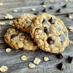 - 2 ripe bananas, thoroughly mashed - 1 cup rolled oats (old-fashioned) - 1/2 cup almond flour - 1/4 cup honey or maple syrup (your choice) - 1/4 cup chocolate chips (choose dark or semi-sweet) - 1 teaspoon pure vanilla extract - 1/2 teaspoon baking soda - 1/2 teaspoon ground cinnamon - A pinch of salt What are the nutritional benefits of bananas? Bananas are rich in potassium. This mineral helps keep your heart healthy. They also have vitamin C and vitamin B6. These vitamins support your immune system and help your body produce energy. Bananas are a great choice for quick energy. What are the benefits of oatmeal? Oatmeal is high in fiber. This helps keep you full for longer. It can also lower cholesterol levels. This leads to better heart health. Oatmeal stabilizes blood sugar levels too. This is great for energy without crashes. What are the advantages of using almond flour? Almond flour is gluten-free. It works well for those with gluten issues. It adds healthy fats and protein. This helps keep you satisfied. Almond flour also has more nutrients than regular flour. It offers magnesium and vitamin E, which are good for your skin. Using these ingredients makes the banana oatmeal cookies not only tasty but also a smart snack choice! For the full recipe, check out the detailed preparation steps. - Preheat oven to 350°F (175°C). - Line baking sheet with parchment paper. Start by setting your oven to 350°F (175°C). This temperature helps the cookies bake evenly. Next, line your baking sheet with parchment paper. This step keeps your cookies from sticking and makes cleanup easy. - Combine mashed bananas, honey (or maple syrup), and vanilla extract. In a large bowl, mash your ripe bananas until smooth. Add honey or maple syrup for sweetness. Then, mix in pure vanilla extract. Stir everything until it’s well combined. This mix brings out the great banana flavor. - Add oats, almond flour, baking soda, cinnamon, and salt. Once your wet mixture is ready, it’s time for the dry ingredients. Add rolled oats and almond flour first. Then sprinkle in baking soda, ground cinnamon, and a pinch of salt. Stir until no dry patches remain. This step makes sure your cookies rise and taste great. - Gently mix in chocolate chips. Now comes the fun part—chocolate chips! Gently fold them into the mixture. Make sure they spread evenly throughout the dough. This step adds a sweet surprise in each bite. - Scoop dough onto baking sheet. - Flatten dough balls if desired. Using a tablespoon, scoop out portions of the cookie dough. Place them on the baking sheet, about two inches apart. If you want flatter cookies, lightly press down on each scoop. This helps them bake evenly. - Let cookies cool on the baking sheet. - Transfer to wire rack. After baking for 12-15 minutes, check for golden edges. Once done, let the cookies cool on the baking sheet for about 5 minutes. Then, carefully move them to a wire rack to cool completely. This helps them keep their shape and texture. Enjoy your delicious banana oatmeal cookies! For the complete recipe, see the Full Recipe section. To get the best cookie, avoid overmixing. Mix just until you see no dry spots. This way, your cookies stay soft and chewy. Bake them at 350°F (175°C) for 12-15 minutes. Watch for golden edges and set tops. You can add nuts for crunch or spices for warmth. Walnuts or pecans work well. Try adding a dash of nutmeg or ginger for a twist. Adjust the sweetness by using more or less honey or maple syrup, based on your taste. Serve your cookies on a rustic wooden board for a cozy feel. Drizzle extra honey or melted dark chocolate on top for a stunning look. You can also stack them high for a fun display. For an extra touch, place a few banana slices beside the cookies. Enjoy your homemade treats! {{image_4}} You can easily make these cookies gluten-free. First, swap almond flour with coconut flour or gluten-free all-purpose flour. This keeps the texture nice. Make sure to choose certified gluten-free oats. This will ensure you avoid any gluten contamination. To make this recipe vegan, leave out the honey. Instead, use maple syrup or agave syrup. Both options add sweetness and flavor. For a dairy-free treat, use dairy-free chocolate chips. You can find many brands that offer delicious options. Let’s get creative! You can add fruits like berries or chopped nuts for more flavor. Try adding walnuts for a crunchy bite. You can also mix in spices like nutmeg or ginger for a warm taste. Each twist adds unique flavors and makes the cookies exciting. To keep your cookies fresh, use an airtight container. Glass or plastic containers work well. You can store them at room temperature for up to three days. If you want them to last longer, the fridge is a good option. Just remember that cold air can make cookies dry. Freezing is a great way to save these cookies. To freeze, let them cool completely. Then, place them in a single layer on a baking sheet. After a few hours, move them to a freezer-safe bag. This helps keep them from sticking. When you're ready to eat, take out the cookies and thaw them at room temperature. You can also pop them in the microwave for a few seconds to warm them up. For the best taste, eat your cookies within a week. After that, they may lose some flavor. If you freeze them, they can last for up to three months. Just remember to check them for any signs of freezer burn. Enjoy your Banana Oatmeal Delight Cookies fresh for the best experience! Yes, ripe bananas work great! They bring natural sweetness and moisture. The darker the banana, the sweeter the flavor. This helps your cookies taste amazing without added sugar. To get softer cookies, use more mashed bananas. You can also try adding a tablespoon of yogurt. This keeps the cookies moist and chewy. Don't overbake them either; check at 12 minutes. You can use regular flour or oat flour instead. If you want to keep it gluten-free, try coconut flour. Just remember, coconut flour absorbs more liquid. You might need to adjust the wet ingredients. Yes, these cookies freeze well! Just let them cool completely first. Then, place them in a freezer bag. They will stay fresh for about three months. When ready, thaw at room temperature or warm them in the oven. These cookies last about a week at room temperature. Keep them in an airtight container to keep them fresh. If you store them in the fridge, they can last up to two weeks. For the complete recipe, here’s what you need: - 2 ripe bananas, thoroughly mashed - 1 cup rolled oats (old-fashioned) - 1/2 cup almond flour - 1/4 cup honey or maple syrup (your choice) - 1/4 cup chocolate chips (choose dark or semi-sweet) - 1 teaspoon pure vanilla extract - 1/2 teaspoon baking soda - 1/2 teaspoon ground cinnamon - A pinch of salt You learned how to make tasty Banana Oatmeal Delight Cookies. Using simple ingredients, these cookies are fun and healthy. I shared tips for texture, flavor, and storage. You can even try variations like gluten-free and vegan. Enjoy your baking and make it your own! Remember, the best cookies come from your own kitchen. Happy baking!