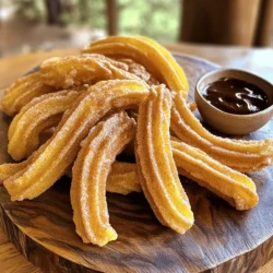 To make delicious cinnamon sugar churros, you need a few key ingredients. Gather these items: - 1 cup water - 2 tablespoons vegetable oil - 1 tablespoon granulated sugar - ½ teaspoon salt - 1 cup all-purpose flour - 2 large eggs - 1 teaspoon pure vanilla extract - 1 cup granulated sugar (for coating) - 2 tablespoons ground cinnamon (for coating) - Vegetable oil for frying These ingredients work together to create a sweet and crispy treat. You can change up your churros with some optional ingredients. Here are a few ideas: - Chocolate chips for a gooey center - Lemon zest for a fresh twist - Nutmeg for added warmth - Different flavored extracts like almond or orange These additions can make your churros even more exciting. To prepare your churros, you will need some tools: - Medium saucepan - Wooden spoon - Large piping bag - Star-shaped piping tip - Deep skillet or heavy pot - Slotted spoon - Paper towels for draining Having the right tools helps make the process smooth and fun. To start, gather your ingredients and tools. In a medium saucepan, mix together 1 cup of water, 2 tablespoons of vegetable oil, 1 tablespoon of sugar, and ½ teaspoon of salt. Place this over medium heat. Bring the mixture to a gentle boil. This step is crucial. It helps form the dough properly. Once your mixture boils, take it off the heat. Gradually add in 1 cup of all-purpose flour. Stir with a wooden spoon until the dough pulls away from the pan's sides. This means you have a good base. Let the dough cool for about 5 minutes, so it won’t cook the eggs next. Next, add 2 large eggs, one at a time. Mix well after each egg. This makes a thick and smooth batter. Finally, stir in 1 teaspoon of pure vanilla extract, mixing until everything is blended. Now it’s time to fry! Put the churro dough into a large piping bag with a star-shaped tip. This gives the churros their fun shape. In a deep skillet, pour enough vegetable oil to cover the churros. Heat it to 350°F (180°C). To check if it's hot, drop a small piece of dough in. If it sizzles, you are ready! Carefully pipe 5-6 inch lengths of dough into the hot oil. Use scissors to cut the ends. Fry them in batches, turning them until they are golden brown, about 2-3 minutes on each side. Once they are cooked, use a slotted spoon to transfer them to a plate with paper towels. This helps remove any extra oil. While still warm, roll each churro in a mix of 1 cup of sugar and 2 tablespoons of ground cinnamon. Coat them well for that sweet, tasty finish. Enjoy your warm churros! For a complete guide, check the Full Recipe. To make churros that are crispy outside and soft inside, focus on your dough. The dough should be thick but not dry. If it's too wet, your churros will be greasy. To check, your dough should hold its shape when piped. If you want a lighter churro, you can add more air by mixing the dough well. Many people make the mistake of frying churros at too low a temperature. If the oil is not hot enough, churros will absorb too much oil and become soggy. Use a thermometer to ensure your oil is around 350°F (180°C). Another common mistake is not cooling the dough enough before adding eggs. If the dough is too hot, it will cook the eggs, leading to a lumpy texture. Churros are delicious on their own, but you can boost their flavor with dips. A rich chocolate sauce is a classic pairing. You can also try creamy caramel or a spiced apple dip. For an extra twist, sprinkle some sea salt on top of the cinnamon sugar. This contrast will make your churros even more exciting. For the full recipe, check the earlier section. {{image_4}} Chocolate-stuffed churros are a fun twist. To make them, fill the churro dough with chocolate before frying. Use a piping bag to inject melted chocolate into the center. When you bite in, you’ll find a gooey surprise! This blend of flavors makes each churro even more delicious. If you prefer a lighter version, try baked churros. Instead of frying, bake them in the oven. Shape the dough into strips and place them on a baking sheet. Bake at 375°F (190°C) for about 15 minutes, or until golden. Roll them in cinnamon sugar right after baking. These churros are crispy outside but soft inside. For gluten-free churros, swap the all-purpose flour with a gluten-free blend. This allows everyone to enjoy them. Follow the same steps in the recipe. You’ll still get that great churro texture and taste. Just make sure your baking ingredients are certified gluten-free. Enjoy these tasty treats without worry! For the complete guide on making these delightful treats, check out the Full Recipe. To keep your leftover churros fresh, let them cool first. Place them in an airtight container. You can store them at room temperature for up to two days. If you want to keep them longer, the fridge is a better option. They will last for about a week in the fridge. When you’re ready to enjoy your churros again, you can reheat them. The best way is to use an oven. Preheat it to 350°F (175°C). Place the churros on a baking sheet and heat them for about 5 to 7 minutes. This will revive their crispy texture. Avoid using the microwave, as it can make them soft. Freezing churros is simple and a great way to save them for later. Start by letting them cool completely. Then, place them in a single layer on a baking sheet. Freeze them for about an hour until they are firm. After that, transfer them to a freezer-safe bag. They can stay in the freezer for up to three months. When you're ready to eat, just reheat them in the oven as mentioned before. Enjoy your churros anytime! You can make churros without eggs by using a simple swap. Instead of eggs, you can use a mix of 1 tablespoon of ground flaxseed and 3 tablespoons of water. Let this mixture sit for about five minutes. This will help bind the dough just like eggs. Follow the same steps in the recipe, but use this mixture instead of eggs. Your churros will still be delicious and crispy! Churros are often served with chocolate sauce. This rich dip adds a nice touch. Many also enjoy churros with caramel or dulce de leche. You can even sprinkle extra cinnamon sugar on top for a sweeter bite. Some places serve churros in a cup, making them easy to eat on the go. Pair your churros with coffee or hot cocoa for a cozy treat! To find the best churros, check local bakeries or food trucks. Many cities have markets with stands selling fresh churros. You can also look for fairs or festivals where churro vendors may be present. Online reviews and social media can help you find popular spots nearby. Don’t forget to ask friends for their favorite places too! You learned about making delicious cinnamon sugar churros, from key ingredients to cooking tips. I shared steps for perfect dough and frying techniques. Plus, I covered variations like chocolate-stuffed and gluten-free options. Don’t forget storage tips to keep churros fresh. Try these recipes and enjoy every bite. You can impress your friends and family with these treats. Happy cooking!
