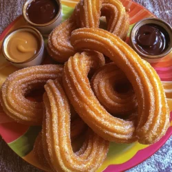 To make perfect churros, you need simple ingredients. Gather these key items: - 1 cup water - 2 tablespoons granulated sugar - 1/2 teaspoon salt - 1/2 cup unsalted butter (1 stick) These ingredients create a rich dough. The water and butter blend well to form a tasty base. Next, we need a few more ingredients for flavor and coating. These are: - 1 cup all-purpose flour - 3 large eggs - 1 teaspoon vanilla extract - 1 cup granulated sugar (for coating) - 2 teaspoons ground cinnamon - Oil for frying (enough for deep frying) The flour gives churros their structure. Eggs add richness, while vanilla enhances the flavor. The sugar and cinnamon create that sweet, crispy coating. Churros are even better with dipping sauces. Here are some tasty options: - Chocolate sauce - Caramel sauce - Dulce de leche These sauces boost the flavor and make every bite more enjoyable. Choose your favorite or try them all! For the complete recipe, check the [Full Recipe]. Start by boiling your mixture. In a medium saucepan, combine 1 cup of water, 2 tablespoons of granulated sugar, 1/2 teaspoon of salt, and 1/2 cup of unsalted butter. Place it over medium heat. Stir often until it boils and the butter melts completely. Once boiling, remove the saucepan from heat. Add 1 cup of all-purpose flour all at once. Use a wooden spoon to stir vigorously. Mix until the dough forms a ball and pulls away from the sides of the pan. Let the dough cool for about 5 minutes. Now, add 3 large eggs one at a time. Mix well after each egg until fully blended. Finally, stir in 1 teaspoon of vanilla extract. Your dough should be smooth and ready for frying. Next, heat oil for frying. Use a deep fryer or a large pot and bring the oil to 350°F (175°C). While the oil heats, prepare the cinnamon sugar. In a shallow dish, mix 1 cup of granulated sugar with 2 teaspoons of ground cinnamon. Now, pipe the churro dough. Transfer it to a piping bag fitted with a star-shaped nozzle. Once the oil reaches the right temperature, carefully squeeze out strips of dough about 6 inches long into the hot oil. Use scissors to cut the strips free. Fry the churros in small batches. Cook them for about 2-3 minutes on each side, until they turn golden brown. Use a slotted spoon to transfer the churros to a plate lined with paper towels. This helps remove excess oil. While the churros are still warm, roll each one in the cinnamon sugar mixture. Make sure they are fully coated for that sweet, crunchy bite. Continue this with the remaining dough. For presentation, arrange the churros on a colorful serving plate. Serve them with small bowls of rich chocolate or sweet caramel sauce. To make it special, sprinkle a little extra cinnamon sugar on top. Enjoy your delicious, homemade churros! You can find the full recipe [here](Full Recipe). To make the best churros, focus on the dough. The right consistency is key. It should be thick but smooth. If it feels too runny, your churros will not hold their shape. After mixing the dough, let it cool for about five minutes. This step helps it firm up. Frying temperature is also important. Use a thermometer to check the oil. Aim for 350°F (175°C). If it is too hot, the outside cooks too fast. If too cool, the churros will soak in oil and become greasy. One common mistake is overcrowding the frying pan. Fry churros in small batches. This keeps the oil temperature steady. If you add too many, they can stick together. Another mistake is not cooling the dough. If you pipe the dough while it’s hot, it may not hold its shape. Always let it sit for a few minutes before using a piping bag. You can make your churros unique by adding flavors. Try mixing in chocolate chips for a sweet surprise. Citrus zest can add a nice brightness. Just a little lemon or orange zest can elevate the taste. For a twist, think about using different spices. Instead of just cinnamon, try nutmeg or cardamom. These small changes can make your churros stand out. {{image_4}} For a fun twist, you can fill churros with chocolate. Use a simple chocolate ganache. To make this, heat 1 cup of heavy cream until it's hot but not boiling. Pour it over 8 ounces of chopped chocolate. Stir until smooth. Once the churros cool, pipe this mix inside using a filling tip. Dark chocolate works best, but feel free to explore milk or white chocolate too. Churros don't need to be sweet! You can add spices to the dough. Try garlic powder or paprika. For even more flavor, mix in some cheese, like cheddar. Serve them with a spicy dip like salsa or guacamole. They make a great snack for parties or movie nights. If you want smaller treats, make churro bites. Cut the dough into bite-sized pieces before frying. This way, they cook faster, about 1-2 minutes per side. They are perfect for sharing or snacking. You can also serve them with a variety of dips, like chocolate sauce or caramel. For more ideas, check out the Full Recipe. To keep your churros fresh, place them in an airtight container. Layer parchment paper between the churros to prevent sticking. Store them in the fridge for up to three days. This method keeps them safe from moisture and helps maintain their crispiness. When it’s time to enjoy your leftover churros, the oven is best. Preheat your oven to 350°F (175°C). Place the churros on a baking sheet and heat for about 5-7 minutes. This keeps them crispy. The microwave can make them soggy, so avoid it if you can. To freeze churros, first let them cool completely. Place them in a single layer on a baking sheet and freeze for about an hour. Once frozen, transfer them to a freezer bag. They can last up to two months. For thawing, simply let them sit at room temperature for about 30 minutes before reheating. This way, they stay tasty and enjoyable. You can find the full recipe for making these churros above. You can dip churros in many tasty sauces. Some popular choices are chocolate sauce and caramel sauce. I love dulce de leche for a rich, sweet flavor. You can even try fruit sauces, like berry or mango, for a fun twist. If you want to be creative, mix cream cheese with sugar and vanilla for a creamy dip. The options are endless, so feel free to explore! You can make churros ahead of time! Store them in an airtight container at room temperature. They taste best fresh, but you can keep them for a day or two. If you have leftover churros, reheat them in the oven for about 5 minutes at 350°F (175°C). This keeps them warm and crispy. For longer storage, you can freeze them. Just make sure to wrap them well to prevent freezer burn. To check if the oil is hot enough, use a kitchen thermometer. You want it to reach 350°F (175°C). If you don't have a thermometer, drop a small piece of dough into the oil. If it sizzles and rises, the oil is ready! Another trick is to dip a wooden spoon into the oil. If bubbles form around the spoon, it's time to fry. Always be careful when working with hot oil to avoid burns. You now know how to make amazing cinnamon sugar churros. We covered the essential ingredients, like water and butter, plus tips for achieving the perfect dough. You learned about frying techniques and fun variations, such as chocolate-filled churros. Remember to store leftovers properly to keep them tasty. With these steps, you can impress friends and family. Enjoy your delicious churros, and don’t forget to share them! Happy cooking!