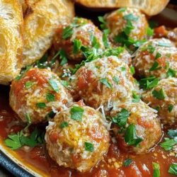 - 1 pound ground turkey - 1/2 cup breadcrumbs - 1/4 cup grated Parmesan cheese These three main ingredients form the base of your turkey meatballs. Ground turkey keeps the meatballs lean and tasty. Breadcrumbs help bind everything together, giving them the right texture. Parmesan cheese adds a lovely salty flavor, enhancing the overall taste. - 1/4 cup fresh parsley, finely chopped - 2 cloves garlic, minced - 1 teaspoon Italian seasoning You can add fresh parsley for a pop of color and freshness. Garlic gives a rich, aromatic flavor. Italian seasoning brings in a mix of herbs that complement the meatballs perfectly. - Olive oil for cooking - 2 cups marinara sauce (your choice of store-bought or homemade) Use olive oil for cooking the meatballs. It helps them brown nicely and adds flavor. For the sauce, you can choose store-bought for quick prep or make your own for a fresh taste. Both options work well, so pick what fits your time and mood. For the full recipe, you can refer to the section titled Full Recipe. To make tasty turkey meatballs, first gather your ingredients. In a big bowl, combine: - 1 pound ground turkey - 1/2 cup breadcrumbs - 1/4 cup grated Parmesan cheese - 1/4 cup fresh parsley, finely chopped - 1 large egg - 2 cloves garlic, minced - 1 teaspoon onion powder - 1 teaspoon Italian seasoning - Salt and black pepper to taste Use your hands to mix everything gently. Be careful not to over-mix, or your meatballs will be tough. Once the mix looks good, form it into small balls, about 1 inch wide. You should get around 18-20 meatballs. Place them on a tray as you go. Now let’s cook the meatballs. Heat a large skillet over medium heat and add some olive oil. You want enough oil to coat the bottom of the pan. When the oil is hot, add your meatballs in batches. Don't crowd them, or they won’t brown well. Cook for about 5-7 minutes, turning them around to get an even golden-brown crust. Once your meatballs look great, it’s time for the marinara. Pour your favorite marinara sauce over the meatballs in the skillet. Lower the heat and let it simmer for 10-15 minutes. This allows the flavors to blend. The meatballs should be cooked through, reaching an internal temperature of 165°F. For the full recipe, check out the details above. Enjoy your delicious turkey meatballs! - Avoiding over-mixing: When you mix the meatball ingredients, do it gently. Over-mixing can make your meatballs tough. Just combine until everything is mixed, and stop there. - Ideal meatball size: Aim for meatballs about 1 inch in diameter. This size cooks evenly and is easy to handle. If they are too big, they may not cook through. - Alternative seasoning options: You can change the flavor by adding spices. Try smoked paprika for a warm taste or red pepper flakes for heat. Fresh herbs like basil or oregano can also add a fresh twist. - Suggestions for marinara enhancements: To boost your marinara, add sautéed onions or bell peppers. A splash of red wine can deepen the flavor. Don’t forget a pinch of sugar to balance the acidity. - Pairing with pasta or bread: Serve your meatballs over spaghetti for a classic dish. You can also place them in a warm sub roll for a tasty sandwich. A side of garlic bread complements the meal nicely. - Plating presentation ideas: Use a deep dish to hold the meatballs. Pour marinara sauce generously over the top. Add extra grated Parmesan and chopped parsley for color. This makes the dish look inviting and delicious. {{image_4}} You can switch up your meatballs by using chicken instead of turkey. Chicken meatballs have a lighter taste and are just as easy to make. Use the same recipe but swap the ground turkey for ground chicken. This change will still give you a tasty result. For those who want a vegetarian option, try using lentils or chickpeas. You can mash them and mix with breadcrumbs and spices. This makes for a hearty meatball that is full of flavor. You can also add grated vegetables like zucchini or carrots for a nutrition boost. If you want to try a different sauce, consider a creamy white sauce. A simple alfredo sauce pairs well with meatballs. You can make it by melting butter and mixing in heavy cream and Parmesan. For those who like a kick, spicy marinara is a great choice. Add red pepper flakes to your marinara sauce for some heat. You can also blend in roasted red peppers for added flavor and zest. You can either bake or fry your meatballs. Baking them is easier and a bit healthier. Just place them on a baking sheet and bake at 400°F for 20 minutes. They will brown nicely without much fuss. Frying gives meatballs a crispy crust. Heat olive oil in a skillet and cook until golden brown. Another great method is using a slow cooker. Place the meatballs in the cooker with marinara sauce. Cook on low for 6 to 8 hours. This method makes the meatballs super tender and allows the flavors to blend well. For the full recipe, check out the steps above. To keep your turkey meatballs fresh, refrigerate them right away. Place them in an airtight container. This helps to prevent drying and keeps them tasty. If you have extra marinara sauce, store it in a separate container. You can freeze meatballs too. Just cool them first, then place them in a freezer bag. Remove as much air as possible before sealing. This helps prevent freezer burn. For reheating in the oven, preheat it to 350°F. Place meatballs on a baking sheet. Cover with foil to keep them moist. Heat for about 15-20 minutes, or until hot. If you're using the microwave, put a few meatballs on a plate. Add a splash of marinara sauce to keep them juicy. Heat for 1-2 minutes, checking often to avoid overcooking. In the fridge, your turkey meatballs will last for about 3-4 days. If you freeze them, they can stay good for up to 3 months. Always label your containers with the date. This helps you keep track of what you have. Enjoy your turkey meatballs again with ease, whether you reheat them or add them to a new dish. For the full recipe, check back at the top! You can use several alternatives to breadcrumbs. Try crushed oats, ground nuts, or cooked quinoa. Each option helps bind the meatballs while adding unique flavors. Experiment to find what you like best! To keep turkey meatballs moist, add ingredients that hold moisture. Incorporate grated vegetables, like zucchini, or add a bit of broth. Also, avoid overcooking. A quick simmer in marinara sauce helps maintain juiciness. Yes, you can use pre-made marinara sauce. Look for options without added sugars or preservatives. A high-quality sauce enhances the flavor of your meatballs. Always read labels for the best choices. Cooking time depends on the size of your meatballs. Standard 1-inch meatballs need about 15-20 minutes. If you make larger ones, check for doneness at 165°F. Adjust cooking time as needed. In this blog post, we explored how to make delicious turkey meatballs. We discussed key ingredients like ground turkey, breadcrumbs, and seasoning options. You learned step-by-step instructions for preparing and cooking the meatballs. We also shared valuable tips for achieving the perfect texture and flavor. Variations help you customize your dish, while storage tips keep leftovers fresh. Cooking turkey meatballs is simple and fun. Enjoy your time in the kitchen and create a meal your family will love.