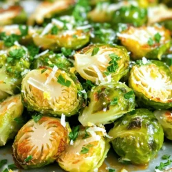 - 1 pound Brussels sprouts, cleaned, trimmed, and halved - 3 tablespoons extra virgin olive oil - 4 cloves garlic, finely minced - Zest of 1 large lemon - Juice of 1 large lemon - 1 teaspoon honey (or substitute with maple syrup for a vegan-friendly version) - Salt and pepper, to taste - 2 tablespoons freshly grated Parmesan cheese (optional, for garnish) - 2 tablespoons fresh parsley, finely chopped (for garnish) Brussels sprouts form the heart of this dish. Their nutty flavor shines when roasted. Fresh garlic adds depth. It enhances the overall taste and makes the kitchen smell amazing. Lemon juice and zest give a bright flavor. The zest adds a punch that makes the sprouts pop. Olive oil keeps them moist and helps them crisp up. Honey or maple syrup brings a subtle sweetness that balances the dish. Don’t skip the optional garnishes. Parmesan cheese adds creaminess, while fresh parsley brings a burst of color. These small touches make a big difference in presentation and taste. For the full recipe, check out the instructions. These ingredients combine to create a dish that is not only simple but also full of flavor. 1. Preheat the oven and prepare the Brussels sprouts Start by preheating your oven to 425°F (220°C). While it heats, wash and trim 1 pound of Brussels sprouts. Cut them in half for even cooking. 2. Mix the ingredients in a bowl In a large mixing bowl, add the halved Brussels sprouts. Pour in 3 tablespoons of extra virgin olive oil, 4 finely minced garlic cloves, the zest and juice of 1 large lemon, and 1 teaspoon of honey. I like to use a spatula or my hands to toss until all the sprouts are coated. 3. Season with salt and pepper Generously season your mixture with salt and pepper. This step boosts the dish's flavor, making it taste great. 4. Arrange on a baking sheet Line a baking sheet with parchment paper or lightly grease it. Spread the Brussels sprouts in a single layer. Make sure there is space between them to help them roast evenly. - Ideal oven temperature Set your oven to 425°F (220°C). This high heat helps create crispy edges while keeping the insides tender. - Roasting times and doneness Roast the Brussels sprouts for 25-30 minutes. Halfway through, stir them to cook evenly. Look for a golden brown color and crispy edges to know they are done. - Adding cheese and garnishing Once roasted, take them out and sprinkle 2 tablespoons of freshly grated Parmesan cheese over the warm sprouts. The heat will melt the cheese a bit, adding rich flavor. - Serving suggestions Garnish with 2 tablespoons of finely chopped fresh parsley for a fresh look. Serve these delicious sprouts warm for the best taste! For the complete process, check the Full Recipe. To get tasty Brussels sprouts, cut them evenly. Each sprout should be halved the same way. This helps them cook at the same rate, giving you lovely, golden edges. Avoid overcrowding the baking sheet. If the sprouts are too close, they will steam instead of roast. This can make them soggy. Give them enough space for hot air to circulate. You can change up the flavors easily. Try adding balsamic vinegar for a tangy twist. A pinch of red pepper flakes adds heat. You can also mix in smoked paprika for a deeper taste. For a fun twist, add spices like cumin or coriander. These spices bring a warm, earthy flavor. Experiment with your favorite seasonings to find what you love most. Always preheat your oven. This step is key for crispy sprouts. If you skip it, your Brussels sprouts may not roast well. Watch the cooking time closely. Overcooking makes them mushy. You want them tender but still crisp. Aim for that perfect golden brown color. For more tips, check the [Full Recipe]. This will guide you to make the best Lemon Garlic Roasted Brussels Sprouts! {{image_4}} You can easily adjust this recipe to fit your needs. For a vegan version, swap honey for maple syrup. This simple change keeps the sweetness while making it plant-based. If you need gluten-free options, you're in luck! All the main ingredients in this dish are naturally gluten-free. Just be sure to check any sauces or extras you use. Feel free to get creative! You can use other veggies if you want different flavors. Think about using cauliflower or carrots. They roast well and add nice colors to your plate. When it comes to herbs and spices, consider using thyme or rosemary instead of garlic. These swaps can give your dish a new twist. Want to mix it up? Try other citrus fruits! Lime or orange juice can add a fun zing. You might love how their flavors pair with the Brussels sprouts. If you want some crunch, add nuts or seeds. Toasted almonds or sunflower seeds can bring a delightful texture. Don't forget to check out the Full Recipe for more ideas! To store leftover lemon garlic roasted Brussels sprouts, let them cool first. Place them in an airtight container. This helps keep them fresh. Use a container that fits snugly, so air doesn’t get in. Glass containers work well, but sturdy plastic also does the job. When reheating, the oven is best for keeping crispiness. Set it to 350°F (175°C). Spread the sprouts on a baking sheet and heat for about 10-15 minutes. Stir them halfway through to heat evenly. If you use a microwave, place them on a microwave-safe plate. Heat in short bursts, about 30 seconds at a time. But keep in mind, they may get soft. In the fridge, your Brussels sprouts can last about 3-5 days. Be sure to check for freshness each time you open the container. If you want to store them longer, freezing is a good option. Place them in a freezer-safe bag. They can last up to 3 months frozen. Just remember to label the bag with the date. Can I use frozen Brussels sprouts? Yes, you can use frozen Brussels sprouts. However, fresh ones taste better. If you use frozen, thaw them first and drain excess water. This helps them roast better. How do I know when Brussels sprouts are done roasting? Brussels sprouts are done when they are golden brown and crispy on the edges. You can pierce them with a fork; they should be tender inside. Roasting for about 25-30 minutes at 425°F works well. What can I serve with Lemon Garlic Roasted Brussels Sprouts? These sprouts pair well with many dishes. Try them with chicken, fish, or steak. They also fit nicely on a holiday table with mashed potatoes or stuffing. Caloric values and dietary benefits One serving of Lemon Garlic Roasted Brussels sprouts has about 150 calories. They are low in calories but high in fiber. This makes them great for digestion and weight control. Health advantages of Brussels sprouts Brussels sprouts are packed with vitamins. They contain vitamin C, vitamin K, and folate. Plus, they have antioxidants that help fight disease. Eating these can boost your immune system. Can I prep this dish in advance? Yes, you can prep Brussels sprouts in advance. Clean and cut them a day before. Keep them in the fridge in an airtight container. This saves time on cooking day. What’s the best way to reheat once prepared? To reheat, use the oven for the best results. Preheat it to 350°F and place the sprouts on a baking sheet. Heat for about 10-15 minutes until warm and crispy again. You can also use a microwave, but they may lose some crispiness. For the full recipe, check out the details above! Lemon Garlic Roasted Brussels Sprouts are tasty and easy to make. You need just a few key ingredients and simple steps to create this dish. Remember to cut your sprouts evenly and don’t overcrowd the baking sheet. Store leftovers well, and try different flavors to keep meals exciting. Whether you follow the basic recipe or mix in variations, these Brussels sprouts will shine on your plate. Enjoy your cooking and the delicious results!