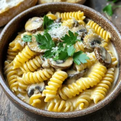 - 12 oz (340g) pasta (fusilli or penne) - 8 oz (230g) mushrooms (cremini or button) - 1 cup heavy cream (or coconut cream for dairy-free) - ½ cup grated Parmesan cheese (optional) For this dish, I love using fusilli or penne pasta. Both hold the creamy sauce well. Cremini mushrooms bring a rich flavor, but button mushrooms work just as well. Heavy cream makes the sauce luscious. You can use coconut cream if you want a dairy-free option. Parmesan cheese adds depth and saltiness, but you can skip it for a lighter dish. - 1 teaspoon dried thyme - 1 teaspoon dried oregano - Salt and pepper to taste Dried thyme and oregano add warmth to the pasta. They enhance the mushroom flavor. Always season with salt and pepper for a balanced taste. Adjust these to fit your preference. - Fresh parsley - Crusty bread for serving Fresh parsley adds a pop of color and freshness. It’s a nice touch on top of the pasta. I also recommend serving this dish with crusty bread. It’s perfect for soaking up the creamy sauce. For the full recipe and detailed cooking steps, check out [Full Recipe]. Sautéing the onion and garlic To start, take a large pot and warm 2 tablespoons of olive oil over medium heat. Once the oil is hot, add 1 medium onion, finely chopped. Sauté for about 3-4 minutes until the onion turns soft and translucent. Next, mix in 4 cloves of minced garlic. Cook this for another minute, letting the garlic flavor build. Cooking the mushrooms Now, it's time to add 8 oz of sliced mushrooms, either cremini or button. Stir them into the pot. Sauté for 5-7 minutes until the mushrooms turn a lovely golden brown. Stir occasionally to make sure they cook evenly. Adding pasta and liquids Once the mushrooms are ready, add 12 oz of your chosen pasta, like fusilli or penne, into the pot. Pour in 4 cups of vegetable broth and 1 cup of heavy cream. Sprinkle in 1 teaspoon each of dried thyme and oregano. Stir everything well, ensuring the pasta is coated in the broth mixture. Seasoning the mixture Now, season the mixture with salt and pepper to taste. This step is crucial as it enhances the overall flavor of the dish. Keep stirring to blend the seasonings into the creamy sauce. Bringing to a boil Increase the heat to bring the mixture to a rolling boil. Keep an eye on it to avoid any overflow. Once boiling, reduce the heat to medium-low. Simmering and thickening Cover the pot and let it simmer for about 12-15 minutes. Stir occasionally to prevent the pasta from sticking. The pasta should reach an al dente texture, and the sauce will thicken beautifully. If you want, mix in ½ cup of grated Parmesan cheese now for added richness. Remove the pot from heat and let it rest for 2-3 minutes. This helps the sauce thicken further. For the full recipe, check out the One-Pot Creamy Mushroom Pasta details. Enjoy this simple yet flavorful dish! To achieve al dente pasta, follow these steps: - Use plenty of water for boiling. A large pot helps. - Add salt to the water before boiling. This adds flavor. - Cook the pasta for 1-2 minutes less than the package states. - Taste the pasta to check doneness. It should be firm but not hard. For a perfect creamy sauce: - Start with a good base of sautéed onions and garlic. - Add the mushrooms and let them brown for deep flavor. - Pour in the heavy cream after the pasta absorbs some broth. - Stir constantly to blend the sauce. It should coat the pasta nicely. For this recipe, you'll need: - A large pot to cook everything in one go. - A wooden spoon for stirring the pasta and sauce. - A sharp knife and cutting board for chopping ingredients. These tools help you cook efficiently and keep your kitchen tidy. Serve this dish in warmed bowls for a cozy touch. - Top with extra Parmesan cheese for richness. - Add chopped parsley for a fresh, colorful look. - Pair with crusty bread for a delightful contrast. These simple enhancements make your dish more appealing and enjoyable. {{image_4}} You can easily make this dish fit your needs. - Use coconut cream instead of heavy cream for a dairy-free option. - Choose gluten-free pasta for a gluten-free meal. Add your favorite protein for a heartier dish. - Cook chicken or shrimp with the mushrooms for added flavor. - Toss in vegetables like spinach or peas to boost nutrition. Make this dish your own with fun regional flavors. - Try adding sun-dried tomatoes or olives for an Italian twist. - Use seasonal ingredients, like fresh asparagus in spring. For the full recipe, check the detailed instructions above. To keep your One-Pot Creamy Mushroom Pasta fresh, store it in an airtight container. Place it in the fridge. The pasta stays fresh for about 3 to 4 days. Make sure it cools down before sealing the container. This helps avoid sogginess. You can freeze this creamy pasta for later. Portion it into freezer-safe bags or containers. Remove as much air as possible. It can stay frozen for up to 2 months. When you're ready to eat, move it to the fridge overnight. Reheat it in a pot over low heat, stirring often. Add a splash of broth or cream to keep it creamy. For meal prep, divide the pasta into single servings. This makes it easy to grab and go. When reheating, use a pan over medium heat. Add a little water or broth to restore the creamy texture. Stir it well until heated through. This method keeps your meal tasty and delicious. To make this dish, start with a large pot. You will warm olive oil over medium heat. Add finely chopped onion and cook until soft. Then, mix in minced garlic and sliced mushrooms. Cook until mushrooms are golden brown. Next, add pasta, vegetable broth, and heavy cream to the pot. Sprinkle in dried thyme and oregano, and stir well. Increase the heat until boiling, then lower it to a simmer. Cover and cook for about 12-15 minutes until the pasta is tender. If you like, stir in grated Parmesan cheese for extra flavor. Finally, season with salt and pepper to taste. For full details, check the Full Recipe. Yes! You can easily swap some ingredients based on your needs. For pasta, you can use gluten-free options. Instead of heavy cream, coconut cream works well for a dairy-free version. For cheese, skip it or choose a plant-based alternative. You can also change the mushrooms; try shiitake or portobello for different flavors. Fresh herbs can replace dried ones if you have them. This pasta pairs well with simple side dishes. A fresh green salad adds a nice crunch. You can also serve garlic bread for a tasty contrast. For something warm, roasted vegetables work great. If you want extra protein, grilled chicken or shrimp complements the dish well. This blog post shows how to make One-Pot Creamy Mushroom Pasta. We covered key ingredients like pasta, mushrooms, and dairy. You learned step-by-step instructions to create a delicious dish, plus tips and tricks for cooking and serving. We also discussed various diet-friendly options and how to store leftovers properly. Remember, this dish is versatile and easy to adjust based on what you have. Enjoy your cooking adventure and impress your family with this creamy delight!