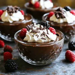 To create a rich and creamy chocolate avocado mousse, you need just a few simple ingredients. Here’s what you’ll need: - 2 ripe avocados - 1/2 cup unsweetened cocoa powder - 1/2 cup maple syrup (or honey for a different sweetness) - 1/4 cup almond milk (or any milk of choice such as oat or soy) - 1 teaspoon vanilla extract - A pinch of sea salt These ingredients work together to give the mousse its creamy texture and rich taste. The avocados provide a smooth base, while the cocoa powder adds that deep chocolate flavor. Maple syrup offers natural sweetness, and the almond milk helps blend everything into a creamy treat. You can make this mousse even more delightful with some fun toppings. Here are a few ideas: - Whipped coconut cream - Shaved chocolate - Fresh berries You can mix and match these toppings based on what you like. For a twist, try adding a sprinkle of crushed nuts or a dash of cinnamon. These options can enhance the flavor and add a nice crunch. Choosing the best avocados is key to a great mousse. Here’s how to find the perfect ones: - Look for avocados that feel slightly soft when you press gently. - Avoid avocados with dark spots or blemishes. - If they are too hard, let them sit on your kitchen counter for a few days. Ripe avocados will blend smoothly and give your mousse that creamy texture. Trust me, using the right avocados makes a big difference in the taste! For the full recipe, check out the Decadent Chocolate Avocado Mousse section above. To make this mousse, start by gathering your ingredients. You will need: - 2 ripe avocados - 1/2 cup unsweetened cocoa powder - 1/2 cup maple syrup (or honey) - 1/4 cup almond milk (or any milk you like) - 1 teaspoon vanilla extract - A pinch of sea salt - Optional toppings: whipped coconut cream, shaved chocolate, fresh berries Next, slice the avocados in half. Use a spoon or knife to remove the pit. Scoop out the green flesh and place it in a blender or food processor. Make sure you get all of it! Now, it’s time to blend. Add the cocoa powder, maple syrup, almond milk, vanilla extract, and sea salt to the blender. Blend until the mixture is smooth and creamy. If it feels thick, add a little more almond milk. Stop blending to scrape down the sides as needed. This ensures everything mixes well. Taste the mousse. If you want it sweeter, add more maple syrup or honey. Blend again until mixed. The goal is a rich, velvety texture that feels luxurious in your mouth. Spoon the mousse into individual serving cups. Leave some space at the top if you want to add toppings later. Cover the cups with plastic wrap or lids. Place them in the fridge for at least 30 minutes. This helps the mousse set and enhances the flavors. When you are ready to serve, take the mousse from the fridge. Top each serving with a dollop of whipped coconut cream, a sprinkle of shaved chocolate, or fresh berries for color. I love how the toppings add a fun twist to each bite. Enjoy this rich and creamy delight! Check out the Full Recipe for more details. To get the best texture, use ripe avocados. Their softness makes blending easy. I recommend checking for ripeness by gently pressing the skin. If it yields slightly, it's ready. When blending, scrape down the sides often. This ensures that all the avocado mixes in well. For an extra creamy finish, blend a bit longer. You want it velvety, not chunky. Maple syrup adds a nice touch, but you can swap it. Honey works well if you prefer a different sweetness. Agave nectar is another option for a vegan choice. Always taste your mousse before serving. If it's not sweet enough, add more sweetener. Blend again to mix it in. This way, you control the sweetness to your liking. Serving style can elevate your dish. Use clear glass cups to show the rich chocolate color. A mint leaf on top adds a nice green contrast. For a fun twist, layer the mousse with fresh berries. This not only looks good but tastes amazing too. You could also drizzle melted chocolate over the top for extra flair. These small touches make a big difference when serving. For more details, check the Full Recipe. {{image_4}} You can easily switch up the flavor of your mousse. Adding mint gives it a fresh twist. Just add a few drops of mint extract to the mix. For a citrusy burst, try orange zest. Grate the peel of an orange and mix it in. Both options add delicious layers of taste. They make the mousse even more fun! Maple syrup is a great choice, but other sweeteners work too. You can use honey for a richer taste. If you want it sugar-free, try stevia or monk fruit. These sweeteners blend well and keep the mousse tasty. Always taste as you go. This way, you can adjust the sweetness to your liking. This mousse is already vegan-friendly! The avocados and almond milk make it creamy without dairy. If you want an extra creamy texture, use coconut milk instead. It adds a nice flavor and keeps it plant-based. You can enjoy this dessert without any guilt. It's a treat that everyone can love! To store leftover chocolate avocado mousse, first, cover it tightly. Plastic wrap or a lid works well. This keeps air out and prevents browning. If you have multiple servings, consider using small containers. This way, you can grab just what you need. The mousse stays fresh in the fridge for about three days. Make sure to keep it cold. For long-term storage, you can freeze it. Use an airtight container for freezing. When you're ready to eat it, let it thaw in the fridge overnight. To maintain freshness, avoid adding toppings until serving. Toppings can become soggy if stored. If you notice browning on the mousse, just give it a quick stir. The creamy texture will still taste great. For the best flavor, eat it within a few days. Enjoy your rich chocolate avocado mousse! Yes, you can use ripe bananas. They add sweetness and a creamy texture. However, the taste will change. Bananas have a more fruity flavor. If you want the rich chocolate taste, stick with avocados. The mousse stays fresh for about three days in the fridge. Make sure to cover it well. This keeps it from drying out or absorbing smells. After three days, the texture may change. It’s best to enjoy it fresh. Absolutely! This mousse is a great treat for kids. It’s rich, creamy, and full of healthy fats. Plus, kids usually love chocolate. You can reduce sweeteners for less sugar. They won’t even know it has avocado! Avocados offer many health benefits. They are high in healthy fats, vitamins, and fiber. This mousse can be a good source of nutrients. The healthy fats help with brain health. Plus, they can keep you full longer. This makes them a smart choice in desserts. To make a sugar-free version, use a sugar substitute. You can try stevia or erythritol. Start with a small amount, then adjust to taste. Blend it in with the other ingredients. This keeps it sweet without added sugar. You can still enjoy the rich taste! For the full recipe, check out the Decadent Chocolate Avocado Mousse. In this blog post, I covered how to make a tasty chocolate avocado mousse. We explored the key ingredients, from ripe avocados to sweeteners, plus fun toppings. You learned step-by-step instructions to blend and chill your mousse for the best texture. I also shared serving tips and variations, like adding mint or using different sweeteners. You now know how to store leftovers and answered common questions. Enjoy making this treat, and feel good knowing it's both delicious and nutritious.