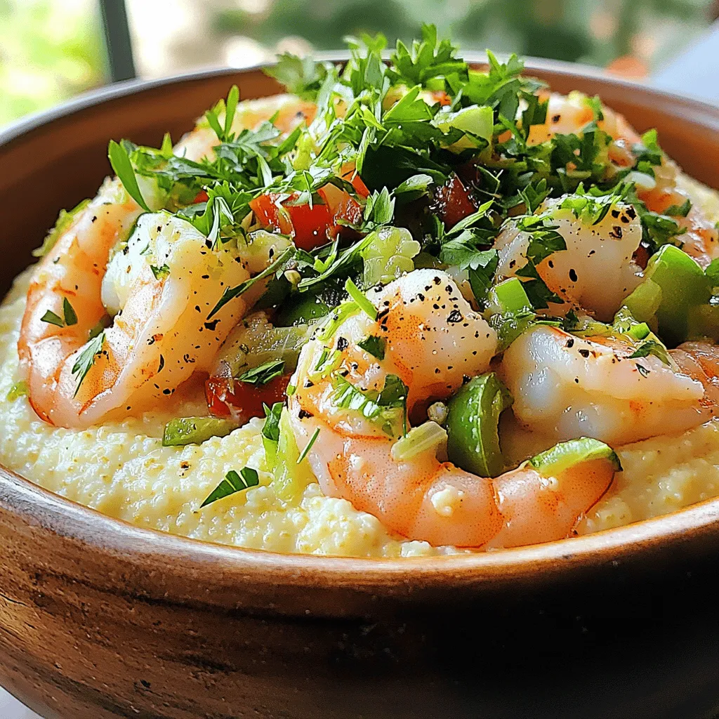 For this dish, I love using stone-ground grits. They have a rich texture and flavor. The cooking time is longer, but the taste is worth it. You will need one cup of these grits for a creamy base. Next, let’s talk about the shrimp. I recommend using one pound of large shrimp that are peeled and deveined. They cook quickly and soak up the flavors well. Olive oil and butter are essential for sautéing the shrimp. The oil adds a nice taste, while the butter gives it a rich, creamy feel. You need one tablespoon of each. Now, for the fresh veggies! Garlic, red bell pepper, and jalapeño bring brightness to the dish. Use two cloves of garlic, one small red bell pepper, and one small jalapeño. If you prefer less heat, remove the seeds from the jalapeño. They add color and flavor that makes this dish pop. Lime zest and lime juice take this dish to the next level. They add a fresh zing that balances the richness of the grits and shrimp. You will need the zest of one lime and two tablespoons of fresh lime juice. Smoked paprika and ground cumin are key for seasoning. The smoked paprika gives a warm flavor, while cumin adds depth. You only need one teaspoon of each for a perfect taste. To finish, I suggest garnishing with green onions and parsley. These add a bright color and fresh taste to the dish. Use two green onions, thinly sliced, and a handful of chopped parsley. This makes your Zesty Shrimp and Grits look as good as they taste. For the complete cooking details, check the Full Recipe. To start, grab a medium saucepan. Pour in 4 cups of water or low-sodium chicken broth. Bring it to a rolling boil over high heat. This step is key for tasty grits. Next, slowly whisk in 1 cup of stone-ground grits. Whisking helps prevent clumps. Reduce the heat to low. Let it simmer for 20 to 25 minutes. Stir it occasionally to keep it smooth. For a creamy texture, add salt and pepper toward the end. This step ensures the grits sing with flavor. While the grits simmer, we can cook the shrimp. In a large skillet, heat 1 tablespoon of olive oil and 1 tablespoon of unsalted butter over medium heat. Wait until the butter melts and bubbles. Then, add 2 cloves of finely minced garlic, 1 small diced red bell pepper, and the minced jalapeño. Sauté these for 3 to 4 minutes. The veggies should be soft but still crisp. Now, season the shrimp. Use 1 teaspoon of smoked paprika, 1 teaspoon of ground cumin, the zest from 1 lime, and 2 tablespoons of fresh lime juice. Add the shrimp to the skillet. Cook for 3 to 5 minutes, until they turn pink and opaque. Taste and adjust with salt and pepper. Once the grits are ready, stir them to a smooth consistency. Spoon the creamy grits into serving bowls. Top generously with the zesty shrimp mixture. For presentation, garnish with sliced green onions and chopped parsley. Serve immediately to enjoy the full flavor and freshness. For the full recipe, click here: [Full Recipe]. To make your Zesty Shrimp and Grits shine, consider adding spices. Fresh thyme or oregano can boost the flavor. For a kick, add more jalapeño or use a hotter pepper. If you want a richer taste, try using vegetable or seafood broth instead of chicken broth. This small change adds depth to each bite. Cooking shrimp perfectly is key. Make sure your skillet is hot before adding shrimp. This helps them sear well, giving a nice texture. Avoid overcrowding the pan, as this steams shrimp rather than browning them. To keep your grits smooth, whisk them well as you cook. If you see lumps, stir them out. Start with boiling water or broth and add grits slowly while stirring. This helps prevent clumps. When cooking both grits and shrimp, time is crucial. Start the grits first since they take longer. While they simmer, prepare the shrimp. This way, both will be hot and ready at the same time. For the complete method, check the [Full Recipe]. {{image_4}} You can switch up the shrimp for other proteins. Scallops or fish work well here. They add a nice twist. Just make sure to cook them carefully. If you want a vegetarian option, mushrooms or tofu are great choices. They soak up flavors and add texture. Use firm tofu for the best bite. You can even try adding sausage for more heartiness. A smoked sausage gives a nice kick. For extra heat, add hot sauce or smoked sausage. Both options bring bold flavors to the dish. Citrus zest changes the taste too. Try using lemon or orange zest for a fresh twist. You can also mix in seasonal vegetables. Spinach or zucchini can brighten your plate. This adds color and nutrients. Experimenting with different veggies can make each meal unique. To keep your shrimp and grits fresh, store them in the fridge. Use airtight containers to prevent air from getting in. This helps keep the flavors strong. Leftovers will stay fresh for about 2-3 days. If you want to save them longer, consider freezing them. Just know that freezing may change the texture. When reheating, your main goal is to keep the texture nice. I suggest using the stove for the best results. Simply add a splash of water or broth to the pan. Heat on low and stir often. You can also use the microwave. Make sure to cover the dish to keep moisture in. If you choose the oven, cover it with foil to avoid drying out. To avoid rubbery shrimp, don’t overheat them. Just heat until warm throughout, and you’ll enjoy your zesty dish again! For Zesty Shrimp and Grits, I recommend using stone-ground grits. They have a rich, creamy texture and a deep corn flavor. Instant grits cook quickly but often lack that authentic taste. Stone-ground grits take longer to cook, but the flavor is worth the wait. They create a hearty base that pairs perfectly with the shrimp. Yes, you can prepare many parts ahead of time. Cook the grits and store them in the fridge. You can also sauté the shrimp and veggies in advance. When ready to serve, simply reheat everything together. This way, you save time and still enjoy a fresh meal. This dish pairs well with a simple green salad or steamed veggies. You can also serve it with crusty bread for a nice crunch. For a Southern twist, consider collard greens or fried green tomatoes. These sides will balance the flavors and make your meal complete. Yes, Zesty Shrimp and Grits is gluten-free. All the ingredients used, like stone-ground grits and shrimp, do not contain gluten. Just ensure that any broth you use is labeled gluten-free. This makes it a great option for those with gluten sensitivities. Zesty Shrimp and Grits is a delightful dish with simple ingredients and bold flavors. We covered the main components, like stone-ground grits, fresh shrimp, and vibrant veggies. I shared tips on cooking techniques and ways to adjust flavors to your taste. Remember, you can switch proteins and add spices for unique twists. Proper storage keeps leftovers fresh, and reheating carefully helps maintain texture. Enjoy this dish hot and fresh for the best experience. Dive into your kitchen and make this meal your own!