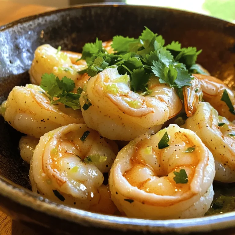 - 1 lb large shrimp, peeled and deveined - 1 cup creamy coconut milk - 2 tablespoons freshly squeezed lime juice - Zest of 1 vibrant lime - 2 tablespoons natural honey - 2 garlic cloves, finely minced - 1 teaspoon freshly grated ginger - Sea salt and freshly cracked black pepper to taste - 2 tablespoons coconut oil - Fresh cilantro, roughly chopped (for a bright garnish) Each ingredient plays a vital role in the flavor of coconut lime shrimp. The shrimp provide a sweet and tender base. The creamy coconut milk adds richness and a tropical twist. Fresh lime juice and zest give the dish a tangy zing. Honey balances the flavors with a gentle sweetness. Garlic and ginger add warmth and depth. Together, these ingredients create a delightful harmony. Fresh ingredients make a big difference in taste. Fresh shrimp are sweet and tender. They cook up perfectly when treated right. Using fresh lime juice adds bright acidity. It makes the dish come alive. If you can, always opt for fresh herbs. Fresh cilantro brightens the dish and adds color. Quality ingredients lead to better meals and happy eaters. For the full recipe, check out the detailed guide. To start, grab a medium mixing bowl. In this bowl, whisk together the creamy coconut milk, lime juice, lime zest, honey, minced garlic, and grated ginger. Add a small pinch of sea salt and black pepper to taste. Mix it well until everything combines into a smooth marinade. This mixture brings together sweet and tangy flavors that will shine on the shrimp. Now it's time to add the shrimp. Make sure they are peeled and deveined. Place the shrimp in the bowl with the marinade. Toss them gently so each shrimp is coated with the mixture. Cover the bowl or put the shrimp in a resealable bag. Let them chill in the fridge for at least 15 minutes. This step is key. It allows the shrimp to soak up all those great flavors from the marinade. After marinating, heat a large skillet over medium-high heat and add coconut oil. Wait until the oil shimmers. Using a slotted spoon, add the marinated shrimp to the skillet in a single layer. Cook the shrimp for 3-4 minutes on each side. You'll know they are done when they turn a lovely pink color and are opaque. Once cooked, take the skillet off the heat and drizzle any leftover marinade over the shrimp for added flavor. Serve the shrimp on a platter, topped with fresh cilantro for a pop of color and taste. This is how you create Coconut Lime Shrimp that delights your taste buds. For the complete details, check out the Full Recipe. To make Coconut Lime Shrimp pop with taste, focus on fresh ingredients. Fresh lime juice and zesty lime peel give a bright kick. Coconut milk adds creaminess that pairs well with shrimp. I like to use natural honey for a hint of sweetness. This combination creates a balance of flavors that delights your taste buds. Cooking shrimp can be tricky. Overcook them, and they turn rubbery. I recommend cooking shrimp in a hot pan. Use medium-high heat and add shrimp in a single layer. Cook them for about 3-4 minutes on each side. They turn pink and opaque when done. This method ensures juicy, tender shrimp every time. Serve your Coconut Lime Shrimp on a colorful platter. Add lime wedges for extra zest and fresh cilantro for a pop of color. This dish pairs well with jasmine rice or a cool cucumber salad. You can also serve it in tacos or over a bed of greens for a fun twist. For more details, check out the Full Recipe. {{image_4}} To add a kick, mix in some heat. You can use red pepper flakes or diced jalapeños. Start with a teaspoon and taste as you go. This heat pairs well with the sweet coconut and tart lime. The spice will wake up your taste buds, making each bite exciting. You can make your meal even better by adding vegetables. Bell peppers, snap peas, or zucchini work well. Cut them into bite-sized pieces and sauté them with the shrimp. This adds color and nutrition. You can also serve the shrimp over a bed of stir-fried vegetables for a fresh twist. Don’t feel limited to shrimp. You can use chicken, scallops, or even tofu. Each protein will soak up the coconut and lime flavors. Adjust the cooking time based on what you choose. For chicken, cook longer until it’s fully cooked. For scallops, only a few minutes per side will do. You can find the full recipe in this article for more details on cooking times and methods. Store any leftover coconut lime shrimp in an airtight container. This keeps them fresh and tasty. You can refrigerate for up to 2 days. The flavors will blend more, adding to the dish's taste. Just make sure to cool the shrimp to room temperature before sealing. This helps prevent moisture buildup. If you want to save shrimp for later, freezing is a great option. Place the shrimp in a freezer-safe bag. Squeeze out as much air as possible to prevent freezer burn. You can freeze them for up to 2 months. When you’re ready to eat, thaw them in the fridge overnight. To reheat, place the shrimp in a skillet on low heat. Add a splash of coconut milk or water to keep them moist. Heat just until warm, about 5 minutes. Avoid cooking them too long, or they might become rubbery. You can also microwave them for quick reheating. Just do it in short bursts to keep them tender. For the full recipe, check out the Coconut Lime Shrimp Delight . Coconut lime shrimp pairs well with rice or salad. I love serving it with jasmine rice. The fluffy rice soaks up the creamy sauce. You can also add a cucumber salad for a fresh crunch. The cool salad balances the warm shrimp. Lime wedges on the side are a must for extra zest! Yes, you can use frozen shrimp! Just thaw them first. Place them in cold water for about 15 minutes. After thawing, pat them dry before marinating. This keeps the shrimp from getting watery. Frozen shrimp can be just as tasty as fresh shrimp. You can marinate the shrimp for 15 to 30 minutes. This time is perfect for flavor absorption. If you marinate too long, the shrimp can become mushy. Keep a close eye on the clock! For best results, stick to the recommended time in the Full Recipe. This blog post covered how to make delicious coconut lime shrimp. We explored essential ingredients, step-by-step cooking tips, and tasty variations. Fresh ingredients make a big difference in flavor. Remember to marinate your shrimp well for the best taste. Use our storage tips to keep leftovers fresh. Feel free to try different proteins or veggies. I hope this inspires you to cook and enjoy a great meal!