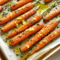 - 1 pound baby carrots (or 4 regular carrots, peeled and cut into sticks) - 3 tablespoons extra virgin olive oil - 4 cloves garlic, finely minced - 1 teaspoon fresh thyme leaves - 1 teaspoon fresh rosemary, finely chopped - Salt and freshly cracked pepper, to taste - Zest of 1 medium lemon - 1 tablespoon balsamic vinegar (optional) - Fresh parsley, chopped, for garnish If you can't find fresh herbs, you can use dried thyme or rosemary. Use half the amount since dried herbs are stronger. If you need an olive oil substitute, avocado oil works well. For balsamic vinegar, you might try apple cider vinegar or lemon juice. These alternatives keep the flavor vibrant while making the dish your own. Feel free to mix and match based on your taste and what you have at home. I love experimenting with ingredients, as it can lead to new and exciting flavors. You can find the full recipe above for detailed instructions on how to use these ingredients! First, preheat your oven to 425°F (220°C). This step ensures even cooking. While the oven heats, line a baking sheet with parchment paper. This will make cleanup easy later. Next, take 1 pound of baby carrots or 4 regular carrots, peeled and cut into sticks. In a large bowl, combine the carrots with 3 tablespoons of extra virgin olive oil. Add 4 cloves of finely minced garlic, 1 teaspoon of fresh thyme, and 1 teaspoon of fresh rosemary. Sprinkle in salt and freshly cracked pepper to taste. If you like a tangy flavor, stir in 1 tablespoon of balsamic vinegar. Toss everything until the carrots are well coated. Now, arrange the carrots in a single layer on your prepared baking sheet. Make sure they have space. This helps them roast evenly. Place the baking sheet in your hot oven. Roast the carrots for 25 to 30 minutes. Check them halfway through and stir to ensure they cook evenly. You want them tender with slightly caramelized edges. When the carrots are done, take them out of the oven. Immediately sprinkle them with the zest of 1 medium lemon and some chopped parsley. This adds a bright flavor. For a nice presentation, serve the carrots hot on a rustic wooden platter. You can garnish with an extra sprig of fresh thyme or rosemary for an aromatic touch. Enjoy these Garlic Herb Roasted Carrots as a side dish or a tasty snack! For the full recipe, refer to the earlier section. To ensure even roasting, spread the carrots in a single layer. Give them space to breathe. This helps them cook and caramelize nicely. Use a baking sheet lined with parchment paper. This makes cleanup easy and keeps the carrots from sticking. Place the baking sheet in the center of the oven. This position allows for the best heat circulation. Turn the carrots halfway through cooking. This step helps them roast evenly on all sides. Combining different herbs can boost the flavor. Try adding some fresh basil or dill for a twist. You can mix and match to find what you love best. If you want a stronger flavor, add more garlic or herbs. Don’t hesitate to make seasoning adjustments. If you like it spicy, sprinkle in some red pepper flakes. You can also add a touch of honey for sweetness. This balances the savory notes and adds depth. For creative serving, use a rustic wooden platter. It adds charm and warmth to the dish. Arrange the carrots in a fan shape, or stack them neatly for a clean look. Garnish with an extra sprig of fresh thyme or rosemary. This adds a pop of color and a nice aroma. You can also sprinkle some lemon zest on top. This gives a bright touch that makes the dish stand out. For the full recipe, check the detailed instructions above! {{image_4}} You can cook Garlic Herb Roasted Carrots in different ways. Air frying is a great option. It cooks the carrots fast and keeps them crispy. Set your air fryer to 400°F (200°C). Toss the carrots with oil and seasonings. Cook them for about 15-20 minutes. Shake the basket halfway through for even cooking. Grilling is another fun method. It adds a smoky flavor that pairs well with the herbs. Preheat your grill on medium heat. Place the carrots in a grill basket or skewers. Brush them with oil and seasonings. Grill for 10-15 minutes, turning often until they are tender and have nice grill marks. Adding spices can change the flavor of your carrots. Try cumin for a warm taste. Or add paprika for a bit of heat. Just sprinkle a teaspoon of your choice in the bowl with the carrots before cooking. If you like sweet flavors, consider honey or maple syrup. Drizzle one tablespoon over the carrots before roasting. This adds a nice glaze and caramelizes the edges. Garlic Herb Roasted Carrots fit many diets. They are naturally vegan and gluten-free. That makes them great for various eaters at your table. If you want to adjust the calories, use less oil. Swap out olive oil for a lighter option. You can also reduce the amount of honey or maple syrup if you add them. This way, you keep the flavor without too many calories. For the full recipe, you can refer back to the beginning of this article. To keep your Garlic Herb Roasted Carrots fresh, store leftovers in the fridge. Place them in an airtight container. This helps to seal in the flavor and moisture. You can also use a glass jar with a lid if you prefer. Make sure to eat them within three days for the best taste. When it's time to enjoy your leftovers, reheating is key. The best way to reheat roasted carrots is in the oven. Preheat your oven to 350°F (175°C). Spread the carrots on a baking sheet in a single layer. Heat them for about 10 minutes. This method keeps the carrots nice and crisp. You can also microwave them for 1-2 minutes, but they may lose some texture. If you have extra roasted carrots, you can freeze them. First, let them cool completely. Then, place them in a freezer-safe bag. Remove as much air as possible before sealing. They can last up to three months in the freezer. When you're ready to eat them, thaw the carrots in the fridge overnight. Reheat in the oven for the best results. Roasting carrots takes about 25 to 30 minutes at 425°F (220°C). Check for doneness by piercing them with a fork. They should feel soft but not mushy. For even cooking, stir them halfway through. This ensures a nice, caramelized edge that adds flavor. You can use frozen carrots, but they may not taste the same. Frozen carrots lose some crunch during freezing. They might also become mushy when roasted. If you choose frozen, reduce the roasting time to avoid overcooking. Garlic Herb Roasted Carrots go well with many dishes. Try them with roasted chicken, grilled steak, or baked fish. They also pair nicely with a fresh salad or creamy mashed potatoes. Their earthy flavor complements rich meals perfectly. To add spice, sprinkle some chili flakes or cayenne pepper. Start with a small amount and taste as you go. You can also use spicy herbs like crushed red pepper. Another option is to add hot sauce to the oil mix before roasting. For an extra kick, try adding minced jalapeño. For the complete Garlic Herb Roasted Carrots recipe, refer to the Full Recipe. You now have a complete guide to making Garlic Herb Roasted Carrots. We covered the key ingredients, from fresh carrots to herbs and olive oil. You learned about cooking techniques, tips for flavor, and storage solutions. You can customize this dish easily with different herbs or spices. Roasting brings out the carrots' natural sweetness, making them a perfect side. Try these roasted carrots with your favorite main dish. Enjoy your cooking and share your delicious results!