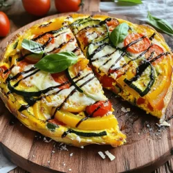 Creating a roasted vegetable frittata is simple and fun. You only need a few key ingredients to make this dish shine. Here’s what you will need: - 6 large eggs - 1/4 cup milk (or your choice of dairy-free alternative) - 1 cup bell peppers, diced (mixing colors adds vibrancy) - 1 cup zucchini, sliced into half-moons - 1 cup cherry tomatoes, halved - 1/2 onion, finely diced - 2 cloves garlic, minced - 1 tablespoon olive oil - Salt and freshly cracked pepper, to taste - 1/2 teaspoon smoked paprika for a smoky depth - 1/4 cup grated Parmesan cheese (or nutritional yeast for a vegan twist) - Fresh basil leaves for elegant garnish These ingredients blend together to create a tasty and satisfying meal. You can switch up the veggies based on what you have on hand. For example, spinach or kale can add great flavor. The cheese is optional, but it gives a nice creaminess. You can also explore using different herbs or spices to make this dish your own. For the full recipe, check out the details above! Set your oven temperature to 400°F (200°C). This step is important for even cooking. In a large bowl, crack 6 large eggs. Add 1/4 cup of milk and whisk until smooth. Sprinkle in salt, pepper, and 1/2 teaspoon of smoked paprika. This mixture brings great flavor. Heat 1 tablespoon of olive oil in a large oven-safe skillet over medium heat. Add 1/2 diced onion and 2 minced garlic cloves. Cook for about 3-4 minutes until the onion is clear and fragrant. Then, add 1 cup each of diced bell peppers and sliced zucchini. Stir and cook for 5-6 minutes until they soften but stay crunchy. Fold in 1 cup of halved cherry tomatoes gently. Then pour the egg mixture over the vegetables in the skillet. Top it off with 1/4 cup of grated Parmesan cheese or nutritional yeast. This adds a nice layer of flavor. Let the frittata cook on the stovetop for about 2-3 minutes until the edges start to set. Carefully transfer the skillet to the oven. Bake for 15-20 minutes until the center is firm and the top is golden. Enjoy making this wholesome and flavorful meal by following the full recipe! To get a fluffy frittata, timing is key. Cook it on the stovetop for 2-3 minutes first. This helps set the edges. Then, transfer it to the oven. Bake for 15-20 minutes until golden and firm. Keep an eye on it. You want a slight jiggle in the center when you take it out. To prevent sticking, use a non-stick skillet. Add olive oil and heat it well before adding your veggies. This step creates a barrier, making it easy to slide out later. If you’re unsure, you can line the skillet with parchment paper. This gives you even more assurance. Herbs and spices can elevate your frittata. Fresh basil adds a nice touch. You can also try oregano or thyme. For a kick, add a pinch of red pepper flakes. Pairing flavors is important too. Sweet bell peppers balance well with the savory onion and garlic. Smoked paprika gives a nice depth, making each bite exciting. If you like cheese, the Parmesan adds a creamy, salty finish. For the best experience, think about how these flavors work together. A colorful plate not only looks good, but makes every bite enjoyable. Feel free to explore the [Full Recipe] for more details on making your own roasted vegetable frittata! {{image_4}} You can make a tasty vegan frittata by using chickpea flour instead of eggs. This flour works great because it binds well and gives a nice texture. Mix 1 cup of chickpea flour with 1 cup of water. Add your favorite spices and seasonings to this mix for extra flavor. For cheese, try dairy-free options like cashew cheese or store-bought vegan cheese. Nutritional yeast also adds a cheesy flavor without dairy. Sprinkle it on top for a savory kick. Seasonal vegetables are perfect for adding to your frittata. Think about using spinach, kale, or asparagus in spring. In summer, zucchini and tomatoes shine. Fall brings butternut squash or sweet potatoes. Winter is great for hearty veggies like Brussels sprouts. If you have leftover roasted veggies, use them! They save time and add depth of flavor. Just chop them up and mix them into the egg base. Different cheeses bring unique flavors to your frittata. Try feta for a tangy taste or goat cheese for creaminess. Cheddar adds a sharpness that many love. If you prefer non-dairy, look for almond or soy-based cheeses. These can give you a similar taste without the dairy. Always check the labels to find the best options for your diet. For the full recipe, refer to the earlier section. To store leftovers of your roasted vegetable frittata, let it cool first. Then, cover it tightly with plastic wrap or place it in an airtight container. You can keep it in the fridge for up to four days. This makes it great for meal prep or quick breakfasts. If you want to freeze the frittata, slice it into portions. Wrap each slice in plastic wrap, then place them in a freezer bag. Make sure to squeeze out any air before sealing. You can freeze it for up to three months. When you're ready to eat, thaw it overnight in the fridge. To reheat, pop it in the oven at 350°F (175°C) for about 15 minutes. This way, it stays moist and tasty. Enjoy your meal! For the full recipe, check out the earlier section. Cooking a frittata takes about 35 minutes in total. You will spend around 10 minutes prepping the ingredients. The cooking time is about 25 minutes, which includes both stovetop and oven baking. Yes, you can make a frittata ahead of time. It stores well in the fridge for up to three days. To prep, cook the frittata and let it cool. Then, slice it and place it in an airtight container. You can reheat it in the oven or microwave. Frittatas are great for customization. You can use any vegetables you like, such as spinach, mushrooms, or broccoli. You can also swap the cheese for different types or even go dairy-free. Add herbs like thyme or dill for extra flavor. You can tell the frittata is done when the edges are set and the center is just firm. A knife inserted should come out clean. The top should be lightly golden. This ensures a nice texture without being dry. A frittata is simple and flexible. You can use eggs, vegetables, and your choice of cheese. We’ve covered how to prep, cook, and store your frittata. Remember to experiment with flavors and ingredients to make it your own. With these tips, you’ll create a tasty dish every time. Enjoy your cooking journey!