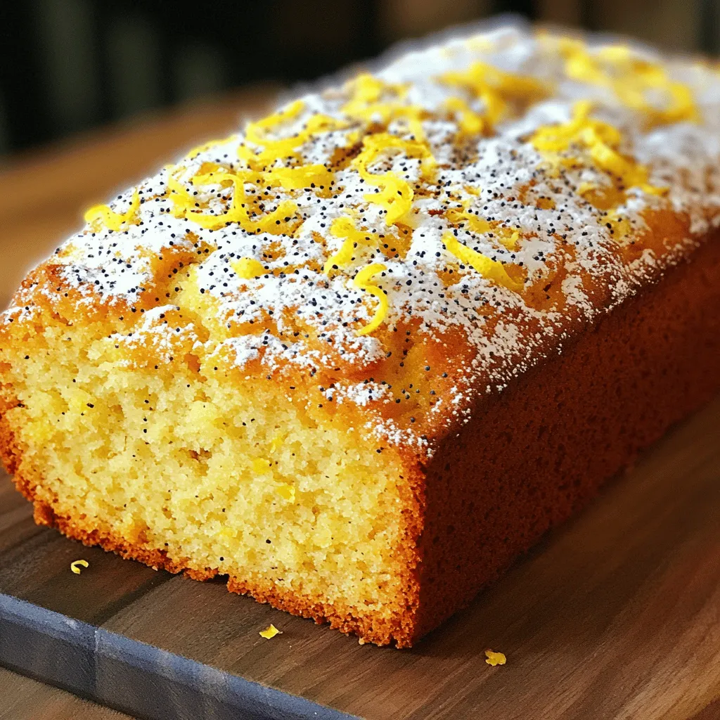 - 1 ½ cups all-purpose flour - 1 cup granulated sugar (or coconut sugar) - 1 teaspoon baking powder - ½ teaspoon baking soda - ¼ teaspoon salt - 1 cup almond milk (or other plant-based milk) - ⅓ cup vegetable oil (or melted coconut oil) - 1 tablespoon apple cider vinegar - Zest and juice of 2 lemons - 1 teaspoon vanilla extract - Optional: 1 tablespoon poppy seeds To make the best vegan lemon loaf, you need fresh ingredients. Fresh lemons give a bright taste. You can choose between granulated sugar or coconut sugar. Coconut sugar adds a hint of caramel flavor. Baking powder and baking soda help the loaf rise. They make it light and fluffy. Salt enhances all the flavors in the loaf. For the liquid, almond milk works well. It’s creamy and rich. You can use any plant-based milk you like. Oil keeps the loaf moist and tender. Coconut oil adds a yummy hint of coconut. Apple cider vinegar reacts with the baking soda. It helps the loaf rise more. Zesting the lemons adds a burst of flavor. It makes the loaf taste fresh and zesty. The lemon juice gives it a nice tang. Together, they create a delightful balance. If you want a bit of crunch, try adding poppy seeds. They add texture and make the loaf even more special. This recipe is simple and fun. You can find the full recipe later in the article. Enjoy the process of gathering these ingredients. It’s the first step toward a delicious treat! 1. Preheating the oven: Start by preheating your oven to 350°F (180°C). This step is key for even baking. 2. Preparing the loaf pan: Take a standard loaf pan and grease it lightly. You can also line it with parchment paper. This helps with easy removal later. 3. Mixing dry ingredients: In a large bowl, whisk together the all-purpose flour, granulated sugar, baking powder, baking soda, and salt. Make sure all the dry ingredients are well combined. 1. Mixing wet ingredients separately: In another bowl, pour in the almond milk, vegetable oil, and apple cider vinegar. Add the lemon zest, lemon juice, and vanilla extract. Stir until everything blends smoothly. 2. Merging wet and dry mixtures: Gradually pour the wet ingredients into the dry ones. Gently stir until just combined. Don’t worry about lumps; they will bake out. 3. Adding optional ingredients: If you want extra texture, fold in the poppy seeds. This adds a nice crunch to your loaf. 1. Transferring the batter to the pan: Pour the batter into your prepared loaf pan. Use a spatula to smooth out the top for an even bake. 2. Baking time and testing for doneness: Place the loaf in the oven. Bake for 45-50 minutes. To check if it's done, insert a toothpick in the center. It should come out clean. 3. Cooling process tips: Once baked, take the loaf out of the oven. Let it cool in the pan for about 10 minutes. Then, transfer it to a wire rack to cool completely. This helps keep the loaf from getting soggy. To bake a perfect vegan lemon loaf, start with your ingredients. Use fresh lemon zest for a great taste. This adds a bright flavor. Measure your flour carefully. Spoon it into your cup and level it off with a knife. This method keeps your loaf from being too dense. If you're allergic to gluten, use gluten-free flour. You can find blends made for baking. For nut allergies, substitute almond milk with oat or soy milk. These work just as well in the recipe. To boost the lemon flavor, add more lemon zest. You can also mix in spices like ginger or cardamom for warmth. If you want a sweeter loaf, add a touch more sugar or maple syrup. For a glaze, mix powdered sugar with lemon juice until smooth. Drizzle this over the cooled loaf for a nice finish. It makes the loaf look great and adds a sweet touch. {{image_4}} You can make your vegan lemon loaf even more fun by adding different flavors. Here are a few ideas: - Fruits: Add fresh blueberries or cranberries to your batter. Both fruits add a sweet and tart flavor. They also give a nice pop of color. - Herbs: Try mixing in fresh thyme or basil. These herbs add a surprising twist to the loaf. Their unique taste pairs well with lemon. - Chocolate Chips: For a chocolatey treat, fold in some vegan chocolate chips. The rich chocolate balances the zesty lemon. It's a great surprise in every bite. It’s easy to adjust this recipe to fit different diets. Here are some good options: - Gluten-Free: To make a gluten-free lemon loaf, swap the all-purpose flour for a gluten-free flour blend. Make sure it has xanthan gum for the best texture. - Sugar-Free: You can use mashed bananas or unsweetened applesauce instead of sugar. This change will keep your loaf sweet without added sugar. - Oil-Free: For an oil-free version, replace the vegetable oil with unsweetened applesauce. This keeps your loaf moist and adds a light sweetness. Feel free to mix and match these ideas to create your perfect vegan lemon loaf. For the full recipe, check out the earlier section! To keep your vegan lemon loaf fresh and tasty, follow these storage tips. Short-term storage (at room temperature) You can store the loaf at room temperature for 2 to 3 days. Place it in an airtight container to prevent it from drying out. If you notice it getting too dry, a slice of apple or a piece of bread in the container helps maintain moisture. Long-term storage (freezing instructions) For longer storage, freeze the loaf. Wrap it tightly in plastic wrap or aluminum foil. Then, place it in a freezer bag. It can last up to 3 months in the freezer. When ready to eat, let it thaw in the fridge overnight. Recommended storage containers Use a glass or plastic container with a tight lid for short-term storage. For freezing, use freezer-safe bags or containers. This helps prevent freezer burn and keeps your loaf fresh. Best methods for reheating without drying To reheat your vegan lemon loaf, preheat your oven to 350°F (180°C). Place the loaf in the oven for about 10-15 minutes. This warms it evenly without drying it out. You can also microwave a slice for about 20-30 seconds. Cover it with a damp paper towel to keep it moist. How to refresh the loaf after freezing If you froze the loaf, thaw it in the fridge overnight. For a fresh taste, warm it in the oven as mentioned. You can also add a bit of lemon glaze after reheating for extra flavor. Enjoy the bright taste of your vegan lemon loaf! Can I replace the all-purpose flour with whole wheat flour? Yes, you can use whole wheat flour. It makes the loaf denser. The flavor may change slightly. If you want a lighter loaf, mix half and half. How long does the vegan lemon loaf last? The loaf lasts about 3 to 5 days at room temperature. Keep it in a sealed container. For longer storage, freeze it. It can last up to 3 months in the freezer. Can I make this recipe in advance? You can make this loaf a day ahead. It tastes great after resting overnight. Just store it well to keep it fresh. What can I use instead of almond milk? You can use soy milk, oat milk, or coconut milk. Each one gives a unique flavor. Choose your favorite plant-based milk for the best taste. Can I make this loaf without apple cider vinegar? Yes, but the vinegar adds a nice tang. You can use lemon juice instead. It will keep the loaf moist and add more lemon flavor. Is it necessary to include poppy seeds? No, poppy seeds are optional. They add a fun texture and look nice. If you prefer, leave them out or try chia seeds. You now have a clear guide to making a vegan lemon loaf. With just a few ingredients, step-by-step instructions, and tips, you can create a tasty treat. Remember, feel free to customize flavors or adapt for dietary needs. Proper storage will keep your loaf fresh for longer. Enjoy experimenting and sharing this delightful recipe with others. Whether for yourself or loved ones, this lemon loaf brings joy to any occasion. Keep baking and savor the results!
