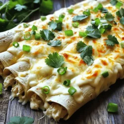 Chicken and Cheese Enchiladas Alfredo Creamy Dish