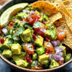 - 2 ripe avocados, diced - 1 medium red onion, finely chopped - 1 small ripe tomato, diced - 1 green chili, finely chopped - 1/4 cup fresh cilantro, finely chopped - 1 teaspoon chaat masala - 2 tablespoons tamarind chutney - 2 tablespoons fresh lemon juice - 1/4 cup pomegranate seeds Avocado Chaat is so simple and fun to make! You start with the main ingredients. Ripe avocados give a creamy base. The red onion adds a bit of crunch. The tomato brings freshness. These three ingredients make a tasty mix. Next, you can spice it up with flavor boosters. A green chili adds heat, but you can adjust it for your taste. Fresh cilantro gives a nice herb flavor. Chaat masala adds a unique twist. It is a spice mix you can find in Indian stores. Then comes the tangy elements. Tamarind chutney adds sweetness and tang. Fresh lemon juice brightens the dish. Finally, you can garnish with pomegranate seeds. They add a pop of color and sweetness. This combination makes Avocado Chaat a zesty and flavorful party dish! For the full recipe, check out Zesty Avocado Chaat. - Combine avocados, red onion, tomato, and chili in a bowl. - Add cilantro, chaat masala, and roasted cumin powder. In a large mixing bowl, start by adding the diced avocados. Make sure they are ripe for the best flavor. Next, chop the red onion finely and add it to the bowl. Then, dice the tomato and finely chop the green chili. Mix these ingredients together. Now, add the fresh cilantro, chaat masala, and roasted cumin powder. These spices bring out great flavors. - Gently fold in the tamarind chutney and lemon juice. - Adjust salt to taste. Next, carefully fold in the tamarind chutney and fresh lemon juice. Use a spatula to avoid mashing the avocados too much. You want them to keep their creamy texture. Once everything is combined, taste the mix. Add salt to suit your taste. This step is key to balancing the flavors. - Transfer to a decorative dish or individual bowls. - Garnish with pomegranate seeds and serve with tortilla chips or papdi. After mixing, transfer the chaat to a decorative dish. You can also use individual bowls for a personal touch. For a beautiful finish, sprinkle pomegranate seeds on top. This adds color and a sweet crunch. Serve your Avocado Chaat with crispy tortilla chips or papdi. This makes it easy for your guests to enjoy. Check out the Full Recipe for more detailed steps! To make great avocado chaat, you need ripe avocados. Look for ones that feel firm but slightly soft when you press them. This means they are ready to eat and will taste best. A good avocado has a smooth skin and a vibrant green color inside. Avoid ones with dark spots or hard areas. Do you like it spicy? You can change the heat level in your chaat. Add more or less green chili based on your taste. If you want a milder dish, use just a little chili. If you love spice, feel free to add more. Remember, every bite should bring you joy! How you serve your avocado chaat can make a big difference. Use a colorful dish to make it pop. You can also serve it in small bowls for a fun touch. To make it even prettier, sprinkle pomegranate seeds on top. They add a nice crunch and a burst of color. You can also add fresh herbs for a finishing touch. Enjoy your zesty creation! {{image_4}} You can easily add proteins to your Avocado Chaat. Chickpeas are a great choice. They add texture and make the dish heartier. Just rinse and drain canned chickpeas before mixing them in. Black beans work well too. They offer a nice flavor and protein boost. Try adding about 1/2 cup of either bean to the mix. This simple step makes your chaat more filling and nutritious. To keep your Avocado Chaat vegan or vegetarian, look for substitutes for the chutneys. You can use a homemade date chutney instead of tamarind chutney. This adds sweetness and flavor without animal products. For toppings, consider using vegan yogurt. It gives a creamy touch and balances the spices. Always check the labels of store-bought items to ensure they meet your needs. Bringing in flavors from other cuisines can elevate your Avocado Chaat. For a Mediterranean twist, add diced cucumbers and olives. These ingredients add crunch and a briny taste. You could also sprinkle feta cheese on top for a creamy finish. Another idea is to use tahini as a drizzle. It adds a nutty flavor that pairs well with the avocado. Get creative and mix flavors from different cultures to make this dish your own. For the full recipe, check out the details above. To store leftover Avocado Chaat, place it in an airtight container. This keeps it fresh. Chill the container in the fridge. Use the chaat within one day for the best taste. The longer it sits, the softer the avocados will get. To prevent browning, sprinkle lemon juice on the avocado pieces. This slows oxidation. You can also cover the dish tightly with plastic wrap. Ensure no air pockets are present. If you plan to eat later, store the chaat without the avocado. Add it just before serving. Freezing Avocado Chaat is not recommended. The texture of avocados changes when frozen. They become mushy when thawed. Instead, prepare the chaat fresh. You can freeze individual ingredients, like the chutney or spices, separately. Combine them when you're ready to enjoy this zesty dish. To add spice, adjust the green chili amount. Start with a small amount. If you want more heat, add extra. You can also include red chili powder or cayenne. Mix them in with the other spices. Taste as you go. This way, you can control the heat level to fit your taste. You can prepare some parts ahead. Chop the veggies and make the dressing. Store them separately in the fridge. Mix everything just before serving. This keeps the avocados fresh and bright. If you mix too early, they might brown and lose flavor. Avocado Chaat pairs well with crispy tortilla chips or papdi. You can also serve it with a cool drink, like mango lassi or lemonade. Try adding a side salad for extra crunch. This will make your meal colorful and fun. Avocado Chaat is a simple, fresh dish packed with flavors. You learned how to mix ripe avocados with onions, tomatoes, and spices. We also covered tips for adjusting spice and making it look great. By adding proteins or international flavors, you can make it your own. Don’t forget to store leftovers properly. Try this dish at your next gathering. It will impress your guests. Enjoy Avocado Chaat now, and let the flavors amaze you!