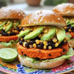 To make Sweet Potato Black Bean Burgers, gather these ingredients: - 1 medium sweet potato, peeled and cubed - 1 can (15 oz) black beans, drained and rinsed - 1/2 cup breadcrumbs (whole wheat preferred for added nutrition) - 1/4 cup finely chopped red onion - 1/4 cup corn kernels (fresh or frozen are both great options) - 1 tablespoon ground cumin - 1 teaspoon chili powder - 1/2 teaspoon garlic powder - 1/4 teaspoon salt - 1/4 teaspoon black pepper - 1 tablespoon olive oil (for cooking) - Whole grain buns, for serving - Toppings: sliced avocado, crisp lettuce, juicy tomato, and your favorite sauce (such as spicy mayo or creamy hummus) You can make these burgers your own with some swaps: - For sweet potatoes, use butternut squash for a different flavor. - Black beans can be replaced with kidney beans or chickpeas. - Breadcrumbs can be swapped for oats or crushed cornflakes. - If you don't have red onion, yellow or green onions work too. - Use taco seasoning if you want an easy flavor boost. These burgers are packed with good stuff. Each burger gives you: - Calories: About 200 - Protein: Around 10 grams - Fiber: Roughly 7 grams - Carbs: About 30 grams - Fats: 5 grams This makes them a healthy choice for lunch or dinner. You get a balance of protein and carbs, plus fiber for digestion. Enjoy these tasty burgers guilt-free! For a full recipe, check out the details provided. To start, we need to cook the sweet potatoes. Bring a pot of water to a boil. Add the sweet potato cubes and let them cook for about 10 to 15 minutes. You want them tender, so check them with a fork. Once they are soft, drain the water and let the sweet potatoes cool for a few minutes. This makes them easier to handle. In a large mixing bowl, take the cooled sweet potatoes and mash them. I like using a fork or a potato masher for this. You want a smooth and creamy texture. Next, add the drained black beans to the bowl. Use a fork to mash some of the beans, but leave some whole. This gives the burgers a nice texture. Now, stir in the breadcrumbs, chopped red onion, corn, ground cumin, chili powder, garlic powder, salt, and black pepper. Mix everything until it is well combined and uniform. Now, it’s time to shape our burgers. With your hands, divide the mixture into equal portions. You can make about 4 to 6 patties, depending on how big you want them. Heat a non-stick skillet over medium heat and add the olive oil. Once the oil is hot, add the patties to the skillet. Cook them for about 4 to 5 minutes on each side. Look for a golden brown color and make sure they are heated through. After cooking, place the patties on whole grain buns. Top them off with your favorite toppings like avocado, lettuce, tomato, and sauce. Enjoy your delicious Sweet Potato Black Bean Burgers! For the full recipe, check the section above. To keep your burgers from falling apart, mash the sweet potatoes well. This makes a smooth base. Use enough breadcrumbs to bind the mixture. If your mix feels too wet, add more breadcrumbs. Don't skip the cooling step after cooking the sweet potatoes. This helps them firm up. I love pan-frying these burgers. Heat oil in a non-stick skillet over medium heat. Cook each side for about 4-5 minutes. You can also bake them at 400°F for 20-25 minutes. Baking keeps them moist and flavorful. For extra crispiness, broil them for a few minutes at the end. You can add zest to your burgers with herbs and spices. Fresh cilantro or parsley adds brightness. Try adding lime juice for a tangy kick. For a smoky flavor, add smoked paprika. You can also mix in shredded cheese for extra creaminess. These tweaks make the burgers even more delicious. For the full recipe, check the detailed instructions to create your perfect Sweet Potato Black Bean Burgers. {{image_4}} You can mix in many veggies for your sweet potato black bean burgers. Zucchini adds moisture and a slight crunch. Bell peppers give a sweet flavor and bright color. Carrots add sweetness and a satisfying bite. Just chop them finely and add to your mixture. This way, every bite bursts with flavor and nutrition. If you want a vegan version, it's easy! Instead of eggs, use flaxseed meal or chia seeds. Mix one tablespoon of flaxseed meal with three tablespoons of water. Let it sit for a few minutes until it thickens. This mix works as a great binder. You can also switch the breadcrumbs for gluten-free ones if needed. For a kick, add some heat to your burgers. Mix in diced jalapeños or a few dashes of hot sauce. You can sprinkle some cayenne pepper in the mix, too. If you love smoky flavors, consider adding smoked paprika. These spicy twists make the burgers exciting and full of flavor. Check out the Full Recipe for more ideas! After you enjoy your sweet potato black bean burgers, store leftovers in an airtight container. Keep them in the fridge. They stay fresh for up to four days. Make sure they cool down before you put them away. This helps keep them from getting soggy. If you want to save some for later, freezing is a great option. First, let the burgers cool completely. Then, wrap each burger in plastic wrap. Place them in a freezer bag or container. They can last up to three months in the freezer. Just remember to label the bag with the date. To reheat your burgers, you have a few options. The oven works best if you want them crispy. Preheat your oven to 375°F (190°C). Place the burgers on a baking sheet and heat for about 10-15 minutes. You can also use a microwave for a quicker option. Heat on medium for 1-2 minutes. However, this may make them a bit soft. Enjoy these burgers warm and fresh! For more details, check the Full Recipe. Yes, you can make these burgers gluten-free. Use gluten-free breadcrumbs instead of regular ones. Check the label to ensure they are certified gluten-free. This way, you can enjoy a tasty meal without the gluten. To add spice, you can mix in diced jalapeños or a dash of hot sauce. You may also increase the chili powder in the recipe for more heat. Experiment until you find the right level of spice for your taste buds. Some great toppings include sliced avocado, crisp lettuce, and fresh tomato. You can also try adding spicy mayo or creamy hummus for a tasty twist. Feel free to mix and match toppings to create your perfect burger. For the full recipe, check out the detailed instructions above. This blog post covered how to make delicious Sweet Potato Black Bean Burgers. We explored ingredients, step-by-step instructions, and useful tips. You learned about substitutions and nutritional details, plus how to store leftovers and reheat them. For final thoughts, get creative with your burgers. Experiment with flavors and toppings. Enjoy the process, and have fun trying out new ideas! Your kitchen journey starts with these burgers.