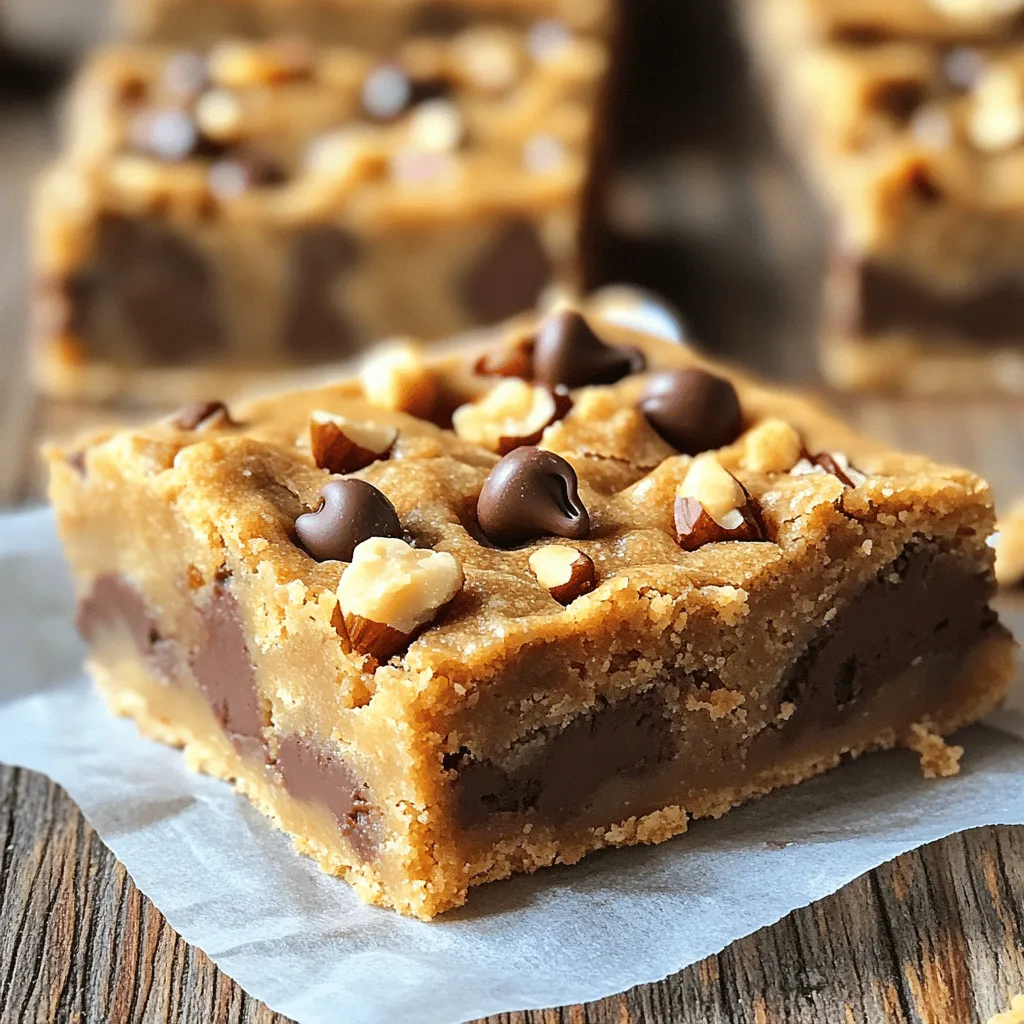 Here are the key ingredients you need for no bake cookie dough bars: - 1 cup almond flour - 1/2 cup rolled oats - 1/2 cup creamy peanut butter (or almond butter) - 1/4 cup pure maple syrup - 1 teaspoon vanilla extract - 1/2 cup mini chocolate chips - 1/4 teaspoon salt - Optional: 1/4 cup crushed nuts or dried fruit Each ingredient plays a role in making these bars tasty and healthy. Almond flour gives a nice texture and flavor. Rolled oats add chewiness. Creamy peanut butter binds everything together. Maple syrup sweetens without refined sugar. Vanilla extract adds a lovely aroma. Mini chocolate chips bring sweetness and fun bites. A pinch of salt balances the flavors. You can also add nuts or dried fruit for extra crunch and flavor. For the full recipe, check out the Cookie Dough Dream Bars . 1. Combine dry ingredients: Start by taking a large mixing bowl. Add 1 cup of almond flour, 1/2 cup of rolled oats, and 1/4 teaspoon of salt. Stir these dry ingredients well. Make sure they blend together evenly. 2. Mix in wet ingredients: Next, add 1/2 cup of creamy peanut butter, 1/4 cup of pure maple syrup, and 1 teaspoon of vanilla extract to your dry mix. Use a spatula or spoon to mix everything. You want a thick and slightly moist dough. 3. Fold in chocolate chips and optional ingredients: Carefully fold in 1/2 cup of mini chocolate chips. If you like, add 1/4 cup of crushed nuts or dried fruit. Make sure all ingredients are well mixed. 1. Prepare the baking dish: Take an 8x8 inch baking dish. Line it with parchment paper. Let some paper hang over the edges. This will help you lift the bars out later. 2. Press the mixture into the dish: Spoon your cookie dough mixture into the dish. Use your hands or the back of a spatula to press it down. Make it even and compact. 1. Refrigerate to set: Place your baking dish in the refrigerator. Let it chill for at least 1 hour. This will help the bars firm up. 2. Cut and serve: Once chilled, lift the bars out using the parchment paper. Transfer them to a cutting board. Slice them into squares or rectangles based on how big you want your servings. Enjoy your no-bake cookie dough bars! For the full recipe, check the details above. Measuring ingredients is key to great bars. Use a kitchen scale or measuring cups. Accurate amounts make a big difference. To get the right dough consistency, mix dry and wet ingredients well. You want a thick dough that is slightly moist. If it feels too crumbly, add a splash of maple syrup or a bit more nut butter. You can swap ingredients to meet your needs. For nut allergies, try sunflower seed butter instead of peanut butter. For a gluten-free option, stick with almond flour. Explore flavor variations, too! Add a splash of almond extract for a sweet twist. You can also mix in dried fruit like cranberries or chopped nuts for extra flavor. If the mixture is too dry, add a little more nut butter or syrup. Mix again until it comes together. If the mixture is too wet, add more almond flour or oats. This will help firm it up. To ensure the bars hold together, press the dough firmly into the dish. Chill them well before slicing. Enjoy your no-bake cookie dough bars! For the full recipe, check out the details above. {{image_4}} You can mix up your no-bake cookie dough bars in many fun ways. Here are a few combinations to try: - Chocolate chip with nuts: Add 1/4 cup of crushed nuts, like walnuts or pecans, for extra crunch. The nuts pair well with the chocolate. - Peanut butter and banana: Swap the chocolate chips for dried banana slices. This adds a sweet and fruity twist. - Vegan and gluten-free alternatives: Use almond flour and a nut butter to keep it vegan. Make sure your chocolate chips are dairy-free for a tasty vegan option. You have options for how to serve these bars: - Individual servings vs. larger bars: You can cut the bars into squares or rectangles. For a fun twist, use cookie cutters to make fun shapes. - Freezing for later enjoyment: These bars freeze well. Cut them into pieces, wrap them, and store them in the freezer. They make a quick treat later on. Enhance your dessert experience with these pairing ideas: - Suggested toppings: Drizzle with chocolate or top with whipped cream. Fresh fruit can add a nice touch too. - Ideal beverages to serve alongside: Serve these bars with milk, coffee, or a smoothie. The drinks balance the sweetness and add fun flavors. For the full recipe, check out the Cookie Dough Dream Bars recipe above. Store your no-bake cookie dough bars in an airtight container. This keeps them fresh. Use a glass or plastic container with a tight seal. You can keep them in the refrigerator for up to one week. If you want to store them longer, place them in the freezer. They can last for up to three months in the freezer. Check for any changes in color or smell. If the bars have a sour scent, they may be bad. Look for any mold or spots on the surface. If you see any, it’s best to throw them away. To extend freshness, always keep them sealed tightly. You can also place a piece of parchment paper between bars to avoid sticking. If your bars feel too firm, you can warm them slightly. Place them in the microwave for about 10 seconds. This will help soften them. Serve them with a scoop of ice cream or a drizzle of chocolate. To revive texture, let them sit at room temperature for a few minutes before serving. Yes, you can make these bars vegan. To do this, replace honey or maple syrup with agave syrup. Use almond butter instead of peanut butter. Make sure your chocolate chips are dairy-free. This way, you keep the yummy taste while making it vegan. These bars can last about one week in the fridge. Store them in an airtight container to keep them fresh. If you want to keep them longer, you can freeze them. In the freezer, they can stay good for up to three months. You can use all-purpose flour, but it changes the texture. Almond flour gives a nutty taste and chewiness. All-purpose flour makes it more cake-like. If you choose all-purpose flour, add a little more liquid. This helps to keep the bars moist. You can make cookie dough truffles or bites with this recipe. Just roll the dough into balls instead of pressing it into a dish. Dip them in chocolate for a fun treat. You can also add sprinkles or nuts for more flavors. No, you don’t have to use peanut butter. You can swap it for almond butter or cashew butter. For nut-free options, use sunflower seed butter or soy nut butter. Each choice gives a different taste and texture, keeping it fun. You can add protein powder to the dough for a boost. About one scoop of protein powder works well. You could also mix in nuts or seeds. Chia seeds or hemp seeds are great options. These add protein and extra crunch. For the full recipe, check out the instructions above. These cookie dough bars are easy and fun to make. You learned about the key ingredients, preparation steps, and storing tips. Remember to customize based on your taste and needs. Use the storage advice to keep them fresh longer. With these simple guidelines, you can enjoy tasty bars anytime. You have the tools to create a delicious snack perfect for all occasions. Go ahead and get started on your next batch!