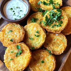 To make crispy fried green tomatoes, gather these ingredients: - 4 medium green tomatoes, sliced into 1/4-inch thick rounds - 1 cup all-purpose flour - 1 cup cornmeal - 1 teaspoon paprika - 1 teaspoon garlic powder - 1 teaspoon salt - 1/2 teaspoon black pepper - 2 large eggs, beaten - 1/2 cup buttermilk (or milk mixed with 1 tablespoon vinegar) - Oil for frying (vegetable or canola oil is best) You can easily swap some ingredients if needed: - Use gluten-free flour instead of all-purpose flour for a gluten-free option. - Try using panko breadcrumbs instead of cornmeal for a different texture. - If you lack buttermilk, mix regular milk with vinegar or lemon juice. - Fresh herbs can replace garlic powder to add a unique twist. You will need some basic kitchen tools: - A large skillet for frying - Three mixing bowls for coating - A slotted spoon for draining - Paper towels to absorb oil - A cutting board and knife for slicing tomatoes This setup will help you create the best crispy fried green tomatoes. For the full recipe, check the details above. Start with fresh green tomatoes. Wash them well under cold water. Slice each tomato into 1/4-inch thick rounds. This thickness helps them cook evenly. Place the slices on paper towels. Sprinkle a light layer of salt on top. Let them sit for about 10 minutes. Salt draws out moisture, making them crispier. After 10 minutes, pat the slices dry with fresh paper towels. This step is key to avoiding soggy tomatoes. Now it’s time to coat the tomato slices. In a medium bowl, mix the all-purpose flour, paprika, garlic powder, salt, and black pepper. Whisk them together until combined. In another bowl, beat the eggs and mix in the buttermilk until smooth. In a third bowl, add the cornmeal. Take each tomato slice. First, dredge it in the flour mixture, covering both sides. Shake off any extra flour. Next, dip it into the egg mixture, letting excess drip back into the bowl. Finally, press it into the cornmeal, coating it well. Repeat this for all the tomato slices. Heat about 1/4 inch of oil in a large skillet over medium-high heat. To test if the oil is ready, drop in a small bit of batter. If it sizzles, you’re good to go. Carefully place the coated tomato slices into the hot oil. Don't overcrowd the skillet; this ensures even cooking. Fry them for about 3-4 minutes on each side. Look for a deep golden brown color. Once done, use a slotted spoon to remove them. Place the crispy tomatoes on a plate lined with paper towels to drain excess oil. Continue frying the remaining slices in batches. Enjoy your crispy fried green tomatoes! For the full recipe, check out the detailed instructions. To get that great crunch, the key lies in your coating. Use a mix of flour and cornmeal. The cornmeal adds a nice texture. Make sure to coat each slice evenly. This will help create a crispy shell. Also, ensure your oil is hot enough before frying. If it's not hot, your tomatoes will soak up too much oil, and they won't be crisp. One common mistake is not salting the tomatoes. Salting draws out moisture, which helps them fry better. Remember to pat them dry after salting. Another mistake is overcrowding the pan. Fry in small batches to allow even cooking. Lastly, don't skip the resting time after frying. Let them sit on paper towels to drain extra oil. To add more flavor, try mixing spices into your flour. Cajun seasoning or even a bit of cayenne can kick things up. You can also experiment with different dipping sauces. A tangy remoulade or a zesty aioli can elevate your dish. For a twist, sprinkle fresh herbs on top right before serving. This adds freshness and brightness to every bite. For the full recipe, check the earlier section. {{image_4}} To add a kick, try spicy fried green tomatoes. Adjust the seasoning in the flour mixture. Add 1-2 teaspoons of cayenne pepper. You can also use hot sauce in the egg mixture for extra heat. This variation adds depth and makes your dish stand out. Serve these spicy treats with cooling ranch or yogurt dip. If you prefer a healthier option, try baked fried green tomatoes. Preheat your oven to 425°F (220°C). Follow the same steps for coating the tomatoes. Instead of frying, place the coated slices on a baking sheet lined with parchment paper. Lightly spray the tops with oil. Bake for about 20-25 minutes, flipping halfway until golden and crisp. This method reduces oil but keeps the flavor! Crispy fried green tomatoes shine when served with tasty sides. Pair them with a creamy dip, like ranch or garlic aioli. They also make a great topping for salads or sandwiches. You can serve them alongside fried chicken or grilled shrimp for a complete meal. For extra flair, garnish with fresh herbs or crumbled feta cheese for a burst of flavor. To keep your crispy fried green tomatoes fresh, store them in the fridge. Place them in an airtight container. This helps maintain their crunch. They can last for up to three days. Avoid stacking them to prevent them from getting soggy. Freezing is a great option if you want to store them longer. First, let them cool completely. Lay them flat on a baking sheet. Freeze them for about an hour. Then, transfer them to a freezer-safe bag. They can be frozen for up to three months. When you're ready to enjoy them again, reheat the tomatoes for the best taste. Use an oven or an air fryer. Preheat your oven to 375°F (190°C). Bake them for about 10-15 minutes, or until they are hot and crispy. This method keeps them from becoming soggy. Enjoy your crispy fried green tomatoes just like the first time! Yes, you can use ripe tomatoes, but the taste changes. Ripe tomatoes are sweeter and softer. They may not hold their shape as well during frying. Green tomatoes have a tart flavor and firmer texture. This makes them ideal for frying. For the best results, stick with green tomatoes for a crispy bite. To make crispy fried green tomatoes gluten-free, swap the all-purpose flour. Use a gluten-free flour blend instead. Many brands work well, so choose one you like. Ensure the cornmeal is also gluten-free. This way, you keep the delicious crunch without gluten. Crispy fried green tomatoes taste great with several sauces. Here are some tasty options: - Ranch dressing - Remoulade sauce - Spicy aioli - Honey mustard These sauces enhance the tartness of the tomatoes. For frying, I recommend vegetable or canola oil. Both oils have high smoke points. This means they heat well without burning. You can also use peanut oil for a slightly nutty flavor. Just avoid oils with low smoke points, like olive oil. You can test the oil’s heat in a simple way. Drop a small amount of batter into the oil. If it sizzles and bubbles, the oil is hot enough. Another way is to use a thermometer. Aim for about 350°F (175°C) for perfect frying. This ensures your tomatoes cook evenly and get crispy. You learned how to make crispy fried green tomatoes. We covered key ingredients, cooking steps, and tips for great texture. You also saw fun variations and how to store them. Remember, using green tomatoes is key for the best flavor. Don’t forget to choose the right oil and avoid common mistakes. Enjoy your cooking adventure and impress family and friends with your crispy dishes. Happy frying!
