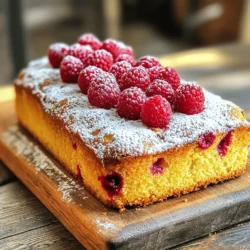 - 1 cup unsalted butter, softened to room temperature - 2 cups granulated sugar - 4 large eggs, at room temperature - Zest of 2 medium lemons - 1/4 cup freshly squeezed lemon juice (about 2 lemons) - 1 teaspoon pure vanilla extract - 3 cups all-purpose flour, plus extra for dusting - 1 teaspoon baking powder - 1/2 teaspoon salt - 1 cup fresh raspberries (reserve a few for garnish) - Powdered sugar, for dusting These ingredients combine to create a moist and flavorful cake. You need quality butter for the best taste. Fresh lemon zest and juice bring brightness. Raspberries add a sweet-tart burst that pairs perfectly with the lemon. - You can substitute some butter with Greek yogurt for a lighter cake. - Use lemon extract instead of vanilla for a stronger lemon flavor. - Add a pinch of almond extract for a unique twist. - For a richer taste, mix in cream cheese in place of some butter. Feel free to get creative! These swaps can enhance the flavor and texture of your cake. Always choose fresh ingredients for the best results. For the full recipe, check out the details above. Start by gathering your ingredients. You need butter, eggs, and raspberries. Make sure the butter is soft. This helps it blend well with the sugar. Take the eggs out to reach room temperature. This is key for a smooth batter. Rinse the fresh raspberries gently. Pat them dry with a paper towel. Set aside a few for later decoration. 1. Preheat the Oven: Set your oven to 350°F (175°C) now. Grease a 9x5-inch loaf pan with butter. Line the bottom with parchment paper, so the cake lifts out easily. 2. Cream the Butter and Sugar: In a big bowl, add the softened butter and granulated sugar. Mix them with an electric mixer on medium speed. You want it light and fluffy, which takes about 3 to 4 minutes. 3. Add the Eggs and Flavors: Add one egg at a time, mixing well after each. Then, mix in the lemon zest, lemon juice, and vanilla extract. Make sure everything blends well. 4. Combine the Dry Ingredients: In another bowl, whisk the flour, baking powder, and salt. Slowly mix this into the wet ingredients. Use a spatula or wooden spoon. Be gentle; overmixing can make the cake dense. 5. Fold in the Raspberries: Carefully add the raspberries to the batter. Gently fold them in to keep their shape. 6. Transfer to Pan: Pour the batter into the greased loaf pan. Smooth the top with a spatula. 7. Bake: Put the pan in the oven. Bake for 60 to 70 minutes. Check if it's done by inserting a toothpick. It should come out clean with a few moist crumbs. Once baked, let the cake cool in the pan for about 10 minutes. This helps it hold its shape. Then, move it to a wire rack to cool completely. After cooling, dust the top with powdered sugar for a sweet touch. Finally, add the reserved raspberries on top for a nice look. Enjoy your Lemon Raspberry Pound Cake as a tasty treat! For the full recipe, check [Full Recipe]. To make the best Lemon Raspberry Pound Cake, start with a good oven. Preheat it to 350°F (175°C) for even baking. If your oven runs hot, lower the temperature to 325°F (160°C). This helps the cake rise nicely without burning. Avoid common mistakes for a perfect cake. First, ensure your butter is soft. This helps it cream well with sugar. Next, mix the batter gently. Overmixing can make the cake tough. Finally, be careful when folding in the raspberries. You want them to stay whole for a beautiful look and great taste. Want to add new flavors? Try using lime zest instead of lemon for a twist. You can also mix in some chopped nuts for crunch. If you love chocolate, add mini chocolate chips. Experimenting can lead to fun new cakes! For the full recipe, check out the detailed steps. {{image_4}} You can mix up the fruit in your pound cake. Here are some fun ideas: - Blueberries: Swap out the raspberries for blueberries. They add a sweet burst. - Strawberries: Chopped strawberries give a nice twist and are a crowd favorite. - Peaches: Fresh peaches add a juicy flavor that pairs well with lemon. - Cherries: Pitted cherries offer a tart kick that balances the sweetness. These combinations bring new life to the classic recipe. You can play with flavors to find your favorite! If you need gluten-free options, swap all-purpose flour for a gluten-free mix. Look for one that works well in baking. For a vegan version, use flax eggs instead of real eggs. One flax egg equals one tablespoon of ground flaxseed mixed with three tablespoons of water. Let it sit for a few minutes until it thickens. You can also use dairy-free butter and a non-dairy milk. These changes keep the cake light and tasty. Pair your lemon raspberry pound cake with some great sides. Here are a few ideas: - Whipped Cream: A dollop of fresh whipped cream adds creaminess. - Ice Cream: Vanilla or lemon ice cream makes a sweet match. - Fresh Berries: Serve with extra berries for a fresh touch. - Mint Leaves: Add a sprig of mint for color and flavor. Each of these options enhances the cake’s taste and makes it more special. If you want to impress guests, try a few of these ideas! For the full recipe, check out the complete guide. To keep your lemon raspberry pound cake fresh, wrap it in plastic wrap. Store it at room temperature for up to a week. This way, the cake stays moist and tasty. If you notice any dry parts, you can add a little lemon juice to enhance the flavor. If you want to save the cake for later, freezing is a great option. Slice the cake first, then wrap each piece in plastic wrap. Place the wrapped slices in a freezer-safe bag. It will last up to three months in the freezer. When you’re ready to eat, thaw the cake in the fridge overnight. After thawing, let it come to room temperature before serving for the best taste. I recommend serving lemon raspberry pound cake at room temperature. This allows the flavors to shine through. If you prefer, you can warm a slice in the microwave for just a few seconds. This brings out the lemon zest's bright flavor and enhances the overall taste. Enjoy it plain or with a dusting of powdered sugar for a special touch. What can I substitute for eggs? You can use several substitutes for eggs in this recipe. Here are a few options: - Flaxseed meal: Mix 1 tablespoon of flaxseed meal with 2.5 tablespoons of water. Let it sit for five minutes before using. - Applesauce: Use 1/4 cup of unsweetened applesauce per egg. - Yogurt: Replace each egg with 1/4 cup of plain yogurt. These options keep the cake moist and add flavor. Each substitute may change the texture slightly, but they work well. Can I use frozen raspberries instead of fresh? Yes, you can use frozen raspberries! Here are some tips for using them: - Do not thaw them before adding to the batter. This helps keep the cake from turning pink. - Fold in gently to avoid crushing the berries. - Increase baking time by a few minutes, as frozen berries can cool down the batter. Frozen raspberries give you the same great taste and are easy to find. Should I change the recipe if baking at high altitude? Yes, baking at high altitude can affect how cakes rise. Here are some adjustments you can make: - Reduce sugar by 1 to 2 tablespoons to prevent excess browning. - Increase flour by 1 to 2 tablespoons to help with structure. - Add extra liquid (1 to 2 tablespoons) to keep the cake moist. These changes help your Lemon Raspberry Pound Cake rise well and stay moist, even at high altitudes. This blog post covered key steps for making a delicious Lemon Raspberry Pound Cake. You learned about the main and optional ingredients, plus detailed instructions for prepping, mixing, and baking. I shared tips for texture and flavor enhancement, as well as variations like gluten-free options. Finally, I provided storage tips to keep your cake fresh. With these insights, you're ready to bake confidently and enjoy this sweet treat. Happy baking!