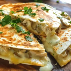Chicken and Mushroom Alfredo Quesadilla Simple Dish