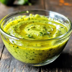 - 1 ripe avocado, pitted and peeled - 1/2 cup fresh cilantro leaves, tightly packed - 1/4 cup freshly squeezed lime juice (from about 2 limes) - 2 cloves garlic, minced - 1/2 teaspoon ground cumin - 1/4 teaspoon sea salt (adjust to taste) - 1/4 teaspoon freshly ground black pepper - 1/4 cup extra-virgin olive oil - 1-2 tablespoons water (for achieving desired consistency) Avocado cilantro lime dressing is full of fresh and zesty flavor. You will love how easy it is to make. Each ingredient plays a special role. The ripe avocado gives creaminess, while cilantro adds a fresh taste. Lime juice brings a bright zing, and garlic gives depth. Ground cumin adds warmth, and sea salt and black pepper enhance all the flavors. You can adjust the salt and pepper to suit your taste. The olive oil helps blend everything smoothly. If the dressing is too thick, add a little water. This dressing is perfect for salads, grilled veggies, or as a dip. For the full recipe, you can refer to the section above. Start by placing the following ingredients in your blender: - 1 ripe avocado, pitted and peeled - 1/2 cup fresh cilantro leaves, tightly packed - 1/4 cup freshly squeezed lime juice (from about 2 limes) - 2 cloves garlic, minced - 1/2 teaspoon ground cumin - 1/4 teaspoon sea salt (adjust to taste) - 1/4 teaspoon freshly ground black pepper Blend these ingredients at high speed until you achieve a smooth and creamy texture. Don’t forget to pause and scrape down the sides of the blender. This helps blend all the ingredients well. Now, with the blender still running, carefully drizzle in the extra-virgin olive oil. Blend until the oil is fully mixed in and the dressing is smooth. If the dressing is too thick, add 1-2 tablespoons of water. Blend again until you reach your desired consistency. While blending, remember to scrape down the sides. This ensures a uniform mix. After blending, taste the dressing and adjust the seasoning. If you want more zing, add a pinch of sea salt or a splash more lime juice. Let the flavors meld by refrigerating the dressing for at least 30 minutes before serving. This resting time enhances the taste. Enjoy your fresh and zesty avocado cilantro lime dressing! For the full recipe, check out the complete instructions above. To make your avocado cilantro lime dressing shine, adjust the lime juice and salt. If you want it zesty, add more lime juice. For a richer taste, sprinkle in extra salt. Always use a ripe avocado. A ripe avocado gives the dressing a smooth and creamy texture. It blends better and tastes great. This dressing is perfect for drizzling over salads or grilled items. Try it on a bright salad with mixed greens or grilled chicken. It also makes a great dip for snacks. Use it with tortilla chips or fresh veggie sticks for a tasty treat. Garnishing the dressing can add a nice touch. Top it with a sprinkle of chopped cilantro for color. You can add a lime wedge on the side for extra flair. This makes your dish look more appealing and fun to eat. For the full recipe, check the full recipe section. {{image_4}} You can add fun twists to your avocado cilantro lime dressing. For spice, try adding minced jalapeño. It gives the dressing a nice kick without overwhelming the other flavors. Just start with a small amount, about a teaspoon, and taste as you go. If you're not a fan of cilantro, you can swap it out for other herbs. Fresh parsley or basil work well. Each herb changes the flavor, making it unique and fresh. Experiment with what you like best! This dressing can easily fit into various diets. If you want it to be vegan, simply leave out the garlic. It still tastes great without it! For those watching calories, use less olive oil. You can mix in more water to keep it smooth. This way, you keep the flavor but cut down on fat. Enjoy your zesty dressing guilt-free! For the full recipe, check out Zesty Avocado Cilantro Lime Dressing. To keep your avocado cilantro lime dressing fresh, use an airtight container. Glass jars with tight lids work great. You can also use BPA-free plastic containers. Store the dressing in the fridge right after making it. This helps it stay cool and fresh. This dressing lasts about 3 to 5 days in the fridge. Always check for signs of spoilage. If the dressing changes color or smells off, it’s time to toss it. Freshness is key to enjoying its bright flavors. For the full recipe, check back to get the details on making this tasty dressing. To make this dressing, gather your ingredients. Start by adding the avocado, cilantro, lime juice, garlic, cumin, sea salt, and black pepper into a blender. Blend until smooth. Then, slowly add the olive oil while blending. If it's too thick, add water little by little until you reach your desired consistency. Taste it and adjust the seasoning if needed. Finally, transfer it to an airtight container and chill for at least 30 minutes to allow the flavors to blend. For the full recipe, check the earlier section. Yes, you can make this dressing ahead of time. It stores well in the fridge. I suggest making it a day in advance. This way, the flavors will deepen and become even better. Just keep it in an airtight container to keep it fresh. When you're ready to use it, give it a quick stir or blend if it has thickened. This dressing works great with many dishes. It adds a fresh kick to salads. Drizzle it over grilled chicken or fish for added flavor. It also makes a tasty topping for tacos. Try it with roasted vegetables for a zesty twist. You can even use it as a dip for chips or fresh veggies. This dressing is not ideal for freezing. Freezing can change its texture. The avocado may turn grainy after thawing. If you have leftovers, store them in the fridge instead. Use the dressing within a week for the best taste and quality. In summary, we explored making a tasty Avocado Cilantro Lime Dressing. You learned the ingredients and step-by-step instructions for blending a creamy dip. I shared tips to enhance flavor and various serving ideas. We also addressed storage best practices for keeping it fresh. This dressing is easy and fun to make. It adds zest to many dishes. Enjoy experimenting with it in your meals!