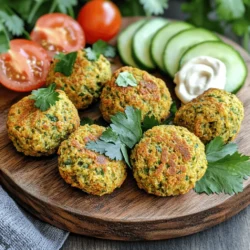 - 1 cup dried chickpeas, soaked overnight in plenty of water - 1 small onion, finely chopped - 3 garlic cloves, minced - 1/4 cup fresh parsley, finely chopped - 1/4 cup fresh cilantro, finely chopped - 1 teaspoon ground cumin - 1 teaspoon ground coriander - Salt and freshly ground black pepper, to taste - 2 tablespoons all-purpose flour (or chickpea flour for a gluten-free option) - 1/2 teaspoon baking powder - Olive oil spray to enhance crispiness For crispy air fryer falafel, you need dried chickpeas. Soaking them overnight helps. This makes them soft enough to blend. Fresh herbs like parsley and cilantro add great flavor. You also need onion and garlic for a tasty base. The spices bring warmth and depth. Ground cumin and ground coriander are key. Don't forget salt and pepper to taste. These will elevate the dish. Binders help hold everything together. You can use all-purpose flour or chickpea flour for a gluten-free version. Baking powder makes your falafel fluffy. Finally, use olive oil spray for that crispy outer layer. For the full recipe, check the section above. Enjoy your cooking! Soaking the dried chickpeas is key. Start by placing them in a bowl. Cover them with plenty of water and let them soak overnight. This helps soften the chickpeas and gives them the right texture. After soaking, drain the chickpeas well. Rinse them under cold water to remove any dirt. Make sure they feel tender but not mushy. This is crucial for a great falafel. Next, it’s time to blend! In a food processor, add the drained chickpeas, chopped onion, minced garlic, parsley, and cilantro. Also, throw in ground cumin, ground coriander, baking powder, and a pinch of salt and pepper. Pulse the mixture until it combines well but still has some chunks. This gives falafel a nice bite. Avoid over-blending; you want texture, not mush. Now, let’s shape our falafel. With wet hands, form the mixture into small balls or patties. Aim for golf ball size. Place them on a tray lined with parchment paper. Preheat your air fryer to 375°F (190°C) for about five minutes. This step is important for even cooking. To cook, lightly spray each falafel with olive oil spray. This helps them get crispy. Place the falafel in the air fryer basket, making sure they are not crowded. Air fry them for 12-15 minutes. Flip them halfway through cooking. When they turn golden brown, they are ready! Enjoy them warm for the best flavor. To get the best falafel, avoid over-blending the mix. You want some chunks of chickpeas. This gives the falafel a nice bite. When shaping the balls, use wet hands. This keeps the mixture from sticking to your fingers. Want a twist? Add spices like paprika or cayenne. A pinch of nutmeg also adds warmth. For serving, pair falafel with tahini sauce or fresh veggies. A side of pickled radishes boosts flavor too. If your falafel falls apart, don’t worry! Just add a little more flour. Start with a teaspoon and mix well. If you find the texture too wet, more flour will help it hold together. {{image_4}} You can easily make this recipe gluten-free by using chickpea flour instead of all-purpose flour. This switch keeps the falafel light and crispy. If you want to add more protein, try blending in some quinoa. For a vegan approach, ensure any sauces you serve are also vegan-friendly. You can use tahini or hummus that fits your dietary needs. To spice things up, consider adding roasted vegetables like bell peppers or zucchini. You can also mix in spices like paprika or chili powder for a kick. Fresh herbs such as dill or mint can bring a new taste. Experimenting with these ingredients will make each batch unique. These crispy falafels pair well with tahini sauce or hummus. You can use them in wraps with fresh veggies. If you prefer, serve them over a salad for a healthy meal. Adding sliced cucumbers and cherry tomatoes can brighten the dish. Don’t forget to explore the full recipe to see how to make the perfect falafel! To keep your crispy air fryer falafel fresh, store them in an airtight container. A glass or plastic container works well. Line the bottom with paper towels to soak up extra moisture. This will help maintain their crunch. You can store them in the fridge for up to three days. When reheating falafel, you want to keep them crispy. The best method is to use your air fryer. Preheat it to 350°F (175°C). Cook the falafel for about 5-7 minutes. This will help restore their crispy texture. You can also use a conventional oven. Set it to 375°F (190°C) and heat for about 10 minutes. If you want to save falafel for later, you can freeze them. Place the uncooked falafel balls on a tray. Freeze them for about an hour, then transfer them to a freezer bag. This method prevents them from sticking together. To cook from frozen, air fry them at 375°F (190°C) for about 15-18 minutes. No need to thaw! Yes, you can use canned chickpeas. However, they will change the texture. Start by rinsing and draining them well. Since canned chickpeas are softer, reduce the blending time. Aim for a chunky mix, not a smooth paste. You may need less flour to hold the mixture. Adjust the amount to get the right consistency. Look for a golden brown color. The falafel should be crispy on the outside. If you insert a toothpick, it should come out clean. The inside should feel firm yet moist. If you have a food thermometer, check for an internal temperature of at least 165°F (74°C). Falafel pairs well with many tasty sides. Try serving it with tahini sauce or hummus for dipping. Fresh veggies like cucumbers and tomatoes add crunch. Wrap falafel in pita bread with lettuce and pickles for a fun meal. You can also make a salad with greens, olives, and feta cheese. For a twist, serve it over rice or quinoa. Check out the Full Recipe for more serving ideas. In this blog post, we explored how to make delicious air fryer falafel from scratch. We covered the key ingredients, like chickpeas and fresh herbs, and discussed each step of the cooking process in detail. I shared tips for achieving the perfect texture and flavor, plus ways to customize your falafel. Remember, cooking is all about practice. Don’t be afraid to experiment with flavors and textures. Enjoy making your falafel and sharing it with others!