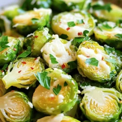 - 1 lb Brussels sprouts, trimmed and halved - 4 cloves of garlic, minced - 1/4 cup freshly grated Parmesan cheese - 3 tablespoons extra-virgin olive oil - 1 teaspoon sea salt - 1/2 teaspoon black pepper - 1/2 teaspoon red pepper flakes (optional) - Fresh parsley, chopped For this recipe, I love using fresh Brussels sprouts. They add a nice crunch and flavor. Make sure to trim them well and cut them in half. This helps them roast evenly. Minced garlic is a key player here. It brings out a rich taste. The olive oil helps everything roast nicely. It also adds a little heartiness to the dish. The seasonings are simple but effective. Sea salt and black pepper bring out the natural flavors. If you want a bit of heat, add red pepper flakes. They give a nice kick without overpowering the dish. Fresh parsley is a must for garnish. It adds a pop of color and freshness. Plus, it makes the dish look beautiful on the table. You can find the full recipe for Roasted Garlic Parmesan Brussels Sprouts to guide you through each step for an amazing dish. Preheating your oven is key to great roasted Brussels sprouts. Setting it to 400°F (200°C) helps cook them evenly. A hot oven makes sure they turn crispy and golden. If you skip this step, your sprouts might not roast well. First, take your trimmed and halved Brussels sprouts. Place them in a large bowl. Add the minced garlic. Then, pour in the olive oil. Next, sprinkle the sea salt, black pepper, and optional red pepper flakes. Mix everything well. Use your hands or a spatula. Make sure each sprout gets coated in oil and seasoning. This helps them taste amazing. Spread the Brussels sprouts on a baking sheet. Keep them in a single layer. This allows them to roast properly. Now, put them in the oven for 20-25 minutes. Halfway through, flip them with a spatula. This helps them brown evenly. They should look golden and feel tender. When they are done, take the baking sheet out. Sprinkle the grated Parmesan cheese over the hot sprouts. The heat will melt the cheese. Then, return the baking sheet to the oven for another 5 minutes. The cheese should be gooey and slightly bubbly. Finally, add some chopped fresh parsley for color. You can find the details in the Full Recipe. For great Brussels sprouts, space them well on the baking sheet. If they are too close, they will steam instead of roast. Aim for a single layer with room in between each sprout. This gives them a nice crisp. Cooking time matters too. If your Brussels sprouts are small, they will roast faster. Large sprouts might need a few extra minutes. Keep an eye on them, and adjust the time as needed. Want to spice things up? Try adding other seasonings. Smoked paprika or lemon zest can add a nice twist. You can also mix in some balsamic vinegar for a tangy flavor. If you want to switch up the cheese, try using Pecorino Romano or feta. These cheeses offer unique tastes that pair well with the sprouts. Serve your Brussels sprouts in a rustic bowl for charm. Top them with extra parsley for a color pop. You can also use a drizzle of balsamic glaze for a fancy touch. This will make your dish not just tasty but beautiful too. {{image_4}} You can boost the flavor of Roasted Garlic Parmesan Brussels Sprouts by adding proteins. Incorporating bacon or pancetta gives a salty, savory kick. Just cook the bacon until crispy, then crumble it over the sprouts before roasting. The fat from the bacon also adds richness to the dish. If you're looking for vegetarian or vegan options, try substituting the Parmesan cheese. Use a vegan cheese that melts well. Nutritional yeast is another great choice. It has a cheesy taste and adds a nice flavor. This way, everyone can enjoy this tasty dish! You can also change how you cook the Brussels sprouts. An air fryer offers a quick and crispy result. Set it to 375°F (190°C) and cook for about 15 minutes. Shake the basket halfway for even cooking. Or, you can cook them on the stovetop. Sautéing in a pan with olive oil and garlic gives a lovely flavor, too. Experiment to find your favorite way to enjoy these delightful sprouts! To store leftover Brussels sprouts, cool them first. Place them in an airtight container. This helps keep them fresh. You can store them in the fridge for up to four days. If they get soggy, toss them in the oven for a quick re-crisp. For freezing, let the cooked Brussels sprouts cool completely. Spread them on a baking sheet in a single layer. Freeze them for about an hour. Then, transfer them to a freezer-safe bag. Squeeze out the air, and seal tightly. They can last up to three months. To reheat, bake them straight from the freezer. This keeps them crunchy. Fresh Brussels sprouts last about a week in the fridge. If they start to turn yellow, they are losing their freshness. Cooked Brussels sprouts stay good for four days in the fridge. If frozen, use them within three months for best taste. Always check for signs of spoilage before cooking. Yes, you can use frozen Brussels sprouts. However, they may lose some flavor and texture. Frozen sprouts are often blanched before freezing, which means they won't roast as well. To cook them, thaw first and pat dry. This helps remove excess moisture. Then, follow the recipe as usual for roasting. Brussels sprouts are done when they are golden brown and tender. You can check by piercing them with a fork. If it goes in easily, they are ready. You want a nice, crispy outside and a soft inside for the best taste. These Brussels sprouts work great with many main courses. They pair well with roasted chicken or fish. They also complement a hearty steak or pork chops. For a vegetarian meal, serve them with quinoa or a grain salad. They add a tasty touch to any dinner plate. To make this recipe gluten-free, ensure all ingredients are gluten-free. The Brussels sprouts, garlic, olive oil, salt, and pepper are already gluten-free. Just check the Parmesan cheese label. Most are gluten-free, but it’s good to verify. Enjoy your meal without worry! In this blog post, we explored how to make delicious Roasted Garlic Parmesan Brussels sprouts. We covered key ingredients, step-by-step instructions, and tips for perfecting your dish. You can experiment with flavors by adding proteins or using alternative cooking methods. Remember to store leftovers properly for the best taste. Whether you’re a seasoned chef or a beginner, this recipe is easy and rewarding. Enjoy your Brussels sprouts as a tasty side or a main attraction!