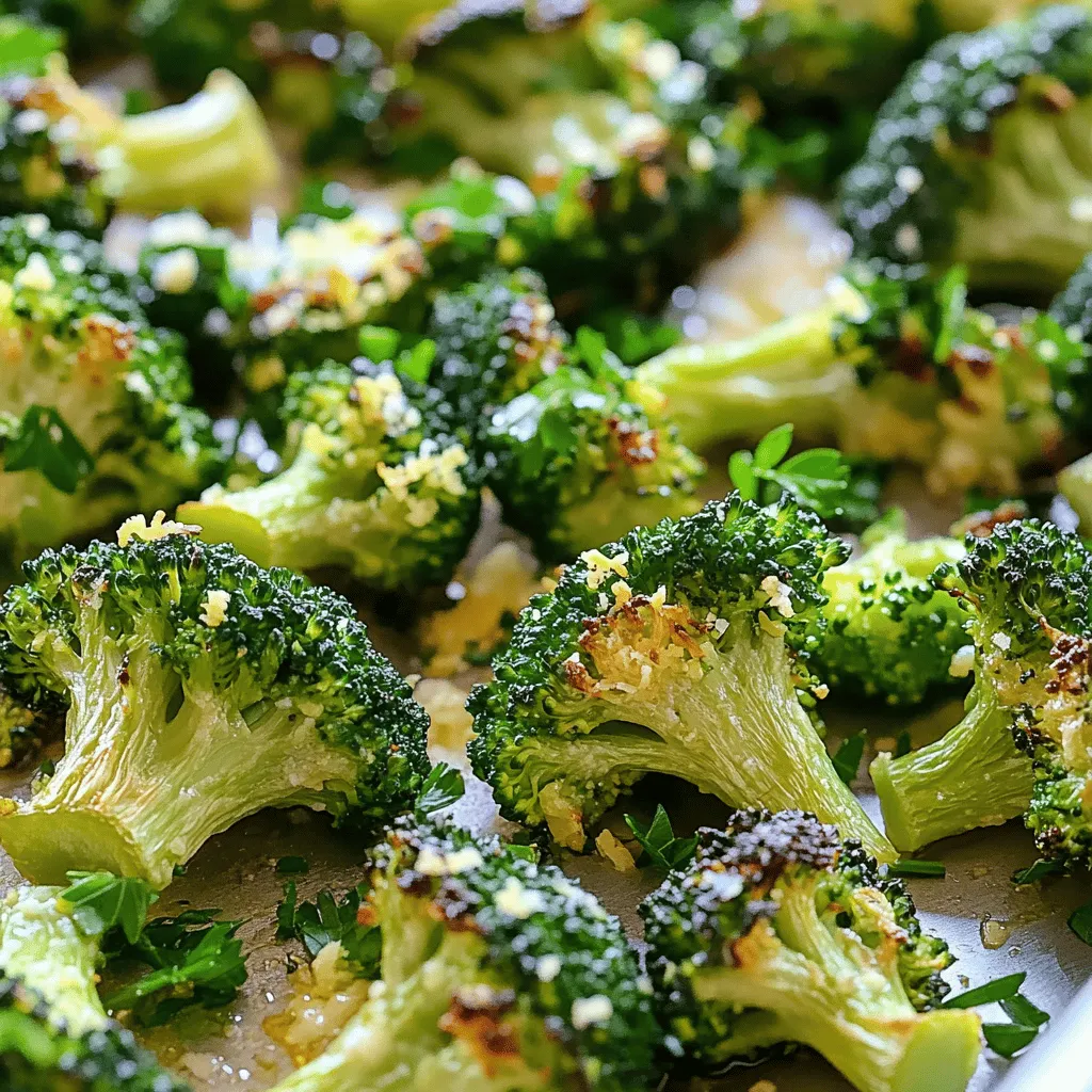 For Lemon Garlic Roasted Broccoli, you will need: - Broccoli florets - Garlic - Lemon (zest and juice) - Optional ingredients: - Red pepper flakes - Parmesan cheese - Parsley The key seasonings are crucial for flavor. You will use: - Olive oil - Sea salt - Black pepper To make this dish, gather these items: - Baking sheet - Mixing bowl - Oven With these ingredients and tools, you can create a bright and zesty side dish that complements any meal. If you'd like to see the complete recipe, check out the Full Recipe. Preheating your oven to 425°F (220°C) is key. The right temperature helps the broccoli roast evenly. This heat brings out the natural sweetness of the broccoli. It also creates those tasty, crispy edges you want. Without proper heat, your broccoli may end up soggy instead of tender and crunchy. Grab a large mixing bowl for the next step. Add your broccoli florets, olive oil, minced garlic, lemon zest, and lemon juice. If you like a kick, toss in some red pepper flakes. Don’t forget to sprinkle in some sea salt and black pepper. Mix everything well so each floret gets coated in the seasoning. This coating adds flavor and makes the broccoli shine. Spread the seasoned broccoli in a single layer on a baking sheet. This spacing allows each piece to roast nicely. Place the baking sheet in the oven and roast for 20-25 minutes. Watch for the broccoli to become tender. You’ll see those golden, crispy edges forming. If you want a cheesy twist, sprinkle grated Parmesan on top. Return it to the oven for an extra 5 minutes to melt the cheese. Your reward is broccoli that’s both tasty and beautiful. To get perfect roasted broccoli, space the florets out on the baking sheet. If they crowd each other, they will steam instead of roast. I like to make sure each piece has room to breathe. This way, they get those crispy edges we all love. Adding Parmesan cheese to the hot broccoli brings a rich taste. It melts nicely and adds a cheesy finish that pairs well with lemon. If you want to mix things up, you can try other toppings. Nutritional yeast gives a cheesy flavor for a vegan option. If garlic isn’t your favorite, swap it with shallots or onion for a milder taste. You can also use lime juice if you want a different zing. Lemon garlic roasted broccoli shines as a side dish. It pairs well with grilled chicken or fish. You can also serve it with pasta or rice dishes for a full meal. If you want a quick snack, eat it straight from the bowl. It’s crunchy, tasty, and healthy, making it a perfect choice for any time of day. Enjoy this dish warm or at room temperature. For the full recipe, check out the details above! {{image_4}} You can make Lemon Garlic Roasted Broccoli even more exciting! Try adding herbs like thyme or rosemary. These herbs bring fresh notes that balance the lemon and garlic. You can also use spices like cumin or smoked paprika for a different twist. Each addition adds layers of flavor that can change the dish's personality. If you want a vegan option, skip the Parmesan cheese. Instead, try nutritional yeast. It has a cheesy flavor and is packed with nutrients. You can also use vegan cheese shreds. They melt well and can add creaminess without dairy. These swaps keep the dish tasty while meeting dietary needs. Roasting is my favorite for this dish. It brings out the broccoli's natural sweetness and gives it a nice crunch. But you can also steam the broccoli. Steaming keeps it bright green and tender. If you choose to steam, add the lemon and garlic after cooking to keep those fresh flavors alive. Each method has its charm, so feel free to experiment! To keep your Lemon Garlic Roasted Broccoli fresh, store it in an airtight container. Place it in the fridge within two hours of cooking. This method helps reduce moisture and keeps the flavors intact. Always label your container with the date for easy tracking. Consume the leftovers within three to five days for the best taste and texture. Reheating broccoli can be tricky. Microwaving is quick, but it might make the broccoli mushy. Instead, use the oven for the best result. Preheat your oven to 350°F (175°C). Spread the broccoli on a baking sheet and heat for about 10 minutes. This method helps maintain its crispness and flavor. You can also add a splash of olive oil before reheating for extra taste. Freezing your roasted broccoli is a great way to enjoy it later. First, let it cool completely. Next, place the broccoli in a single layer on a baking sheet and freeze for about an hour. Once frozen, transfer it to a freezer-safe bag. Remove as much air as possible before sealing. When ready to eat, reheat directly from frozen in the oven. This keeps the broccoli tasty and prevents freezer burn. Enjoy this flavorful side dish anytime! For the full recipe, check out the complete details above. You can make it spicy by adding more red pepper flakes or chili powder. Start with one teaspoon of red pepper flakes. If you like more heat, add a bit more. Chili powder works well too. Just sprinkle it in when you mix the broccoli with the oil and seasonings. This will give your dish a nice kick! Yes, you can prepare this dish ahead of time. To do this, roast the broccoli as usual. Let it cool completely, then store it in an airtight container in the fridge. When you're ready to serve, simply reheat it in the oven at 350°F (175°C) for about 10-15 minutes. This will keep the broccoli's texture and flavor intact. Lemon garlic roasted broccoli pairs well with many proteins. Grilled chicken, baked salmon, or even a juicy steak complement the bright flavors. You can also serve it with quinoa or rice for a hearty meal. The fresh taste of broccoli adds balance to richer dishes. Yes, this recipe is gluten-free! All the ingredients are naturally gluten-free, so you can enjoy it without worry. Just make sure any added toppings, like sauces or dressings, are gluten-free too. This makes it a great choice for those with gluten sensitivity. This blog post shared how to make Lemon Garlic Roasted Broccoli. We covered fresh ingredients like broccoli, garlic, and lemon. Key seasonings included olive oil, salt, and pepper. I also explained important equipment and steps to achieve perfect roasting. Broccoli can shine as a snack or a side dish. With different variations and storage tips, you can enjoy this meal any time. Remember to get creative with flavors. Your roasted broccoli can become a favorite dish!