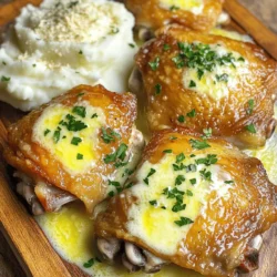 For this dish, you need 6 bone-in, skin-on chicken thighs. The skin helps keep the meat moist while cooking. Bone-in thighs add flavor and keep the meat juicy. You want 1/4 cup of unsalted butter, melted and 4 cloves of garlic, finely minced. The butter adds richness, while the garlic gives a strong, savory taste. Grab 1 cup of freshly grated Parmesan cheese and 1 teaspoon of mixed dried Italian herbs. The cheese adds a creamy texture. The herbs, like oregano, thyme, and basil, bring a fresh aroma and flavor. For seasoning, use 1 teaspoon of garlic powder, and add salt and freshly cracked pepper to taste. The garlic powder boosts the garlic flavor. Salt and pepper enhance all the other tastes. Don’t forget to garnish with fresh parsley, finely chopped for a pop of color and fresh taste! Start by drying the chicken thighs with paper towels. This helps the skin get crispy. Next, season both sides of the chicken well with salt and freshly cracked pepper. This adds great flavor and helps the seasoning stick. In a medium bowl, melt the unsalted butter. Add in the minced garlic, grated Parmesan cheese, dried Italian herbs, and garlic powder. Mix everything together until it is smooth. This mixture is what makes the chicken so tasty. Place the seasoned chicken thighs in your slow cooker. Make sure to lay them in one layer. Pour the garlic Parmesan mixture over the chicken. Use a spoon to spread it around so each thigh is coated well. Put the lid on the slow cooker. Cook the chicken on low for 6 hours or on high for 3 hours. It’s done when the chicken is fork-tender and reaches an internal temperature of 165°F (75°C). When the cooking is done, carefully lift the chicken from the slow cooker. Place it on a serving platter. Drizzle some of the cooking sauce over the chicken for extra flavor. To add a pop of color, sprinkle the chopped parsley on top of the chicken right before serving. This makes the dish look fresh and bright. To get that crispy skin on your chicken thighs, start by drying them well. Use paper towels to remove moisture. The dryer the skin, the better it will crisp up. After drying, season each thigh with salt and pepper. This step is key for flavor. You can also broil the chicken for a few minutes after cooking. This will give it a perfect golden finish. Want to make this dish even tastier? Try adding lemon zest to the garlic Parmesan mix. A bit of lemon juice can brighten the flavors too. You can also swap in fresh herbs for dried ones. Fresh thyme or rosemary adds a lovely taste. If you like heat, add a pinch of red pepper flakes to the blend. It adds a nice kick without being too spicy. When it comes to serving, let the chicken rest for a few minutes after cooking. This helps keep the juices in. Slice the thighs carefully and serve them on a platter. Drizzle the cooking sauce over the chicken for extra flavor. For sides, creamy mashed potatoes or roasted veggies pair well. A sprinkle of extra Parmesan on top makes it look great. Don’t forget to add fresh parsley for a pop of color! {{image_4}} You can switch up the chicken thighs for chicken breasts if you prefer. Chicken breasts cook faster, so adjust the time to about 4 hours on low. You can also use skinless chicken thighs for a lighter option. If you want a kick, add crushed red pepper flakes to the garlic Parmesan mixture. For a twist, try adding lemon zest for a fresh taste. If your slow cooker is smaller, use fewer chicken thighs. Four thighs can fit in a smaller cooker. If you have a bigger cooker, you can double the recipe. Just make sure to increase the butter and cheese as well. This way, every piece gets that rich flavor. For a dairy-free version, swap the Parmesan with nutritional yeast. This will give you a cheesy flavor without the dairy. To make it gluten-free, check all labels for hidden gluten. You can also use olive oil instead of butter for a heart-healthy option. These changes let everyone enjoy this tasty meal! To store leftover chicken thighs, place them in an airtight container. Make sure the chicken cools to room temperature first. Store the container in the fridge. Use the leftovers within three to four days for the best taste. When you reheat the chicken, do it gently. You can use the microwave or the oven. If using the microwave, heat it on medium power for short bursts. If using the oven, cover the chicken with foil and heat at 350°F (175°C) until warm. This keeps the chicken moist. If you want to freeze the chicken, wrap each thigh in plastic wrap. Then, place them in a freezer-safe bag or container. Remove as much air as possible. The chicken can last in the freezer for up to three months. Thaw it in the fridge before reheating. To cook chicken thighs in a slow cooker, set it to low for 6 hours. If you're in a hurry, you can cook them on high for about 3 hours. The meat will be tender and full of flavor. Yes, you can use chicken breasts. They will cook faster than thighs. Adjust the cooking time to about 4 hours on low or 2 hours on high. However, thighs are juicier and more flavorful. This dish goes great with many sides. Here are some tasty options: - Creamy mashed potatoes - Colorful roasted vegetables - Steamed green beans - Garlic bread These sides will balance the flavors and make a complete meal. The chicken is done when it is fork-tender and reaches an internal temperature of 165°F. Use a meat thermometer for accuracy. If it's tender and the juice runs clear, it’s ready to serve. Yes, you can prepare this dish in advance. Season the chicken and mix the sauce ahead of time. Store them in the fridge for up to a day. When you’re ready, just cook them in the slow cooker. This blog post outlined how to make tasty garlic Parmesan chicken. We went through the key ingredients, step-by-step instructions, and tips for great results. You learned how to store leftovers and answered common questions. In closing, this dish offers flavor and fun. Feel free to adapt it to fit your taste. Enjoy cooking and sharing this meal with others!