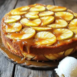- 4 medium apples (Granny Smith recommended) - 1 cup packed brown sugar - 1/2 cup unsalted butter (1 stick) - 1 teaspoon pure vanilla extract - 1/2 teaspoon ground cinnamon - 1 1/2 cups all-purpose flour - 1 teaspoon baking powder - 1/2 teaspoon baking soda - 1/4 teaspoon salt When I set out to make this caramel apple upside-down cake, I focus on fresh ingredients. The four medium apples, preferably Granny Smith, give the cake a tart flavor that balances the sweet caramel. Granny Smith apples hold their shape well during baking, making them a great choice. Next, I grab my brown sugar. I always use a full cup packed tight for that rich, deep flavor. It’s the star of the caramel base. Unsalted butter is a must, as it adds creaminess without extra salt. For a little extra flavor, I like to use vanilla extract and ground cinnamon. They are not essential but they add a warm touch to the cake. In the dry ingredients, I combine all-purpose flour, baking powder, baking soda, and salt. This mix creates a nice rise and light texture in the cake. Each ingredient plays a key role in making this dessert delicious and memorable. The balance of tart apples and sweet caramel makes every bite a treat! 1. Preheat your oven: Set the oven to 350°F (175°C) to get it ready for baking. 2. Grease the cake pan: Use butter to coat a 9-inch round cake pan. This helps the cake come out easily. 3. Make the caramel base: In a medium saucepan, melt the butter over medium heat. Once melted, stir in the brown sugar and vanilla extract. Mix until the sugar dissolves. Cook for about 2-3 minutes until smooth. 4. Arrange the apples: Pour the caramel sauce into the bottom of your cake pan. Layer the sliced apples on top in a circular pattern. Overlap them a bit for a pretty look. 1. Combine dry ingredients: In a mixing bowl, whisk together the flour, baking powder, baking soda, ground cinnamon, and salt. Make sure they are well mixed. 2. Cream butter and sugar: In a large bowl, beat the granulated sugar and remaining butter until light and fluffy. Use an electric mixer for this step. 3. Prepare the cake batter: Add the eggs one at a time, mixing well after each. Then, pour in the milk and mix until just combined. 4. Combine wet and dry ingredients: Gradually add the dry mix to the butter mixture. Stir gently until everything is just combined. Avoid overmixing to keep the cake light. 1. Pour batter: Carefully pour the cake batter over the apples and caramel in the pan. Smooth the top with a spatula for an even layer. 2. Bake: Place the cake in the oven for 40 to 45 minutes. Check with a toothpick to see if it's done. It should come out clean. 3. Cool the cake: Let the cake cool in the pan for about 10 to 15 minutes. Run a knife around the edges to loosen it. 4. Invert onto a plate: Carefully flip the cake onto a serving plate. Be cautious, as the caramel will be hot. To make smooth caramel sauce, start with a heavy saucepan. Heat the butter on medium heat until it melts. Then, add the brown sugar and vanilla extract. Stir well to combine. Keep cooking until the sugar dissolves, about 2-3 minutes. Make sure you don’t let it burn. To maintain the right temperature, watch closely. If it starts to bubble too much, lower the heat. Smooth caramel is key to a great cake. To check for doneness, use a toothpick. Insert it into the center of the cake. If it comes out clean, the cake is ready. If not, give it a few more minutes. Avoid common baking pitfalls by measuring ingredients accurately. Don’t overmix the batter, as this can make the cake tough. Use an oven thermometer to check your oven's true temperature. This ensures your cake bakes evenly. Pair your cake with a scoop of vanilla ice cream or a dollop of whipped cream. This adds creaminess that complements the cake's sweetness. For a stunning presentation, garnish with a sprinkle of cinnamon or a drizzle of caramel sauce. You can also serve it warm for a comforting treat. {{image_4}} You can make your caramel apple upside-down cake even more fun with flavor changes. Try using different types of apples. I love Granny Smith for that tart kick, but Honeycrisp or Fuji add a sweet twist. Mixing apples gives a nice depth in flavor. Adding nuts or dried fruits brings great texture to the cake. Chopped walnuts or pecans add crunch. You can also sprinkle in dried cranberries or raisins for a chewy surprise. Both options make each bite delightful. If you need gluten-free options, swap the all-purpose flour with a gluten-free blend. Many brands work well in baking and keep the cake light. Always check the blend you choose for best results. For a dairy-free version, use coconut oil instead of butter and almond milk in place of whole milk. These swaps keep the cake moist and add a new flavor layer. You can still enjoy the caramel with these changes. This cake shines in fall and during the holidays. Add warm spices like nutmeg or ginger to the batter. A pinch of these spices gives a cozy feel. You can also fold in pumpkin puree for a pumpkin twist. When autumn arrives, consider topping the cake with toasted pumpkin seeds. They add a crunchy finish and a festive touch to your dessert. This makes it perfect for gatherings or family dinners. To store leftovers, let the cake cool completely. Then, cover it tightly with plastic wrap. You can also place it in an airtight container. This helps keep the cake fresh for about 3 to 4 days in the refrigerator. If you want to avoid sogginess, wait until serving to add any toppings like whipped cream. For long-term storage, you can freeze the cake. First, cut it into slices if you want single servings. Wrap each slice in plastic wrap and then in aluminum foil. This prevents freezer burn. The cake can last up to 3 months in the freezer. When you're ready to enjoy it again, take out a slice and let it thaw in the fridge overnight. You can reheat the cake in the oven or microwave. For the oven, set it to 350°F (175°C) and warm the cake for about 10 minutes. This keeps the texture nice. If you use the microwave, heat the slice for about 20 to 30 seconds. Monitor it closely to avoid making it dry. Enjoy your warm cake with a scoop of ice cream for a delicious treat! How to make Caramel Apple Upside-Down Cake from scratch? To make this scrumptious cake, start by prepping your pan. Preheat your oven to 350°F. Grease a 9-inch round cake pan with butter. In a saucepan, melt butter, then stir in brown sugar and vanilla. Cook until smooth for your caramel base. Layer sliced apples in the pan over the caramel. Next, whisk flour, baking powder, baking soda, cinnamon, and salt in a bowl. In another bowl, cream butter and sugar, then add eggs and milk. Mix both bowls together gently. Pour the batter over the apples and caramel. Bake for 40 to 45 minutes until a toothpick comes out clean. Can I use a different type of pan? Yes, you can use a different pan! A square or rectangular pan works too. Just keep in mind that bake time might change slightly. Always grease the pan well to avoid sticking. How long does it take to bake? The cake bakes for 40 to 45 minutes. It’s best to check it around the 40-minute mark. Ovens can vary, so keep an eye on it. What’s the best way to prevent sticking? To prevent sticking, grease your pan well with butter. You can also line the bottom with parchment paper for extra protection. This ensures easy release after baking. Can I serve it warm or cold? You can enjoy this cake warm or cold. It’s delicious either way! Serve it warm with vanilla ice cream for a cozy treat. How long will it last in the fridge? In the fridge, the cake lasts about 3 to 4 days. Keep it covered to stay fresh. You can also freeze it for longer storage. This blog post covered the key ingredients and steps for making a Caramel Apple Upside-Down Cake. You learned about essential and optional ingredients, helpful tips, and storage methods. It’s easy to customize your cake with different apples or nut additions. Enjoy it with ice cream or cream for a perfect treat. Remember to check the baking times closely for the best results. Making this cake can be a fun project, perfect for any occasion. Now, it’s time to gather your ingredients and start baking!
