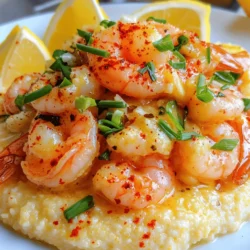 - 1 cup grits - 4 cups water or chicken broth - 1 lb shrimp, peeled and deveined - 4 tablespoons unsalted butter, divided - 4 cloves garlic, minced - 1/2 teaspoon red pepper flakes - 1/2 cup heavy cream - 1/2 cup shredded sharp cheddar cheese - 2 green onions, finely sliced - Salt and black pepper, to taste - Lemon wedges, for serving The start of this dish is in the grits. You need good quality grits to get a nice creamy base. I often use stone-ground grits. They add great texture. You also need fresh shrimp. Look for shrimp that are firm and pink. This gives the dish a sweet flavor. - Fresh parsley for a green touch - Extra red pepper flakes for heat - Hot sauce for a kick Adding garnishes can make your dish pop. Fresh parsley adds color and freshness. Red pepper flakes and hot sauce can boost flavor. You can adjust this to fit your taste. - Quinoa or polenta instead of grits - Olive oil instead of butter for a lighter option - Low-fat cream cheese if you want less fat If you don’t have shrimp, try chicken or tofu. These choices will work well with the same sauce. Don't be afraid to mix things up. Cooking should be fun and personal! To start, bring 4 cups of water or chicken broth to a boil in a medium pot. You can use broth for extra flavor. Once boiling, add 1 cup of grits slowly while stirring. This helps avoid lumps. Lower the heat to low and cover the pot. Let the grits simmer for 20-25 minutes. Stir them occasionally. You want them thick and creamy. After cooking, mix in 1/2 cup of heavy cream and 1/2 cup of shredded sharp cheddar cheese. Stir until creamy. Season with salt and black pepper to your taste. Keep the grits warm on low heat. Now, grab a large skillet. Melt 2 tablespoons of unsalted butter over medium heat. Once melted, add 4 cloves of minced garlic and 1/2 teaspoon of red pepper flakes. Sauté for about 1 minute. The garlic should smell great but not brown. Next, add 1 pound of peeled and deveined shrimp. Cook for 3-4 minutes. Stir gently until the shrimp become pink and opaque. Remove the skillet from heat. Stir in the remaining 2 tablespoons of butter until it melts into the shrimp. For serving, scoop a generous amount of creamy cheese grits onto each plate. Top with the shrimp and drizzle the garlic butter sauce over them. Garnish each plate with sliced green onions for color. Add lemon wedges on the side for a zesty kick. Enjoy this warm and comforting dish! To make creamy grits, use a good liquid. Chicken broth adds depth. Start with boiling water or broth, then slowly stir in the grits. This helps avoid lumps. Once mixed, lower the heat and cover the pot. Let the grits cook for 20-25 minutes. Stir occasionally to keep them smooth. Finally, mix in heavy cream and cheese for richness. Season with salt and pepper to taste. This step makes your grits truly shine. To boost flavor in your shrimp, use fresh garlic. Sauté it until fragrant, but don’t let it brown. Add red pepper flakes for a kick. This gives your shrimp a nice heat. When you add the shrimp, cook just until they turn pink. Overcooking makes shrimp tough. Finish with butter for a rich, glossy sauce. This simple method brings out the best in your shrimp. Want to save time? Use quick-cooking grits. They cut down cooking time to just 5-10 minutes. You can also prep ingredients ahead. Clean and chop shrimp and garlic in advance. Use frozen shrimp; they thaw quickly. Cook the grits while the shrimp cooks. This keeps everything moving fast. With these tips, you can enjoy a delicious meal without wasting time. {{image_4}} Want to turn up the heat? Add more red pepper flakes to the shrimp. You can also toss in a diced jalapeño for a fresh kick. This gives your dish a spicy twist while keeping the garlic butter flavor. Adjust the spices to your taste, and enjoy the extra warmth! If you prefer a vegetarian meal, swap shrimp for sautéed mushrooms or roasted vegetables. Use vegetable broth instead of chicken broth for the grits. You can also add some fresh herbs like thyme or basil for added flavor. This keeps the dish hearty and satisfying without meat. Sharp cheddar is classic, but you can try different cheeses. Gruyère adds a nutty taste, while pepper jack offers a spicy flair. For a creamy option, use cream cheese or mascarpone. Experiment with these choices to find your favorite flavor combo. Each cheese brings a unique twist to the dish. To store leftover garlic butter shrimp and grits, cool them down first. Place the shrimp and grits in separate airtight containers. This will keep the flavors fresh. Store them in the fridge for up to three days. Make sure to label the containers with the date. When you are ready to eat, reheat the grits in a saucepan over low heat. Add a splash of water or cream to keep them creamy. Stir often until heated through. For the shrimp, warm them in a skillet on medium heat. Add a bit of butter or oil to keep them moist. Heat for about three to five minutes, just until warm. You can freeze garlic butter shrimp and grits for longer storage. Place the cooled shrimp in a freezer-safe bag, removing as much air as possible. The grits can also go in a freezer bag. They will stay fresh for up to three months. When you want to eat them, thaw them overnight in the fridge before reheating. I recommend using large shrimp for this dish. Large shrimp hold up well during cooking. They also absorb the garlic butter flavor nicely. Fresh shrimp are the best choice, but frozen shrimp work too. If using frozen shrimp, thaw them in the fridge overnight for best results. Yes, you can prep parts of this recipe ahead of time. Cook the grits and shrimp separately. Store the grits in the fridge for up to two days. Reheat them on low heat, adding a splash of water or cream. You can cook the shrimp right before serving for best flavor. Making grits from scratch is simple and rewarding. Start with 1 cup of grits and 4 cups of water or chicken broth. Bring the liquid to a boil, then add the grits slowly while stirring. Reduce heat and let it simmer. Stir often for 20-25 minutes. Mix in heavy cream and cheese for creamy goodness. Season with salt and pepper to taste. Garlic butter shrimp and grits is a simple, tasty meal. We covered ingredients, steps, and tips. You learned how to cook grits and shrimp perfectly. We explored variations and storage options too. Use the tips to make your dish better and faster. Enjoy this meal with family or friends. It’s sure to impress! Try it out and adjust based on your taste. You’ll create a dish everyone will love. Happy cooking!
