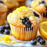 To make bakery-style lemon blueberry muffins, you need the following fresh ingredients: - 2 cups all-purpose flour - 1 cup granulated sugar - 1/2 teaspoon baking soda - 1 teaspoon baking powder - 1/2 teaspoon salt - 1/2 cup unsalted butter, melted and slightly cooled - 1 large egg, at room temperature - 1 cup buttermilk (or 1 cup milk mixed with 1 tablespoon lemon juice) - Zest of 1 lemon (about 1 tablespoon) - 2 tablespoons fresh lemon juice - 1 1/2 cups fresh blueberries (or frozen) - 1 tablespoon coarse sugar, for topping If you don’t have something on hand, here are some easy swaps: - Flour: You can use whole wheat flour for a heartier muffin. - Sugar: Brown sugar adds a richer flavor. - Butter: Coconut oil works well as a dairy-free option. - Buttermilk: Use plain yogurt or milk with a splash of vinegar as a substitute. - Blueberries: Dried blueberries or chopped strawberries can replace fresh blueberries. Using fresh ingredients is key for great flavor. Fresh blueberries burst with juice and sweetness. They make each muffin taste vibrant and fruity. Fresh lemons add zing and aroma, enhancing the lemon flavor. When you use fresh butter, it helps create a light and fluffy texture. This makes the muffins rise beautifully. Always choose the best ingredients you can find. Fresh ingredients lead to better taste and a more enjoyable baking experience. First, preheat your oven to 375°F (190°C). This will ensure your muffins bake evenly. Next, prepare a 12-cup muffin pan. You can use paper muffin liners or lightly grease each cup with cooking spray. This helps the muffins pop out easily after baking. In a large mixing bowl, sift together the dry ingredients. Combine 2 cups of all-purpose flour, 1 cup of granulated sugar, 1/2 teaspoon of baking soda, 1 teaspoon of baking powder, and 1/2 teaspoon of salt. Whisk these together until mixed well. In a separate bowl, melt 1/2 cup of unsalted butter and let it cool slightly. Then add 1 large egg, 1 cup of buttermilk, the zest of 1 lemon, and 2 tablespoons of fresh lemon juice. Whisk until smooth. Now, pour the wet mixture into the bowl with the dry ingredients. Use a spatula to fold them gently together. Stop mixing when you see some lumps. This helps keep the muffins light and fluffy. Next, gently fold in 1 1/2 cups of fresh blueberries. Be careful not to squish them. Spoon the batter into the muffin cups, filling them about three-quarters full. This gives the muffins space to rise nicely. Sprinkle a pinch of coarse sugar on top of each muffin for a crunchy finish. Bake the muffins in your preheated oven for 18-22 minutes. You know they’re done when they’re golden brown and a toothpick comes out clean. After baking, let the muffins cool in the pan for about 5 minutes. Then, transfer them to a wire rack to cool completely. Enjoy the delightful aroma as they cool! To get that soft, fluffy texture in your muffins, focus on the batter. Do not overmix when combining wet and dry ingredients. Mixing too much makes the muffins tough. Aim for a few lumps in the batter. This keeps them light and airy. You can also use buttermilk for added moisture and a slight tang. The lemon zest adds a zing that brightens each bite. One mistake is using cold ingredients. Always let your egg and buttermilk sit at room temperature first. This helps the batter blend better. Another error is overfilling the muffin cups. Fill them only three-quarters full to give muffins space to rise. Lastly, don’t skip the coarse sugar topping. It gives a lovely crunch and looks great! To keep your muffins fresh, let them cool completely. Then, place them in an airtight container. Store at room temperature for up to three days. If you want to keep them longer, freeze them. Wrap each muffin in plastic wrap and place them in a freezer bag. They can last up to three months in the freezer. To enjoy, just thaw at room temperature or warm them in the oven. {{image_4}} You can change your blueberry muffins in many fun ways. Try adding spices like cinnamon or nutmeg. Both add warmth and flavor. Another idea is to mix in different fruits. Chopped strawberries or raspberries work well. These fruits can brighten up your muffins and give them a unique taste. Want to make your lemon blueberry muffins even better? Consider adding nuts or chocolate. Chopped walnuts or almonds can add a nice crunch. If you love chocolate, try folding in mini chocolate chips. They melt and mix well with the fresh blueberries. This gives your muffins a sweet surprise in each bite. You can easily adapt these muffins for different diets. For gluten-free muffins, use a gluten-free flour blend. This allows everyone to enjoy them. If you prefer vegan options, swap the egg for a flax egg. Mix one tablespoon of ground flaxseed with three tablespoons of water. Let it sit for a few minutes until it thickens. You can also use plant-based milk in place of buttermilk. These simple changes keep the muffins tasty and friendly for all diets. Serve your muffins warm for the best taste. Warm muffins bring out the lemon and blueberry flavors. You can add a pat of butter on top for extra richness. If you like, drizzle some honey or maple syrup for a sweet touch. Pair your muffins with a refreshing drink. A cup of tea or coffee works great. For a fruity twist, enjoy them with lemonade or iced tea. You can also spread cream cheese or lemon curd for added flavor. Make your muffins shine at any event. Arrange them on a pretty platter. Add fresh blueberries and lemon slices around them for color. Use decorative muffin liners for a festive look. This simple touch makes your muffins feel special and inviting. Yes, you can use frozen blueberries. They work well in the muffins. Just fold them in gently. This keeps their shape and color. Frozen berries may add a little moisture. If so, bake the muffins a bit longer. The taste remains delicious! To store leftover muffins, keep them in an airtight container. This helps retain their moisture. You can also wrap them in plastic wrap. Place them at room temperature for up to three days. For longer storage, freeze them in a freezer bag. They stay fresh for up to three months. To reheat muffins, use your oven or microwave. For the oven, preheat it to 350°F (175°C). Place the muffins on a baking sheet for about 5-10 minutes. If using a microwave, heat for 10-15 seconds. This warms them without making them tough. Yes, you can make the batter ahead of time. Mix the dry and wet ingredients but don’t add blueberries yet. Cover the bowl and store it in the fridge for up to 24 hours. When ready to bake, just fold in the blueberries and bake. This saves time for busy mornings! We explored key ingredients, step-by-step baking, and helpful tips for making muffins. Using fresh ingredients and avoiding common mistakes can elevate your baking. Remember, you can always swap ingredients for dietary needs. Serve your muffins with tasty pairs and present them nicely to impress guests. With these insights, you're ready to bake delicious muffins every time. Enjoy the process, and happy baking!