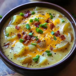 - 4 large russet potatoes, peeled and diced - 1 medium onion, finely chopped - 3 cloves garlic, minced - 4 cups vegetable broth - 1 cup heavy cream (or coconut milk for a dairy-free option) - 1 cup sharp cheddar cheese, shredded - 1 cup cooked bacon bits (or crispy chickpeas as a vegetarian alternative) - 1/2 cup sour cream (or Greek yogurt for a lighter touch) - 1 teaspoon dried thyme - Salt and freshly cracked black pepper to taste - Chopped green onions for garnish - Additional freshly ground black pepper for serving You can change some ingredients to fit your taste. If you need a dairy-free option, use coconut milk instead of heavy cream. Greek yogurt works great if you want a lighter sour cream. If you don&rsquo;t eat meat, swap bacon bits for crispy chickpeas. You can also use any cheese you like, but cheddar gives a nice sharp taste. Adding garnishes can take your soup up a notch. Chopped green onions add freshness and color. You can also sprinkle more cheese on top for extra creaminess. A dash of black pepper gives a hint of spice. If you want a crunchy touch, add croutons or fried onions. Start by peeling and dicing the russet potatoes into small pieces. Place them in the slow cooker. Next, chop the onion and mince the garlic. Add these to the slow cooker, spreading them over the potatoes. Sprinkle the dried thyme on top for flavor. Pour in the vegetable broth to cover the potatoes fully. Season with salt and freshly cracked black pepper to your taste. Cover the slow cooker with its lid. Set it to cook on low for 6 to 8 hours. If you are in a hurry, set it to high for about 4 hours. The potatoes should be tender and easy to mash when done. After cooking, use a potato masher or immersion blender to blend the soup. You can choose to make it chunky or smooth. Stir in the heavy cream or coconut milk. Add the shredded cheddar cheese and mix until melted. Taste the soup and adjust the seasoning as needed. Fold in the sour cream to add tanginess. Then, mix in the cooked bacon bits or crispy chickpeas. Cover the slow cooker again and let it cook on low for 30 more minutes. Finally, serve the soup in bowls, garnishing with chopped green onions and a dash of black pepper. To get the best texture for your loaded potato soup, choose the right potatoes. I recommend using russet potatoes. They become soft and creamy. When you cook them, make sure to dice them into even pieces. This helps them cook at the same rate. After cooking, you can use a potato masher. This gives you control over how chunky or smooth the soup is. For a creamier texture, try an immersion blender. Blend until you reach your desired smoothness. To boost the flavor of your soup, use fresh ingredients. Start with fresh garlic and onion. These add a great base flavor. Adding dried thyme gives a lovely herbal note. Don&rsquo;t forget to adjust the seasoning. Always taste your soup before serving. You may want to add more salt or pepper. For extra depth, consider adding a splash of Worcestershire sauce. It can add a savory kick that elevates the soup. For perfect results, use the right slow cooker settings. Cook the soup on low for 6 to 8 hours. This allows the flavors to meld. If you&rsquo;re short on time, cooking on high for 4 hours works too. Always check the potatoes for tenderness. They should be soft enough to mash easily. After blending, let the soup cook for an extra 30 minutes on low. This step helps all the flavors combine beautifully. {{image_4}} You can easily make this soup vegetarian or vegan. For a vegetarian version, skip the bacon bits and add crispy chickpeas instead. They give a nice crunch and flavor. For a vegan option, replace the heavy cream with coconut milk. It adds creaminess and a hint of sweetness. Use a vegan cheese substitute to keep the dish dairy-free. This way, everyone can enjoy a warm bowl of comfort. Cheese adds a rich flavor to the soup. While sharp cheddar is a classic choice, you can mix it up. Try using smoked gouda for a smoky taste. You can also use pepper jack for a spicy kick. If you want something lighter, go for mozzarella. Each cheese gives the soup a unique twist, so feel free to experiment until you find your favorite. Add-ins can take this soup to the next level. For a bit of heat, toss in some diced jalape&ntilde;os. If you love herbs, add fresh parsley or chives before serving. You can stir in some roasted garlic for deeper flavor. For a touch of acidity, a squeeze of lemon juice can brighten the dish. All these options let you customize your soup based on your mood and taste. Store your loaded potato soup in an airtight container. Let it cool to room temperature first. Then, place it in the fridge. It will last for about 3 to 4 days. If you want to keep it longer, consider freezing it. To reheat, pour the soup into a pot. Heat it over medium-low heat. Stir often to avoid sticking. You can also use the microwave. Place the soup in a microwave-safe bowl. Heat in short bursts, stirring in between, until warm. If you freeze the soup, use a sturdy freezer bag. Leave some space at the top for expansion. Label the bag with the date. The soup will stay good for about 2 to 3 months. When ready to eat, thaw it in the fridge overnight before reheating. Yes, you can make this soup ahead. Prepare it in the slow cooker and let it cool. Store it in an airtight container in the fridge for up to three days. When you're ready to eat, simply heat it on the stove or in the microwave. This soup tastes even better after sitting for a day! To make this soup gluten-free, use gluten-free vegetable broth. Most vegetable broths are naturally gluten-free, but always check the label. The other ingredients in the recipe are also gluten-free, so you don&rsquo;t need to make any other changes. This soup pairs well with many sides. You can serve it with crusty bread or a fresh salad. For a fun twist, try it with a grilled cheese sandwich. The options are endless, so feel free to get creative! This blog post covered everything needed to make loaded potato soup. We discussed ingredients, steps to cook, and tips to enhance flavor. You learned about variations and how to store leftovers safely. In closing, this soup is easy to make and perfect for any meal. Experiment with your favorite flavors and enjoy! A warm bowl of soup awaits you.