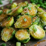 To make spicy honey garlic Brussels sprouts, you need a few simple items. Here’s what you will need: - 1 pound fresh Brussels sprouts, trimmed and halved - 3 tablespoons extra virgin olive oil - 4 cloves garlic, minced for a robust flavor - 1 tablespoon honey, preferably local for depth - 1 tablespoon sriracha, adjust according to your heat preference - 1 tablespoon soy sauce, for a savory umami touch - Sea salt and freshly ground black pepper, to taste - 1 teaspoon toasted sesame seeds, for a crunchy garnish - Chopped green onions, for a fresh finish These ingredients blend together to create a dish that is sweet, spicy, and full of flavor. Fresh Brussels sprouts make the base, while garlic adds a kick. Honey and sriracha bring balance, with soy sauce adding depth. The sesame seeds and green onions give a nice finish. This dish is not only delicious but also easy to prepare! Start by preheating your oven to 400°F (200°C). This step is crucial for crisping the Brussels sprouts. I recommend lining a large baking sheet with parchment paper. This makes cleanup easy and helps to prevent sticking. Take one pound of fresh Brussels sprouts. Trim the ends and cut them in half. Place the halved sprouts in a large mixing bowl. Drizzle three tablespoons of extra virgin olive oil over them. Toss gently until every sprout is coated. Next, season with sea salt and freshly ground black pepper. Use enough salt to enhance their natural flavor. In a small mixing bowl, add four cloves of minced garlic. Then, add one tablespoon of honey, one tablespoon of sriracha, and one tablespoon of soy sauce. Whisk these ingredients together until they form a smooth sauce. This mixture will bring a sweet and spicy kick to your dish. Now, pour the flavorful sauce over the Brussels sprouts. Toss everything thoroughly, making sure each piece is evenly coated. This step is key to getting that delicious flavor in every bite. Transfer the coated Brussels sprouts to the lined baking sheet. Spread them out in a single layer. This helps them roast evenly. Bake for 20-25 minutes, stirring halfway through. You want them to be crispy and caramelized, which adds great texture. Once your Brussels sprouts are roasted, take them out of the oven. Sprinkle with one teaspoon of toasted sesame seeds. Add chopped green onions for a fresh finish. These garnishes not only add flavor but also make the dish look beautiful. Your spicy honey garlic Brussels sprouts are ready! Enjoy them as a vibrant side dish or a tasty snack. The mix of sweet, spicy, and savory flavors will surely impress your family and friends. When picking Brussels sprouts, look for tight, bright green buds. They should feel firm and heavy in your hand. Avoid any that are yellow or have blemishes. Fresh Brussels sprouts taste better and have a nice crunch. To change the heat, simply alter the amount of sriracha. Start with a small amount if you're unsure. You can always add more later for spiciness. If you want a milder dish, replace sriracha with a sweet chili sauce. This keeps the flavor while reducing the heat. To roast Brussels sprouts evenly, spread them out on the baking sheet. Make sure they are not crowded. Stir them halfway through cooking. This helps each side get that lovely crispy texture. Store leftover Brussels sprouts in an airtight container. Keep them in the fridge for up to three days. If you want to freeze them, blanch them first. This keeps their color and taste better when you reheat them. {{image_4}} You can easily make this dish vegan. Just swap honey with maple syrup. Maple adds a nice sweet touch. It pairs well with the spicy and savory flavors. Use the same amount of maple syrup as honey. This change keeps the taste delicious without losing any charm. If you want more heat, try different sauces. You can use sambal oelek or chili garlic sauce. Both options give a nice kick. Adjust the amount based on your heat level. Start with one teaspoon, then taste and add more if desired. Your sprouts will still taste great! Brussels sprouts love company! You can mix in other veggies. Try adding sliced carrots or bell peppers. They cook nicely and add color. Broccoli florets also work well. Just chop them into small pieces. Toss them together with Brussels before roasting. This adds more flavor and nutrients to your dish. After cooking, let your spicy honey garlic Brussels sprouts cool. Place them in an airtight container and store them in the fridge. They will stay fresh for up to four days. To keep the sprouts crispy, avoid stacking them too high in the container. This way, they won’t get soggy. You can freeze leftover Brussels sprouts if you want to save them for later. First, let them cool completely. Then, spread them out on a baking sheet. Freeze them for about two hours until solid. After that, transfer them to a freezer-safe bag. They can last up to three months in the freezer. However, the texture may change once thawed. To reheat, preheat your oven to 350°F (175°C). Spread the Brussels sprouts on a baking sheet. Bake for about 10-15 minutes until heated through. This helps restore some crispiness. You can also microwave them, but they might lose their crunch. Avoid overcooking to keep them tasty! To tone down the heat, reduce the sriracha amount. You can start with a teaspoon. Try adding more honey to balance the spice. Another option is to add a splash of lemon juice. This adds freshness and brightens the dish. You can also mix in some roasted carrots or sweet potatoes for extra sweetness. Yes, you can use frozen Brussels sprouts. However, thaw them first. Pat them dry to remove excess moisture. This helps them roast better. Frozen sprouts may not get as crispy as fresh ones. If you choose frozen, bake them a bit longer. Keep an eye on them to ensure they cook through. Spicy honey garlic Brussels sprouts pair well with many dishes. They enhance roasted chicken or pork nicely. You can serve them with quinoa or rice for a healthy meal. They also complement grilled steak or fish. Try them with a creamy pasta dish for a nice contrast. You can store leftovers in an airtight container. They last up to three days in the fridge. When reheating, use the oven for best results. This helps keep them crispy. You can also microwave them, but they might get a bit soggy. Yes, you can prepare Brussels sprouts in advance. Trim and halve them a day before. Store them in the fridge in an airtight container. You can also make the sauce a day ahead. Just mix it and keep it stored separately. Combine them right before you bake for fresh flavor. This blog post showed you how to make tasty Spicy Honey Garlic Brussels Sprouts. We went over the simple ingredients and clear steps to prepare and roast them. I shared tips for selecting fresh sprouts and adjusting heat levels, plus variations you can try. Remember, these sprouts are great for meals and match well with many dishes. Enjoy experimenting with this recipe and make it your own. Happy cooking!