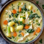 To make this soup, you need some key ingredients. Here’s what you will need: - 1 pound boneless, skinless chicken breast, diced into bite-sized pieces - 1 tablespoon olive oil - 1 medium onion, finely diced - 3 cloves garlic, minced - 2 medium carrots, peeled and diced - 2 celery stalks, diced - 4 cups low-sodium chicken broth - 1 teaspoon dried thyme - 1 teaspoon dried oregano - ½ teaspoon salt (adjust to taste) - ½ teaspoon freshly ground black pepper - 1 (16-ounce) package gnocchi (either fresh or frozen) - 1 cup heavy cream - 2 cups fresh baby spinach leaves Using low-sodium chicken broth keeps the soup light. You can adjust the salt to your taste. Dried thyme and oregano add warmth and depth to the soup's flavor. Don't skip the black pepper; it brings a nice kick. To elevate your soup, consider these garnishes: - Grated Parmesan cheese for serving - Fresh parsley, chopped for garnish You can also drizzle a bit of olive oil over the top for extra flavor. These simple touches make your dish feel special and restaurant-quality. Enjoy your cooking! Start by using the sauté function on your Instant Pot. Pour in the olive oil and let it heat up. Next, add the diced chicken breast. Cook the chicken for about 5 minutes. Stir it often until it turns lightly brown. Once it’s done, take the chicken out and set it aside on a plate. In the same pot, add the diced onion, minced garlic, carrots, and celery. Sauté these veggies for about 3 to 4 minutes. You want them to soften and smell great. This step builds a good base for your soup. Now, return the sautéed chicken back into the pot. Pour in the chicken broth and stir everything well. Add dried thyme, oregano, salt, and pepper. These seasonings add a burst of flavor. Close the lid of your Instant Pot. Make sure the steam valve is set to sealing. Set the pot to cook on manual high pressure for 4 minutes. This will cook the chicken and vegetables perfectly. Once the time is up, do a quick release by turning the valve to venting. Be careful when opening the lid, as steam will escape. Next, stir in the gnocchi and heavy cream. Switch the Instant Pot back to the sauté function. Cook for another 4 to 5 minutes. This step makes the gnocchi tender and the soup creamy. After that, add fresh baby spinach to the pot. Stir it in until it wilts down, which should take about 1 minute. Taste your soup and adjust the seasoning with more salt and pepper if needed. Serve the soup hot! Garnish with grated Parmesan cheese and chopped fresh parsley. This adds a lovely touch to your dish. Enjoy every warm and comforting bite! To get a creamy soup, add heavy cream at the right time. After cooking the chicken and veggies, stir in the cream just before serving. This keeps the cream smooth and prevents curdling. The gnocchi also add to the creaminess as they cook in the soup. For a thicker soup, let it simmer a bit longer on the sauté setting. One common mistake is overcooking the chicken. Cook it just until it’s no longer pink. If you cook it too long, the chicken can become dry. Another mistake is not adjusting the seasoning. Always taste the soup before serving. If it needs more flavor, add salt, pepper, or herbs. Lastly, don’t forget to stir in the spinach at the end. This keeps it bright and fresh. You can boost the flavor with extra ingredients. Try adding a splash of lemon juice for brightness. Fresh herbs like basil or thyme also make great additions. If you want some heat, add a pinch of red pepper flakes. For a heartier soup, toss in some diced potatoes or mushrooms. These simple tweaks can elevate your soup to new heights! {{image_4}} You can easily make this soup vegetarian or vegan. To do this, replace the chicken with tofu or chickpeas. Use vegetable broth instead of chicken broth. For a creamy touch, swap heavy cream with coconut milk or cashew cream. These changes keep the soup rich and comforting without meat. If you want to try different proteins, you have options. Turkey works well if you want a lean choice. Shrimp or scallops can add a seafood twist. You can also use cooked lentils for a plant-based option. Just remember to cook your protein separately and add it at the end. Gnocchi comes in many forms. You can use fresh or frozen gnocchi based on your preference. For a twist, try sweet potato gnocchi for extra flavor. Cauliflower gnocchi is a great low-carb choice too. Each type gives a unique texture and taste to the soup, so feel free to experiment! To store leftover Instant Pot creamy chicken gnocchi soup, let it cool first. Once it's cool, transfer the soup to airtight containers. Make sure to leave some space at the top of the container. This space helps it expand if you freeze it. Store the soup in the fridge for up to three days. If you want to save the soup for later, freezing is a great option. First, pour it into freezer-safe containers. Again, leave some room at the top. You can also use freezer bags, which save space. Freeze the soup for up to three months. When you are ready to eat it, simply thaw it overnight in the fridge. When it's time to heat up the soup, there are a few ways to do it. The best method is to use the stove. Pour the soup into a pot and heat it over medium heat. Stir it often to avoid sticking. You can also use the microwave. Place the soup in a microwave-safe bowl and heat it in short bursts. Stir in between to help it heat evenly. Always check the temperature before serving. Enjoy your creamy soup once again! Yes, you can use frozen chicken. Just add a few extra minutes to the cooking time. The Instant Pot cooks well from frozen. This makes meal prep easy and quick. Simply place frozen chicken pieces directly into the pot. It will be safe and delicious. To make more servings, increase all the ingredients. For example, use 2 pounds of chicken instead of 1 pound. Adjust the broth and cream in the same way. This will keep the soup creamy and rich. Remember to use a larger pot if needed. If you don't have an Instant Pot, you can make this soup on the stovetop. Start by sautéing the chicken and veggies in a large pot. Then, add the broth and cook for about 20 minutes. Finally, stir in the gnocchi and cream. Let it simmer until everything is tender. This blog post covered how to make Instant Pot creamy chicken gnocchi soup. We explored key ingredients, seasonings, and optional garnishes. You learned step-by-step instructions for cooking, achieving the right texture, and avoiding common mistakes. We discussed variations for vegetarians and different protein choices. Lastly, we shared tips for storage and reheating. I hope you feel ready to make this soup and impress your family!