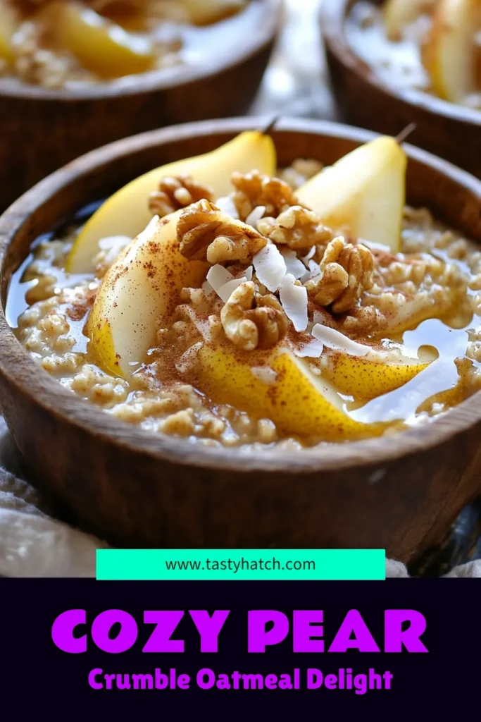Warm up your mornings with this delicious Cozy Spiced Pear Crumble Oatmeal that's bursting with flavor! Made with rolled oats, ripe pears, and spiced to perfection with cinnamon and nutmeg, this recipe is perfect for a comforting breakfast. Topped with toasted nuts and coconut flakes, it’s not just a meal; it’s a hug in a bowl. Click through to explore this delightful recipe and start your day off right!