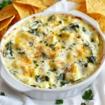 To make a tasty cheesy spinach artichoke dip, you need: - 1 cup frozen spinach, thawed and squeezed dry - 1 cup canned artichoke hearts, drained and chopped - 1 cup cream cheese, softened - 1/2 cup sour cream - 1/2 cup mayonnaise - 1 cup shredded mozzarella cheese - 1/2 cup grated Parmesan cheese - 2 cloves garlic, minced - 1 teaspoon fresh lemon juice - 1/2 teaspoon salt - 1/4 teaspoon black pepper - 1/4 teaspoon crushed red pepper flakes (optional) These ingredients create a smooth and creamy texture, bursting with flavor. If you want a little heat, add crushed red pepper flakes. Start with 1/4 teaspoon, and adjust to your taste. You can also try adding jalapeños for more spice. This will elevate the dip and surprise your guests. Serve this dip warm with: - Crispy tortilla chips - Toasted crusty bread - Fresh vegetable sticks like carrots and celery These choices add crunch and contrast to the creamy dip. Enjoy your dip with friends at gatherings or cozy nights in! {{ingredient_image_2}} First, set your oven to 375°F (190°C). This makes sure it is hot when you bake the dip. While the oven heats, grab a large mixing bowl. This bowl will hold all your tasty ingredients. In your mixing bowl, add 1 cup of softened cream cheese, 1/2 cup of sour cream, and 1/2 cup of mayonnaise. Use a handheld mixer or a spatula to mix these together. Blend until the mix is smooth and creamy. Make sure there are no lumps left. Next, take 1 cup of thawed and drained spinach and 1 cup of chopped artichoke hearts. Gently fold these into your creamy base. Use a spatula to mix them in evenly. This step is key for flavor balance. Now, add 1 cup of shredded mozzarella cheese and 1/2 cup of grated Parmesan cheese. Mix these together until they are fully combined. Then, stir in 2 cloves of minced garlic, 1 teaspoon of lemon juice, 1/2 teaspoon of salt, and 1/4 teaspoon of black pepper. If you like spice, sprinkle in 1/4 teaspoon of crushed red pepper flakes. Fold everything together until it is well blended. Transfer your cheesy spinach and artichoke mix into a medium-sized baking dish. Spread it out so it is even. Place the dish in your preheated oven. Bake for about 20-25 minutes. You’ll know it’s done when it bubbles and the top is golden brown. Once baked, take it out and let it cool for about 5 minutes. This helps avoid burns when you serve it. To thaw frozen spinach, you can use a few simple methods. The best way is to place it in the fridge overnight. This keeps it safe and ready for use. If you're short on time, you can also microwave it. Just place the spinach in a bowl, cover it, and heat for a minute. After thawing, squeeze out as much moisture as you can. Too much water can make your dip runny and less tasty. To get that smooth and creamy dip, blend your base well. Start with softened cream cheese. Use a mixer or spatula to ensure there are no lumps. Then, mix in the sour cream and mayonnaise. Blend these until they are fully combined. When adding spinach and artichokes, fold them in gently. This helps keep the texture light and fluffy. Garnishing your dip can make it look even more appealing. Try a sprinkle of paprika for a pop of color. Fresh parsley also adds a nice touch. Serve your dip warm with crispy tortilla chips or toasted bread. You can also use fresh vegetable sticks for a healthy option. These pair well with the creamy dip and make it even more enjoyable! Pro Tips Use Fresh Ingredients: Whenever possible, opt for fresh spinach and artichokes instead of frozen or canned for a brighter flavor and better texture. Mix Cheeses: Experiment with different cheese combinations such as adding cream cheese or a blend of cheddar for a unique twist on the classic dip. Adjust Spice Level: Customize the heat of your dip by adjusting the amount of crushed red pepper flakes based on your preference for spice. Serve with Variety: Provide a range of dippers such as pita chips, vegetable sticks, or sliced baguette to make your dip more appealing and versatile. {{image_4}} You can easily adapt this cheesy spinach artichoke dip for different diets. For a lighter version, swap cream cheese with Greek yogurt. This change cuts calories while keeping the dip creamy. If you’re lactose-free, use dairy-free cream cheese and cheese. These options still taste great while being gentle on your stomach. To boost flavor, try adding sun-dried tomatoes or chopped olives. These ingredients add a nice twist and rich flavor. You could also mix in some cooked bacon bits for a smoky touch. A sprinkle of smoked paprika gives the dip a unique depth. Experiment with herbs like dill or basil for freshness. Each addition can make your dip stand out. For a loaded dip, consider adding cooked chicken or crab meat. This makes the dip heartier and perfect for a meal. You can also layer some extra cheese on top before baking. This will create a delicious, cheesy crust. Serve it with a mix of chips and veggie sticks for a fun twist. Enjoy this dip at parties or cozy nights in! Store leftover cheesy spinach artichoke dip in an airtight container. Make sure it cools down first. Place it in the fridge if you plan to eat it within a few days. Use it within three to four days for the best taste. To reheat the dip, you can use an oven or microwave. If using the oven, preheat it to 350°F (175°C). Transfer the dip to a baking dish. Heat for about 15-20 minutes, or until warm. Stir it halfway to get even heat. If using a microwave, heat in short bursts of 30 seconds. Stir between bursts to avoid hot spots. You can freeze the dip for longer storage. First, place it in a freezer-safe container. Make sure to leave some space at the top for expansion. Seal the container tightly. It can last up to three months in the freezer. When ready to eat, thaw it overnight in the fridge before reheating. Yes, you can prepare the dip ahead of time. Mix all the ingredients and place them in a baking dish. Cover it tightly with plastic wrap or foil. Store it in the fridge for up to 24 hours. When you’re ready to bake, just take it out and let it sit for a few minutes. Then, bake as directed. This saves time and makes party prep easier! You have many tasty options for dippers. Here are some of my favorites: - Crispy tortilla chips - Toasted crusty bread slices - Fresh vegetable sticks (like carrots, celery, and bell peppers) - Pita chips - Crackers Each one adds a fun twist to the creamy dip. Try a few and see what you love best! Yes, fresh spinach works great. You will need about 3 cups of fresh spinach. Cook it in a pan until wilted, then squeeze out the extra moisture. This step is key to keep your dip creamy and not watery. Fresh spinach adds a vibrant color and taste that many people enjoy! Cheesy spinach artichoke dip is a delicious dish with many ways to enjoy it. We covered the key ingredients, easy steps to make it, and tips for the best taste. You learned how to store and reheat leftovers too. With some simple changes, you can make it your own. Remember, whether spicy or creamy, this dip is a crowd-pleaser. Now, you can impress friends and family with your new skills!