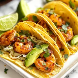 To make these tasty Chipotle Lime Shrimp Tacos, you need a few key ingredients. Here&rsquo;s the list: - 1 pound large shrimp, peeled and deveined - 2 tablespoons olive oil - 2 tablespoons chipotle pepper in adobo sauce, finely minced - 2 tablespoons fresh lime juice (about 1 lime) - 1 teaspoon garlic powder - 1 teaspoon ground cumin - 1 teaspoon smoked paprika - Salt and freshly ground black pepper to taste - 8 small corn tortillas - 1 cup shredded cabbage (choose between green or purple for added color) - 1 ripe avocado, sliced into wedges - Fresh cilantro, roughly chopped (for garnish) - Lime wedges (for serving) Each ingredient plays a big role in the flavor. The shrimp offers a sweet taste, while the chipotle adds heat and smokiness. Lime juice brightens the dish, making every bite fresh and zesty. Using fresh cilantro adds a nice herbal note. You can choose between green or purple cabbage for color. The corn tortillas provide a soft base that holds everything together. When you gather these ingredients, think about quality. Fresh shrimp and ripe avocados make a big difference. Enjoy the process of cooking with these vibrant and flavorful components! {{ingredient_image_2}} First, grab a medium bowl. In it, whisk together the minced chipotle pepper, olive oil, fresh lime juice, garlic powder, ground cumin, and smoked paprika. This mix will create a zesty marinade. After whisking, season it with salt and pepper to taste. Next, take your peeled and deveined shrimp. Coat each shrimp well with the marinade. Let the shrimp sit at room temperature for 15 to 20 minutes. This soaking time helps the shrimp soak up all the tasty flavors. Now it's time to cook! Heat a non-stick skillet over medium-high heat. Once hot, add the marinated shrimp in a single layer. Cook them for 2 to 3 minutes on each side. Look for the shrimp to turn pink and opaque. If you have many shrimp, cook them in batches to keep them from steaming. While the shrimp cooks, take another skillet to warm your corn tortillas. Place them in the skillet over medium heat. Warm each tortilla for about 30 seconds on each side. Keep them covered with a clean cloth to stay warm and soft. It's taco time! Take a warm tortilla and place a handful of shredded cabbage in the middle. Next, add a good portion of the cooked chipotle lime shrimp on top. Top it off with avocado slices and a sprinkle of fresh cilantro. Enjoy your tasty creation! Marinating shrimp is key for great taste. Letting them sit for at least 15-20 minutes allows the shrimp to soak up the chipotle lime goodness. Use fresh ingredients when possible. Fresh lime juice brightens the dish, while fresh shrimp gives the best texture and flavor. To avoid overcooking, cook shrimp just until they turn pink and opaque. This usually takes 2-3 minutes per side. A non-stick skillet works best for even cooking. If you're cooking a lot of shrimp, do it in batches. This keeps them from steaming and helps keep them juicy. Plating your tacos nicely makes them more inviting. Start with a warm tortilla and layer shredded cabbage in the center. Then, add shrimp and avocado. Finish with a sprinkle of chopped cilantro for color. Serve with lime wedges for an extra zing, making each bite even more delightful. Pro Tips Marinate for Maximum Flavor: Allow the shrimp to marinate for at least 20 minutes to fully absorb the chipotle and lime flavors. For an even deeper flavor, you can marinate them in the refrigerator for up to an hour. Perfectly Cooked Shrimp: To ensure perfectly cooked shrimp, watch for them to turn pink and opaque. Overcooking can lead to a tough texture, so keep an eye on them while cooking. Warm Tortillas: Warming your corn tortillas is essential for a great taco experience. It makes them pliable and enhances their flavor. Consider wrapping them in a clean towel to keep them warm while you prepare the rest of the filling. Fresh Garnishes: Don&rsquo;t skip the garnishes! Fresh cilantro and lime wedges not only add vibrant colors but also enhance the flavor profile of the tacos, making them more delicious. {{image_4}} You can swap shrimp for chicken or tofu. Both options work well in this recipe. For chicken, use bite-sized pieces and marinate the same way. Cook until the chicken is no longer pink. If you use tofu, press it to remove excess water. Cut it into cubes, then marinate like shrimp. Cook until it&rsquo;s golden brown on all sides. If you love spice, add more chipotle or hot sauce. You can also mix in diced jalape&ntilde;os for extra heat. Just be careful! Start with a small amount and taste it. Adjust to your liking. This adds depth and makes the dish even more exciting. To make this dish gluten-free, use corn tortillas. They are naturally gluten-free and perfect for tacos. If you want vegan tacos, replace the shrimp with mushrooms or jackfruit. Both give a nice texture and soak up flavors well. Just follow the same cooking method for a tasty vegan option. To keep your shrimp and tortillas fresh, use good storage practices. First, let the shrimp cool down. Place them in an airtight container. For the corn tortillas, stack them and wrap them in foil or plastic wrap. This helps keep them soft. Store both in the fridge. Enjoy leftovers within three days for the best taste. When reheating shrimp, be careful. You don&rsquo;t want to overcook them. Use a skillet for the best results. Heat the skillet on low and add a splash of water. Add the shrimp and cover for a few minutes. If you use a microwave, put shrimp in a bowl. Cover it with a damp paper towel. Heat in short bursts, checking often. You can freeze cooked shrimp, but it is best to do it right. Place the shrimp in a freezer-safe bag. Squeeze out all the air before sealing. Store tortillas and filling separately. This way, the tortillas stay soft when you thaw them. Use frozen shrimp within three months for the best flavor. For tacos, I recommend using large shrimp. Large shrimp are easier to handle and cook well. Look for shrimp that are fresh, firm, and smell like the sea. If you can, choose shrimp that are wild-caught. They usually have better flavor than farmed shrimp. A size of 16-20 shrimp per pound works best. This size gives you the perfect bite in every taco. Yes, you can use frozen shrimp! Just make sure to thaw them properly. The best way is to place them in the fridge overnight. If you need them fast, run cold water over them in a bowl. Avoid warm water, as it can cook the shrimp. Once thawed, pat them dry before marinating. This helps the marinade stick better. You can store Chipotle Lime Shrimp Tacos for up to two days in the fridge. Place them in an airtight container to keep them fresh. If you have leftover shrimp or tortillas, store them separately. This keeps the tortillas from getting soggy. Always check for any off smells or changes before eating. For a complete meal, serve your shrimp tacos with a side salad. A simple green salad with lime dressing works well. You can also serve them with rice or beans for extra carbs. Another great option is chips with salsa or guacamole. This adds crunch and flavor to your meal! In this post, we explored how to make Chipotle Lime Shrimp Tacos. We covered every step, from preparing the marinade to cooking the shrimp. You learned tips for great flavor and ways to add your own twist. Storing leftovers and reheating them correctly helps you enjoy these tacos later. Remember, fresh ingredients and careful cooking make a big difference. Try these tacos today and enjoy a delicious, vibrant meal that&rsquo;s easy to share. You&rsquo;ll impress everyone at the table!