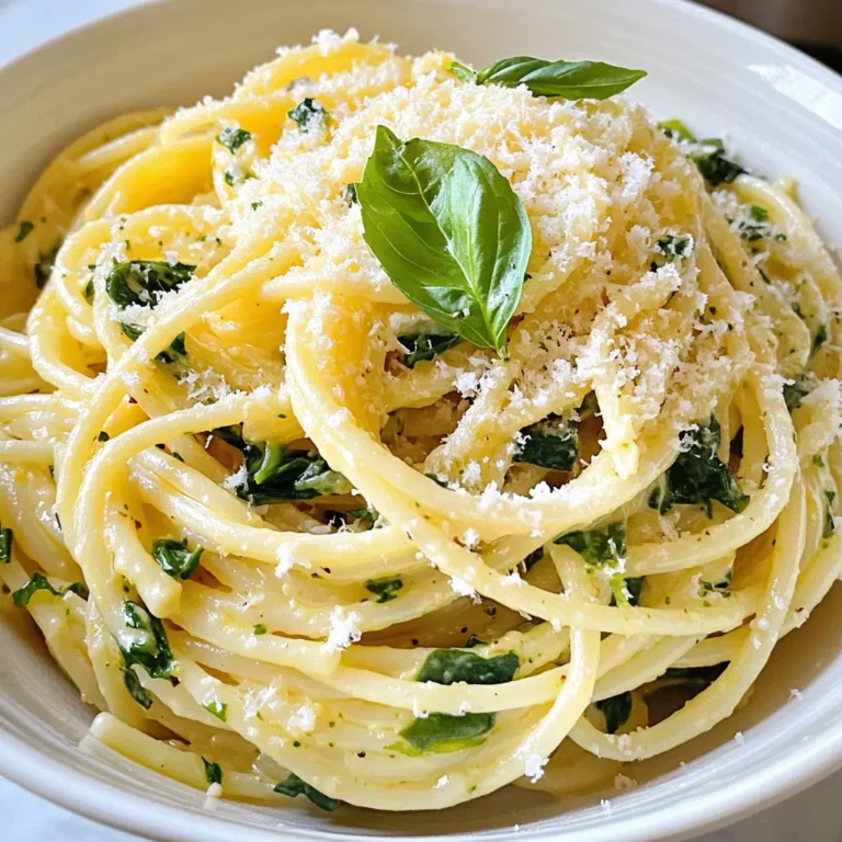- 1 head of garlic - 12 oz (340g) spaghetti or fettuccine - 1 cup heavy cream - 1/2 cup freshly grated Parmesan cheese - 2 tablespoons extra virgin olive oil - 1 cup fresh spinach, roughly chopped - Salt and freshly cracked black pepper to taste - 1/4 teaspoon red pepper flakes (optional) - Fresh basil leaves for garnish Each ingredient plays a big role in flavor. The garlic gives a sweet, rich taste. The cream makes the sauce smooth and thick. Parmesan adds a salty, nutty kick. I love using fresh spinach for color and nutrition. - Lemon zest for brightness - Grated nutmeg for a warm spice - Sautéed mushrooms or sun-dried tomatoes - Cooked chicken or shrimp for protein These extras can take your pasta to new levels. Lemon zest brightens the dish, while nutmeg adds warmth. You can boost the flavor with mushrooms or tomatoes. Adding protein makes the dish more filling and hearty. - Large pot for boiling pasta - Skillet for the sauce - Aluminum foil for roasting garlic - Colander for draining pasta - Fork for mashing garlic - Measuring cups and spoons Having the right tools makes cooking easier. A large pot helps cook pasta evenly. A good skillet is key for making the sauce. Don’t forget a colander to drain the pasta well. These simple tools will make your cooking fun and smooth. {{ingredient_image_2}} Start by preheating your oven to 400°F (200°C). This heat makes garlic sweet and soft. Next, take one head of garlic and slice off the top. This exposes the cloves for roasting. Drizzle a bit of olive oil over the cloves. Then, wrap the garlic tightly in aluminum foil. Place it in the oven for 30-35 minutes. You want the cloves to be soft and golden. While the garlic roasts, bring a large pot of salted water to a boil. When it boils, add 12 oz of spaghetti or fettuccine. Cook it until al dente, which takes about 8-10 minutes. Before draining, save 1/2 cup of the pasta water. Pour the pasta into a colander to drain. In a large skillet, heat 2 tablespoons of extra virgin olive oil over medium heat. Squeeze the roasted garlic cloves into the skillet. Use a fork to mash the garlic into a smooth paste. Pour in 1 cup of heavy cream and stir it well. Cook for about 2-3 minutes until warmed. Gradually add 1/2 cup of freshly grated Parmesan cheese. Stir until it melts and the sauce is creamy. If the sauce is too thick, use the reserved pasta water to reach your desired consistency. Toss in 1 cup of roughly chopped spinach and red pepper flakes if you like spice. Cook for a few minutes until the spinach wilts. Finally, add the drained pasta to the sauce. Toss it gently to coat every strand. Season with salt and freshly cracked black pepper to taste. To get the best roasted garlic, choose a firm head. Slice the top off to expose the cloves. Drizzle olive oil over the top, then wrap it tightly in foil. Roast it at 400°F for 30-35 minutes. The garlic should turn soft and golden. Let it cool a bit before using. This method brings out the sweet, rich flavor. For perfect pasta, use salted water. Bring a large pot to a rolling boil. Add the spaghetti or fettuccine and stir. Cook until it's al dente, typically 8-10 minutes. Remember to save some pasta water before draining. This water helps adjust the sauce later. Perfectly cooked pasta holds onto the sauce well. You can adjust the sauce to fit your taste. Add more cheese for a richer flavor. If you want heat, mix in red pepper flakes. For a green twist, add other veggies like peas. Herbs like thyme or oregano can add extra depth. Try mixing in lemon zest for a fresh kick. Get creative! Your sauce can reflect your own flavor love. Pro Tips Use Fresh Garlic: For the best flavor, always use fresh garlic for roasting. Pre-peeled or jarred garlic lacks the sweetness and depth that freshly roasted cloves provide. Reserve Pasta Water: Always remember to save some pasta water before draining. This starchy water is perfect for adjusting the consistency of your sauce and helping it cling to the pasta. Experiment with Cheese: While Parmesan is traditional, feel free to mix in other cheeses like Pecorino Romano or even a bit of goat cheese for a different flavor profile. Customize the Greens: If spinach isn't your favorite, try using other greens like kale or arugula. They add a unique flavor and nutritional boost to the dish. {{image_4}} You can switch up the pasta type for this dish. Try penne, rigatoni, or even whole wheat pasta. Each choice gives a unique bite and texture. If you want a lighter option, use zucchini noodles or spaghetti squash. These alternatives keep the meal healthy while still being tasty. If you want to keep it vegetarian, this recipe is already mostly there! Use vegetable broth instead of chicken broth if you choose to add some. You can replace the cheese with a vegan option too. Nutritional yeast can give a cheesy flavor without dairy. Add extra veggies like mushrooms or bell peppers for added nutrients. For a heartier meal, you can add proteins. Grilled chicken, shrimp, or sautéed tofu work great. Cook them separately and mix them in before serving. You can also include seasonal veggies like asparagus or peas. They add color and crunch to your creamy roasted garlic pasta. To keep creamy roasted garlic pasta fresh, store it in an airtight container. Let the pasta cool to room temperature before sealing. Place the container in the fridge. It will stay good for up to three days. When you're ready to enjoy your leftovers, reheat them gently. You can use a microwave or a skillet. If using a microwave, heat in short bursts. Stir in between to avoid hot spots. If using a skillet, add a splash of water or cream to keep the pasta moist. Heat over low heat, stirring often. You can freeze creamy roasted garlic pasta for later. First, let it cool completely. Then, place it in a freezer-safe container or bag. Be sure to remove as much air as possible. It will last up to three months in the freezer. When ready to eat, thaw it overnight in the fridge before reheating. Yes, you can make creamy roasted garlic pasta ahead of time. Cook the pasta and sauce separately. Store them in airtight containers in the fridge. When you're ready to eat, just reheat them together. This helps the flavors meld nicely. If you want a lighter option, use half-and-half instead of heavy cream. For a dairy-free choice, try coconut cream or cashew cream. Both options still give a rich texture. You can also use a mix of milk and cornstarch for thickness. To make this dish gluten-free, swap regular pasta for gluten-free pasta. There are many options available, like rice or quinoa pasta. Check the package for cooking times. This way, you can still enjoy creamy roasted garlic pasta without gluten! In this post, we covered how to make creamy roasted garlic pasta. We discussed key ingredients, suggested tools, and step-by-step cooking instructions. You learned tips for perfect garlic and pasta texture, plus how to customize your dish. We explored variations and shared storage tips for leftovers. Remember, this dish can be tailored to fit your taste. Experiment with ingredients to find your favorite version. Enjoy making this easy and tasty meal!