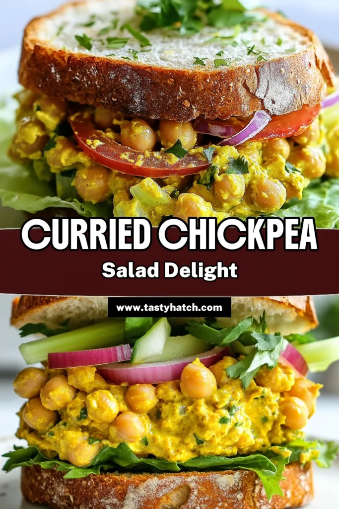 Discover the deliciousness of curried chickpea salad sandwiches&mdash;a must-try for fans of healthy chickpea salad and vegan sandwich recipes! Bursting with flavor from curry powder and wholesome ingredients, this whole grain chickpea sandwich is easy to make and perfect for lunch. Enjoy a nutritious meal in just 15 minutes! Save this recipe and elevate your meal prep today! #CurriedChickpeaSalad #HealthyChickpeaSalad #VeganSandwichRecipes #CurryPowderSalad