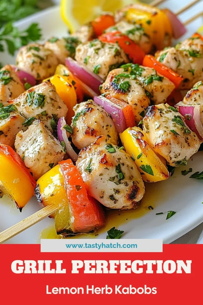 Looking for a delicious way to spice up your summer grilling? Try these Lemon Herb Chicken Kabobs! This easy recipe features tender chicken skewers marinated in a zesty blend of lemon, garlic, and herbs. Perfect for healthy kabob recipes, these grilled chicken recipes are a hit at any barbecue. Make this simple dish for your next gathering and watch them disappear! Save this recipe for quick access! #ChickenKabobs #GrilledChicken #SummerGrilling #HealthyRecipes