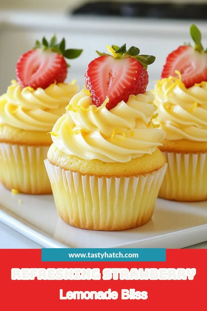 Indulge in these Strawberry Lemonade Cupcakes, the perfect blend of sweet and tangy! This Lemon Strawberry Cupcake Recipe features fresh strawberry puree and zesty lemon for a refreshing treat. Top them with our Strawberry Lemon Cupcake Frosting for an easy strawberry lemonade dessert that everyone will love. Perfect for any occasion! Save this recipe for a delicious bake today! #StrawberryLemonadeCupcakes #EasyDessert #CupcakeRecipe #BakingFun