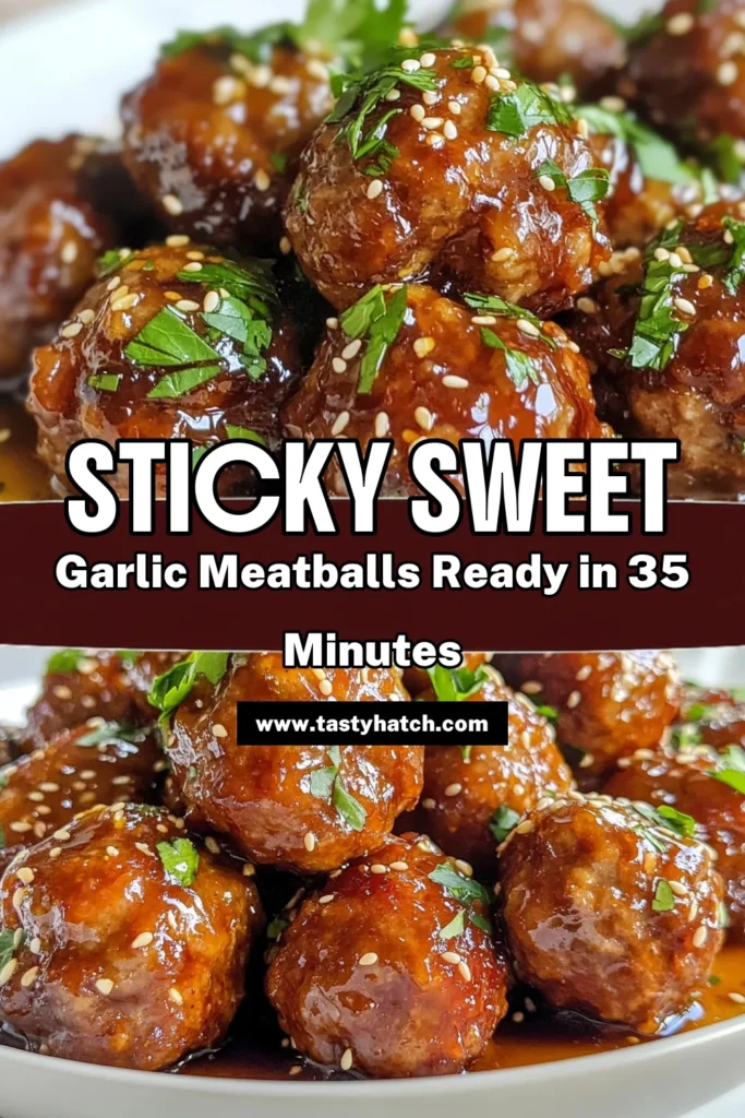Savor the deliciousness of Sticky Honey Garlic Meatballs with this easy meatball recipe! These ground beef meatball recipes are perfect for any occasion. Coated in a homemade honey garlic sauce for meatballs, they're a crowd-pleaser. Baked meatballs with honey glaze make a delightful appetizer or main dish. Try this recipe today and elevate your dinner game! Don't forget to save for later! #StickyHoneyGarlicMeatballs #EasyMeatballRecipe #HoneyGarlicSauce #BakedMeatballs