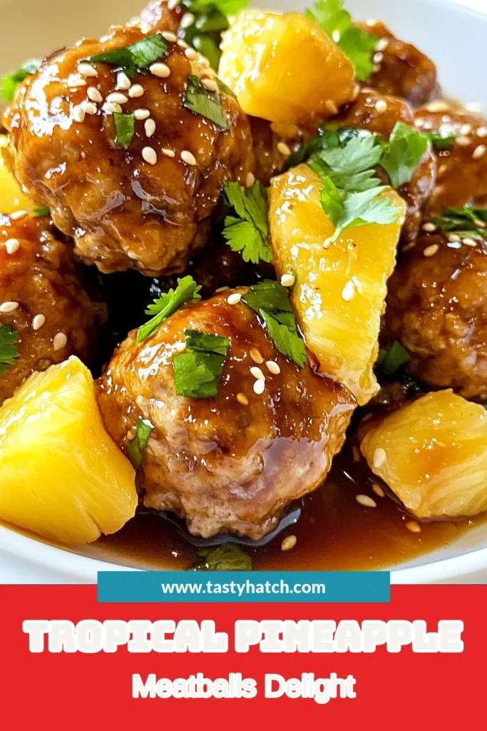 Discover a delicious Tropical Teriyaki Meatballs recipe that combines ground chicken meatballs with the sweetness of pineapple. This easy pineapple meatball recipe includes a simple teriyaki sauce made with fresh ingredients, making these Asian-inspired meatballs a perfect dinner treat. Try these flavorful meatballs for a tropical twist at your table. Save this recipe for later and impress your family! #TropicalTeriyakiMeatballs #PineappleMeatballRecipe #GroundChickenMeatballs #EasyTeriyakiSauce