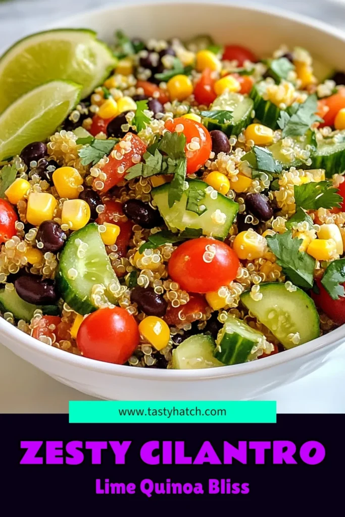 Discover the vibrant flavors of this Cilantro Lime Quinoa Salad, the perfect healthy quinoa salad recipe for any meal. Packed with nutritious ingredients like black beans, fresh cilantro, and crunchy veggies, this vegetarian quinoa salad is both delicious and filling. It's a delightful quinoa salad with black beans that everyone will love. Try it today and enjoy a fresh cilantro salad that's easy to make and perfect for meal prep. Save this recipe for later! #HealthyEating #QuinoaSalad #VegetarianRecipes #MealPrepIdeas