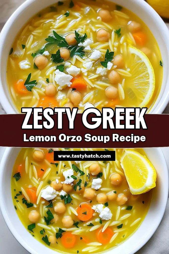 Savor the comforting flavors of Greek Lemon Orzo Soup with this easy recipe! Packed with fresh ingredients like carrots, chickpeas, and a zesty kick of lemon, this soup is perfect for any occasion. In just 30 minutes, you'll have a delicious bowl ready to warm your soul. Click through to explore the full recipe and enjoy a taste of Greece at home! #GreekSoup #OrzoRecipes #ComfortFood #HealthyEating