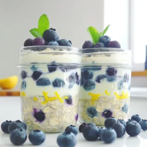 - 1 cup rolled oats - 1 cup almond milk (or any milk of your choice) - 1/2 cup plain Greek yogurt - 1/2 cup fresh blueberries (plus extra for topping) - 1 tablespoon honey (or maple syrup, for a vegan option) - Zest of 1 lemon - 1 tablespoon freshly squeezed lemon juice - 1/2 teaspoon pure vanilla extract - Pinch of salt You can swap rolled oats for quick oats if you prefer. Just note that quick oats soak up liquid faster. Almond milk is flexible; use any milk you like, such as cow's milk or oat milk. If you want a vegan option, replace Greek yogurt with coconut yogurt. Maple syrup can replace honey for a sweet touch. Adjust the lemon juice and zest to taste if you like a stronger lemon flavor. - Rolled oats: High in fiber, they help keep you full and support digestion. - Almond milk: Low in calories and dairy-free, it’s great for lactose intolerant folks. - Greek yogurt: Packed with protein, it helps with muscle repair and keeps you satisfied. - Fresh blueberries: Rich in antioxidants, they support heart health and lower inflammation. - Honey: A natural sweetener, it offers quick energy and has antibacterial properties. - Lemon zest and juice: They add vitamin C, boost your immune system, and add a bright flavor. - Vanilla extract: It enhances taste and has calming effects. - Salt: A pinch helps balance flavors and brings out the sweetness in other ingredients. These ingredients work together to make a tasty and healthy breakfast that fuels your day! Start by gathering your rolled oats, almond milk, Greek yogurt, and honey. In a bowl or jar, mix these ingredients. Stir gently to blend them well. This forms the base of your overnight oats. The oats will soak up the liquid, becoming soft and creamy overnight. Next, add the fresh blueberries, lemon zest, lemon juice, vanilla extract, and a pinch of salt. Gently fold these items into the oat mixture. This step brings bright flavors to your dish. The blueberries give sweetness, while the lemon adds a fresh zing. Cover the bowl with a lid or wrap the jar with plastic. Place it in the fridge overnight, or at least for 4 hours. This time allows the oats to absorb the flavors and liquid. You’ll wake up to a tasty breakfast ready to eat. When morning arrives, take the oats out of the fridge. Give the mixture a good stir to combine everything again. If it seems too thick, add a splash of almond milk. This will help reach your desired texture for a creamy breakfast. Spoon your overnight oats into bowls or jars for serving. Add extra fresh blueberries on top for color. A light sprinkle of lemon zest gives a lovely finish. Enjoy this healthy breakfast that is both delicious and refreshing! To get the right texture, start with rolled oats. They soak up the milk well. If your oats feel too thick in the morning, add a splash of almond milk. Stir until smooth. This makes every bite creamy and enjoyable. You can add fun flavors to your oats. Try seeds like chia or flax for added nutrition. Nuts like almonds or walnuts give a nice crunch. For a sweeter taste, add more honey or maple syrup. Experiment until you find what you love! Make your oats look great for serving. Use clear jars to show off the layers. Add extra blueberries on top for color. A sprinkle of lemon zest brightens the dish. You can even add fresh mint leaves for a pop of green. This not only looks good but tastes fresh too! {{image_4}} To make this recipe vegan, swap the Greek yogurt for a plant-based yogurt. Coconut yogurt works well. Use maple syrup instead of honey for sweetness. This keeps the oats creamy and delicious. You can enjoy all the great flavors while staying vegan. Feel free to mix in other fruits. Strawberries, raspberries, or bananas can add a fun twist. You can also try using frozen fruit. Just remember to let it thaw a bit before mixing. The fruity options add new tastes and colors to your breakfast. If you want to cut calories, use unsweetened almond milk. You can skip the honey or use a sugar substitute. Reducing the yogurt amount also helps lower calories. These small changes keep the dish light while still tasting great. Blueberry lemon overnight oats need to be stored in the fridge. Use a jar or a bowl with a lid. This keeps them fresh and tasty. Make sure to seal it tightly. You can enjoy your oats for breakfast or a snack. You can freeze blueberry lemon overnight oats if you want to save some for later. Just put them in a freezer-safe container. Leave some space at the top, as they will expand when frozen. When you're ready to eat, let them thaw overnight in the fridge. In the fridge, blueberry lemon overnight oats last about 3 to 5 days. If you freeze them, they can last up to 3 months. Always check for any off smells or changes in texture before eating. Enjoying them fresh is always best! Yes, you can use quick oats if you want. Quick oats cook faster and absorb liquid quickly. This makes the texture softer. However, rolled oats give a chewier bite and better flavor. I prefer rolled oats for a heartier breakfast. To make gluten-free blueberry lemon overnight oats, just use certified gluten-free oats. Most oats are naturally gluten-free. However, some may be processed in facilities with gluten. Check the label to be sure. Absolutely! You can make a batch for the whole week. Just store them in jars with tight lids. They will last in the fridge for up to five days. This makes breakfast super easy on busy mornings. If you don’t have Greek yogurt, you can use regular yogurt or dairy-free yogurt. For a dairy-free option, try coconut yogurt or almond yogurt. They add a nice flavor and keep the oats creamy. Yes, overnight oats are safe to eat for up to five days. Just make sure to store them in a sealed container in the fridge. If you see any signs of spoilage, like a funny smell or mold, it's best to toss them out. Enjoy your oats while they're fresh! In this post, we explored the key ingredients for delicious overnight oats. We covered step-by-step instructions to make them perfect. I shared handy tips to improve taste and presentation. You also learned about healthy variations and how to store your oats. Overnight oats are simple and flexible. You can easily tailor them to your taste. Enjoy the benefits of a wholesome meal that fits your busy life. Start making your own today!