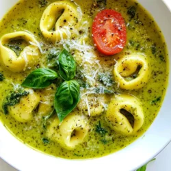 - 1 tablespoon olive oil - 1 medium onion, finely diced - 3 garlic cloves, minced - 4 cups vegetable broth To start, olive oil adds richness to the soup. I prefer using high-quality olive oil for a deeper flavor. The onion and garlic bring a sweet and savory base that makes every bite tasty. Saut&eacute; the onion until it&rsquo;s soft and translucent. This step creates a lovely aroma. After that, the minced garlic adds an extra layer of flavor. Add it only after the onion is ready, so it doesn't burn. Next, pour in vegetable broth. This broth serves as the soup's main liquid, providing a rich taste. - 1 (10 oz) package cheese tortellini - 1 cup heavy cream - 1/2 cup pesto (store-bought or freshly made) - 1 cup baby spinach, washed and drained - 1/2 cup cherry tomatoes, halved Now, let&rsquo;s talk about the heart of the soup: cheese tortellini. They cook quickly and add a fun texture. The heavy cream gives the soup its creamy richness. When you stir in the pesto, it adds a fresh, herby taste. For greens, add baby spinach and cherry tomatoes. The spinach wilts nicely, while the tomatoes burst with flavor. This mix of ingredients makes the soup feel comforting and hearty. - Grated Parmesan cheese - Fresh basil leaves For a finishing touch, sprinkle grated Parmesan cheese on top. It adds a salty, nutty flavor that enhances the soup. Fresh basil leaves make a beautiful garnish. They provide a pop of color and a bright taste. You can also drizzle a bit more pesto on top for added flair. These toppings elevate the dish and offer a delightful contrast to the creamy soup. {{ingredient_image_2}} To start, I heat one tablespoon of olive oil in a large pot over medium heat. When the oil is hot, I add one finely diced medium onion. I saut&eacute; the onion for about five minutes. I want it to become soft and a bit clear. Next, I stir in three minced garlic cloves. I cook the garlic for one more minute until it smells great. Once the garlic is fragrant, I pour in four cups of vegetable broth. I bring this mixture to a boil. It's important to watch for the bubbles! When the broth is boiling, I add one package of cheese tortellini. This usually cooks in about three to five minutes. I look for the tortellini to float to the top, which tells me they are ready. After the tortellini floats, I reduce the heat to low. This step is crucial to keep the soup from boiling too hard. Gradually, I stir in one cup of heavy cream and half a cup of pesto. I mix everything until the soup looks smooth and creamy. Next, I add one cup of washed baby spinach and half a cup of halved cherry tomatoes. I season the soup with salt and freshly ground black pepper. I let the soup simmer for two to three minutes, just until the spinach wilts and the tomatoes soften. Now, my soup is ready! I serve it hot in bowls. For a nice touch, I sprinkle grated Parmesan cheese on top. A few fresh basil leaves add color and flavor. This creamy pesto tortellini soup is perfect for cozy nights, warming you from the inside out. To get a creamy consistency, always add the heavy cream slowly. Stir it well into the soup. This helps blend the flavors. If the soup gets too thick, add more vegetable broth. For seasoning, taste as you go. Add salt and pepper little by little. This way, you can find the right balance. You can save time by using store-bought pesto. It tastes good and cuts down on prep. If you want to make your own, you can blend fresh basil, garlic, nuts, oil, and cheese. Prepping ingredients in advance helps too. Chop your onion and garlic the night before. Measure your broth and cream. This makes cooking faster. Serve your soup with crusty bread or a fresh salad. These sides add more texture and flavor. The best serving temperature is hot. This makes the soup feel cozy and warm. Garnish with grated Parmesan cheese and fresh basil. It gives the soup a nice finish and makes it look great. Pro Tips Fresh Pesto is Best: If you have the time, making your own pesto can elevate the soup to new heights with fresh flavors and vibrant color. Cheese Tortellini Choices: Experiment with different types of tortellini, such as spinach or mushroom-filled, to add unique flavors to your soup. Adjust the Creaminess: For a lighter version, you can substitute half of the heavy cream with milk or use a non-dairy alternative without sacrificing flavor. Customize Your Veggies: Feel free to add other vegetables such as zucchini, kale, or bell peppers for added nutrition and texture. {{image_4}} You can change the tortellini type to fit your taste. Use meat tortellini for a hearty option. If you want a lighter dish, try vegetable tortellini. Both will work well in this creamy pesto soup. Heavy cream adds richness, but you can swap it for half-and-half or coconut milk. These alternatives give you a creamy feel without the heaviness. Want to spice things up? Add a pinch of red pepper flakes for heat. Fresh herbs like thyme or oregano can also boost flavor. They add a nice touch to the soup's aroma. You can throw in other veggies too. Carrots, zucchini, or bell peppers can add color and nutrition. Just chop them small so they cook well. For gluten-free options, use gluten-free tortellini. Many brands offer this choice. You can also check for gluten-free vegetable broth. If you're vegan, skip the heavy cream and cheese. Use cashew cream or almond milk instead. You can find vegan tortellini too, which works well in this recipe. These swaps keep the soup tasty while meeting dietary needs. To keep your creamy pesto tortellini soup fresh, start by letting it cool down. Once it's at room temperature, transfer it to an airtight container. This helps keep out air and moisture. I recommend using glass containers, as they do not absorb odors. If you use plastic, choose BPA-free options. Store the soup in the fridge for up to three days. You can reheat your soup in two main ways: the microwave or the stovetop. For the microwave, pour the soup into a microwave-safe bowl. Heat in short bursts, stirring in between, until it's hot. If you choose the stovetop, pour the soup into a pot. Warm it over low heat, stirring often. To prevent the soup from separating, add a splash of broth or cream while warming. This keeps the texture smooth. If you want to save some for later, freezing is a great option. Use freezer-safe containers or heavy-duty freezer bags. Leave some space at the top, as liquids expand when frozen. When you want to eat it, thaw the soup in the fridge overnight. You can also use the microwave for quick thawing. Frozen soup can last up to three months. Just remember, the texture may change a bit after freezing, so it's best enjoyed fresh. Can I make this soup in advance? Yes, you can make this soup ahead of time. It tastes great even the next day. Just store it in the fridge in an airtight container. When you're ready to eat, reheat it on the stove. Add a splash of broth if it seems thick. How do I store leftover pesto? To store leftover pesto, place it in a sealed jar. Pour a thin layer of olive oil on top. This helps keep it fresh and bright. You can also freeze it in ice cube trays. Just pop out a cube when you need some! My soup is too thick; what can I do? If your soup is too thick, add more broth or water. Stir it in slowly until you reach your desired consistency. This will keep it creamy without losing flavor. How do I enhance the flavor if it&rsquo;s bland? To enhance bland soup, add more salt or black pepper. Fresh herbs like basil can bring freshness. You can also squeeze a bit of lemon juice for a zesty kick. Is tortellini soup healthy? Tortellini soup can be healthy. It contains vegetables like spinach and tomatoes. The cheese tortellini adds protein. Just watch the cream and pesto amounts for fat content. How many calories are in creamy pesto tortellini soup? A serving of creamy pesto tortellini soup has around 400 to 500 calories. This varies based on your ingredients. To make it lighter, use less cream or choose a low-calorie tortellini. Creamy pesto tortellini soup combines simple ingredients for rich flavor. We covered key components, like olive oil, cheese tortellini, and fresh veggies. I shared step-by-step instructions to make it easy. You learned handy tips to ensure smooth soup and explore fun variations. In the end, this soup is versatile and simple to prepare. With different options for dietary needs, it can be enjoyed by everyone. Enjoy making this comforting dish!