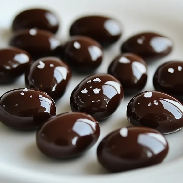 - 1 cup roasted espresso beans - 1 cup dark chocolate chips (minimum 70% cacao) - 1 tablespoon coconut oil - Sea salt for garnish - 1 teaspoon vanilla extract for enhanced flavor You need just a few simple ingredients to make chocolate-covered espresso beans. First, gather one cup of roasted espresso beans. These beans give your snack a strong coffee flavor and a nice crunch. Next, you will need one cup of dark chocolate chips. I suggest using chips with at least 70% cacao. This gives the chocolate a rich and deep taste. Add one tablespoon of coconut oil to help the chocolate melt smoothly and evenly. If you want to add a little extra flavor, consider using sea salt for garnish. A sprinkle of sea salt adds a delightful contrast to the sweet chocolate. You may also add one teaspoon of vanilla extract to boost the flavor even more. This is not required, but it can make your snack even tastier. Now that you have your ingredients ready, you can enjoy making this energizing snack. These chocolate-covered espresso beans are great for a pick-me-up during the day! {{ingredient_image_2}} First, get your baking sheet ready. Line it with parchment paper. This step keeps the chocolate-covered beans from sticking. It makes cleanup easy too! Next, grab a medium-sized heatproof bowl. In this bowl, combine 1 cup of dark chocolate chips and 1 tablespoon of coconut oil. If you want, you can add 1 teaspoon of vanilla extract for extra flavor. Now, use the double boiler method. Place the bowl over a pot of gently simmering water. Keep the heat at medium. Stir the mixture as it melts. Keep an eye on it! If any water touches the chocolate, it can ruin the melt. You want it smooth and shiny. Once the chocolate is melted, take the bowl off the heat. Now, add 1 cup of roasted espresso beans to the bowl. Gently stir the beans to coat each one in chocolate. Using a fork or slotted spoon, lift the beans from the bowl. Let any extra chocolate drip back into the bowl. Place the coated beans on the prepared baking sheet in a single layer. Avoid clumping! To finish, lightly sprinkle sea salt over the beans. This adds a nice contrast to the sweet chocolate. Now, put the baking sheet in the refrigerator. Chill for about 30 minutes. This step helps the chocolate set and become firm. After the time is up, take the beans out. If any are stuck together, gently break them apart. Now, they’re ready to enjoy! To get a smooth chocolate coating, start with dry chocolate. Any water can ruin it. Use a slotted spoon to lift the beans out. This method helps you get an even coat. Let excess chocolate drip back into the bowl. This way, your beans won’t be too messy. Want to boost the taste? Add a teaspoon of vanilla extract while melting the chocolate. This small step makes a big difference! You can also adjust the salt. If you like it salty, add more. If you want less, skip it. Just find what you enjoy most. When serving, think about how it looks. Use small, decorative bowls for a nice touch. You can also package them in cute jars. These chocolate-covered espresso beans make great gifts. They not only taste wonderful but look lovely too! Pro Tips Quality Ingredients: Using high-quality dark chocolate with at least 70% cacao will enhance the flavor and richness of your chocolate-covered espresso beans. Chill Time: Ensure to chill the beans for at least 30 minutes to allow the chocolate to set properly for a perfect crunch when you bite into them. Flavor Variations: Experiment by adding a pinch of cinnamon or a splash of orange zest to the chocolate for a unique twist on the classic flavor. Storage Tips: Store your chocolate-covered espresso beans in an airtight container in a cool, dry place to maintain their freshness and prevent melting. {{image_4}} You can choose from different chocolates for your beans. Dark chocolate gives a rich taste. I recommend using dark chocolate chips with at least 70% cacao. Milk chocolate is sweeter and creamier. It offers a more mellow flavor. White chocolate is not really chocolate, but it tastes sweet and buttery. Each type adds a unique twist to your snack. You can get creative with flavor! Adding spices can boost the taste. A pinch of cinnamon adds warmth. Chili powder gives a kick that surprises your taste buds. You can also try flavored chocolate, like mint. Mint chocolate is refreshing and perfect for a pick-me-up. For added texture, roll your beans in crushed nuts or sprinkles. Crushed almonds or hazelnuts add a nice crunch. Sprinkles give a fun, colorful look. These toppings make your snack more exciting. Plus, they can change the flavor profile, making every bite special. To keep your chocolate-covered espresso beans fresh, store them in an airtight container. This prevents moisture from ruining their crunchy texture. I often use glass jars or plastic containers with tight lids. Keeping them sealed helps maintain their flavor and crispness. When stored properly, chocolate-covered espresso beans last for about two weeks. After that, they may lose their taste and crunch. If you want to enjoy them longer, consider freezing them. Just make sure you use a freezer-safe container. Avoid exposing your beans to heat and light. Both can cause the chocolate to melt or become dull. Store them in a cool, dark place, like a pantry or cupboard. This helps to keep your tasty snack ready for whenever you need a quick energy boost. You can use dark, milk, or white chocolate. Each type has a different taste. Dark chocolate has a rich, deep flavor. Milk chocolate is sweeter and creamier. White chocolate lacks cocoa solids but is still tasty. Each type melts differently. Dark chocolate melts well but can seize if water touches it. Milk chocolate melts smoother. White chocolate may need careful heating. Always choose high-quality chocolate for the best taste. Look for a smooth and shiny texture. Stir it gently while melting. If you see lumps, it needs more heat. Avoid burning! Chocolate should not feel gritty. If it does, it means it got too hot. Remove it from the heat as soon as it is smooth. You want it melted, not boiling. Perfect chocolate will coat your beans easily. Absolutely! You can add a variety of toppings. Try crushed nuts for crunch. Sprinkles add color and fun. Coconut flakes give a tropical twist. You can use spices like cinnamon or chili for a kick. Mix dried fruit in for sweetness. Feel free to get creative with your favorite flavors! Yes, they can be a healthy snack! Espresso beans are full of antioxidants. Dark chocolate has health benefits too. It can improve heart health and boost mood. Eating a few gives you energy without too much sugar. However, remember to enjoy them in moderation. They are calorie-dense, so balance them with other foods. You can find them at many grocery stores. Look in the snack aisle or the coffee section. Health food stores often carry them too. Online shopping is another great option. Brands like Trader Joe's or Amazon offer various flavors. You can also try local coffee shops. They might sell fresh, homemade options! You now know how to make chocolate-covered espresso beans from scratch. Start with quality espresso and dark chocolate, add a bit of coconut oil, and follow the steps to coat and chill. Remember, you can customize flavors and try different chocolate types or toppings. Store them in an airtight container for the best freshness. Enjoy them as a tasty snack or give them as gifts. Your friends will love them! Now, get in the kitchen and try this simple treat.