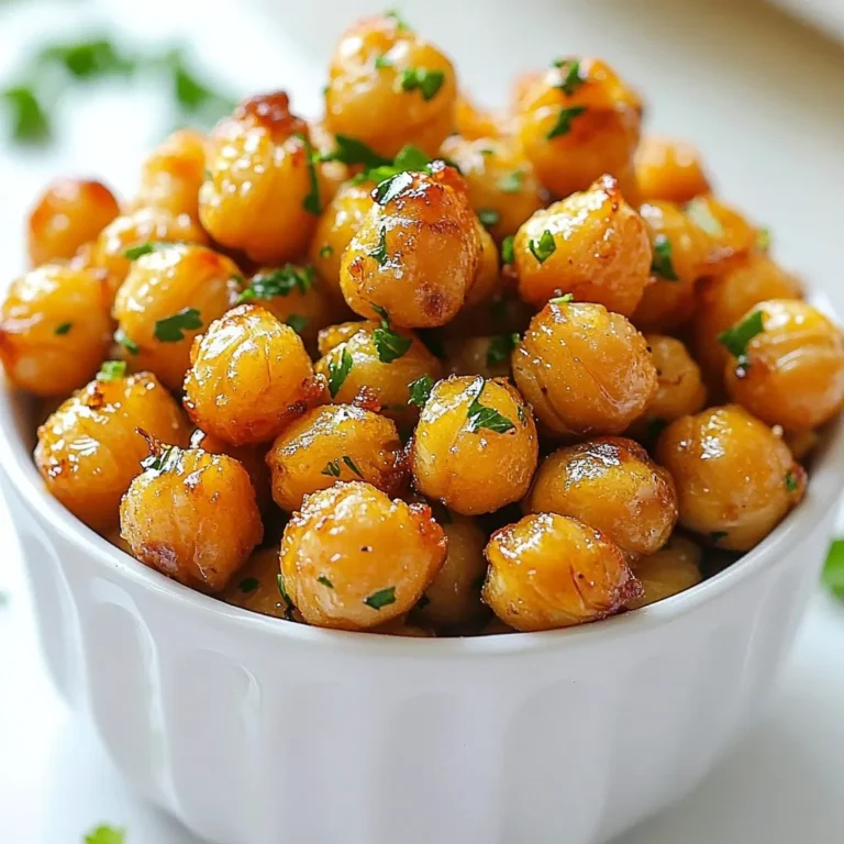 - 1 can (15 oz) chickpeas, drained and rinsed - 1 tablespoon extra virgin olive oil - 1 teaspoon garlic powder - 1 teaspoon smoked paprika - 1/2 teaspoon ground cumin - 1/4 teaspoon cayenne pepper (optional, for a kick of heat) - Salt, to taste - Fresh parsley, finely chopped Crispy air fryer chickpeas need just a few simple ingredients. Start with a can of chickpeas. Drain and rinse them well. This step helps remove excess sodium and prepares them for seasoning. Next, use olive oil to coat the chickpeas. It adds flavor and helps them crisp up nicely. Season them with garlic powder, smoked paprika, ground cumin, and a pinch of salt. If you like heat, add cayenne pepper. This mix creates a tasty, savory snack. For a fresh touch, you can sprinkle chopped parsley on top before serving. It adds color and flavor. These ingredients come together to make a delicious and healthy snack. {{ingredient_image_2}} Preheating your air fryer is key. Set it to 400°F (200°C) and let it warm up for about 5 minutes. This step helps cook the chickpeas evenly. Without preheating, they may not crisp well. Start by draining and rinsing the chickpeas. Use cold water to wash them well. Once rinsed, dry them with a kitchen towel or paper towels. This is very important! The drier the chickpeas, the crispier they will get. In a medium bowl, add the dried chickpeas. Pour in 1 tablespoon of extra virgin olive oil. Then, sprinkle in 1 teaspoon of garlic powder, 1 teaspoon of smoked paprika, 1/2 teaspoon of ground cumin, and 1/4 teaspoon of cayenne pepper if you like some heat. Add a pinch of salt. Toss everything together until the chickpeas are evenly coated. This ensures every bite is full of flavor. Place the seasoned chickpeas in the air fryer basket. Make sure they are in a single layer. This helps them cook evenly. Air fry for 15 to 20 minutes, shaking the basket halfway through. This step promotes even crisping. Watch them closely to avoid burning. You want them golden brown and crunchy. Once done, take the chickpeas out of the air fryer. Let them cool for a few minutes. This cooling time is crucial! It helps them become even crispier. If you want, you can garnish them with fresh parsley for a nice touch. Enjoy your crispy air fryer chickpeas as a snack or on top of salads! To get your chickpeas super crispy, you must dry them well. After rinsing, use a clean towel. Pat them gently until no water remains. Wet chickpeas won’t crisp up in the air fryer. Arrange the chickpeas in a single layer in the fryer basket. When you overcrowd them, they steam instead of crisp. This can lead to soft chickpeas. Always leave space for hot air to circulate. You can play with different seasonings. Try adding onion powder or a sprinkle of curry powder. For a sweet twist, dust them with cinnamon and a little sugar. These options give you a fun mix of flavors. If you're feeling adventurous, mix in some cocoa powder and sugar for a dessert snack. This sweet version works great for a treat. Some common mistakes can ruin your crispy dream. If your chickpeas burn, check the cooking time. Every air fryer cooks a bit differently. Keep an eye on them after 15 minutes. If they turn out soggy, you likely didn't dry them enough. Remember, moisture is the enemy! Also, make sure not to overcrowd the basket. This is key for perfect textures every time. Pro Tips Dry Chickpeas Thoroughly: Ensuring your chickpeas are completely dry before seasoning is key to achieving that crispy texture. Experiment with Spices: Feel free to customize the spice blend according to your taste preferences; try adding curry powder or Italian herbs for different flavor profiles. Batch Cooking: If you’re making a larger batch, consider air frying in multiple smaller batches to allow for even cooking and crispiness. Storage Tips: Store any leftover chickpeas in an airtight container at room temperature for up to two days; they may lose some crispiness but can be revived in the air fryer. {{image_4}} You can mix up the flavors of your crispy chickpeas by trying different herbs and spices. Here are some great ideas: - Italian: Use oregano, basil, and thyme for a Mediterranean twist. - Indian: Try garam masala, turmeric, and coriander for a warm flavor. - Middle Eastern: Use za'atar, sumac, and cumin for a zesty taste. - Southwestern: Add chili powder, onion powder, and lime zest for a fun kick. Experiment with these combinations to find your favorite blend! You can enjoy crispy chickpeas in both sweet and savory ways. Here are a few options: - Sweet: Toss them with cinnamon and a touch of brown sugar. This creates a tasty snack that is crunchy and sweet. - Savory: Stick with garlic powder and paprika for a classic flavor. Add some nutritional yeast for a cheesy taste. Mix and match to create your own perfect snack! Crispy chickpeas make a great snack or topping. Here’s how to serve them: - As a snack: Enjoy them straight from the bowl. They are crunchy and satisfying. - On salads: Sprinkle them on top of salads for extra crunch and flavor. - In grain bowls: Add them to grain bowls for a protein boost and a nice texture. Get creative and use crispy chickpeas to enhance your meals! To store your crispy air fryer chickpeas, let them cool completely. This helps keep them crunchy. Place the cooled chickpeas in an airtight container. Make sure to seal it tightly. This keeps moisture out and preserves their crispiness. When you're ready to enjoy leftovers, use the air fryer again. Preheat it to 350°F (175°C). Spread the chickpeas in a single layer in the basket. Heat them for about 5 to 7 minutes. This method keeps them crispy and delicious. Avoid the microwave, as it makes them soggy. Crispy air fryer chickpeas will stay fresh for about 3 to 5 days. Store them at room temperature. If you see any signs of moisture, toss them out. For best taste, eat them within this time frame. Yes, you can use dried chickpeas. Start by soaking them overnight in water. This softens them. After soaking, drain and rinse. Then, cook them by boiling for about 1 to 1.5 hours until tender. Once cooked, pat them dry. Follow the same steps to season and air fry them! To add heat, increase the cayenne pepper. You can also try adding chili powder or crushed red pepper flakes. For a bolder flavor, mix in some sriracha or hot sauce before air frying. This way, you can control the spice level to your taste. If you want to try different oils, use avocado oil or sunflower oil. Both add nice flavors. You could also use sesame oil for a unique taste. Just remember to choose oils with high smoke points for air frying. Absolutely! The recipe is already vegan since it uses chickpeas and plant-based oil. You can add more spices or herbs for flavor. Experiment with nutritional yeast for a cheesy taste without dairy. Enjoy your delicious vegan snack! You learned how to make crispy air fryer chickpeas. We started with the main ingredients and essential steps for perfect texture. You also picked up tips for flavor variations and storage info. Remember, drying the chickpeas is key for crunchiness. Explore different spices and try sweet options for fun twists. Enjoy your tasty snacks as toppings or on their own. Try these methods to elevate your cooking and impress your friends and family. Happy cooking!