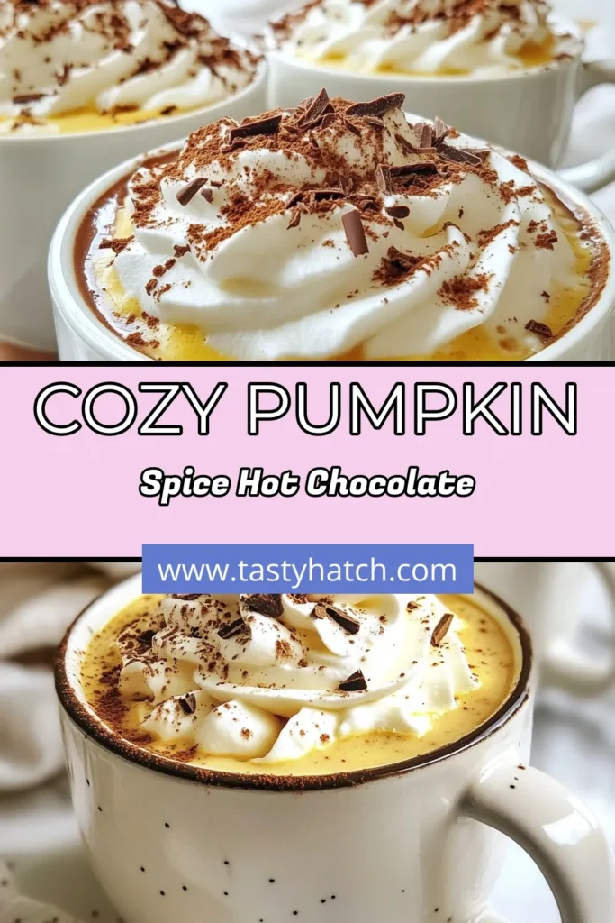 Warm up this fall with a delicious Pumpkin Spice Hot Chocolate! This cozy hot chocolate recipe features creamy pumpkin puree for an indulgent, comforting drink. Perfect for chilly nights, this vegan pumpkin hot chocolate pairs rich cocoa powder and aromatic spices for the ultimate fall hot beverage. Enjoy this delightful treat topped with whipped cream and a sprinkle of pumpkin pie spice. Save this recipe for your next autumn gathering! #PumpkinSpiceHotChocolate #CozyHotChocolate #FallHotBeverage #VeganPumpkinHotChocolate