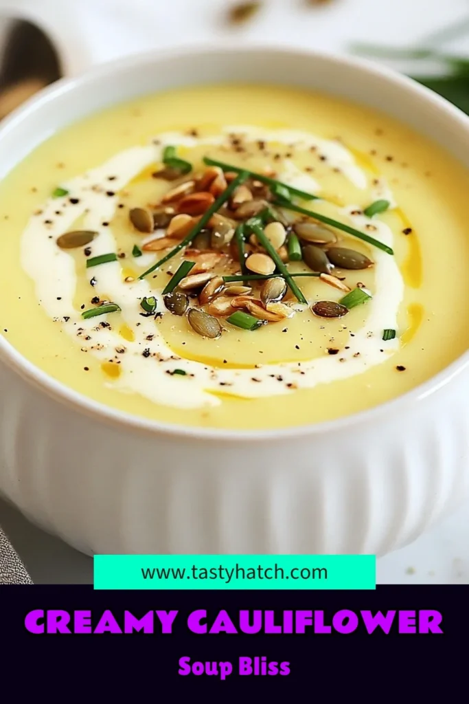 Discover the ultimate comfort food with this creamy cauliflower soup! This easy roasted cauliflower soup recipe is not only delicious but also dairy-free, making it a perfect vegan cauliflower soup option. Packed with flavor and nutrients, this creamy roasted cauliflower soup is sure to impress. Try this easy cauliflower soup at home today! Save this recipe for a delicious and healthy meal! #VeganRecipes #CauliflowerSoup #DairyFree #SoupRecipes