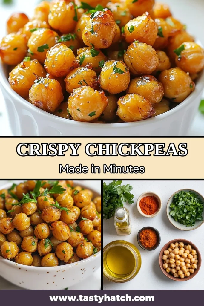 Looking for a healthy snack? Try these crispy air fryer chickpeas! This spicy roasted chickpeas recipe is packed with flavor, featuring garlic and smoked paprika for a delicious vegan crispy snack. Perfect for munching or topping your salads and grain bowls. Follow these easy steps and enjoy a crunchy treat in just 25 minutes. Save this recipe for your air fryer adventures! #CrispyChickpeas #HealthySnacks #VeganSnacks #AirFryerRecipes